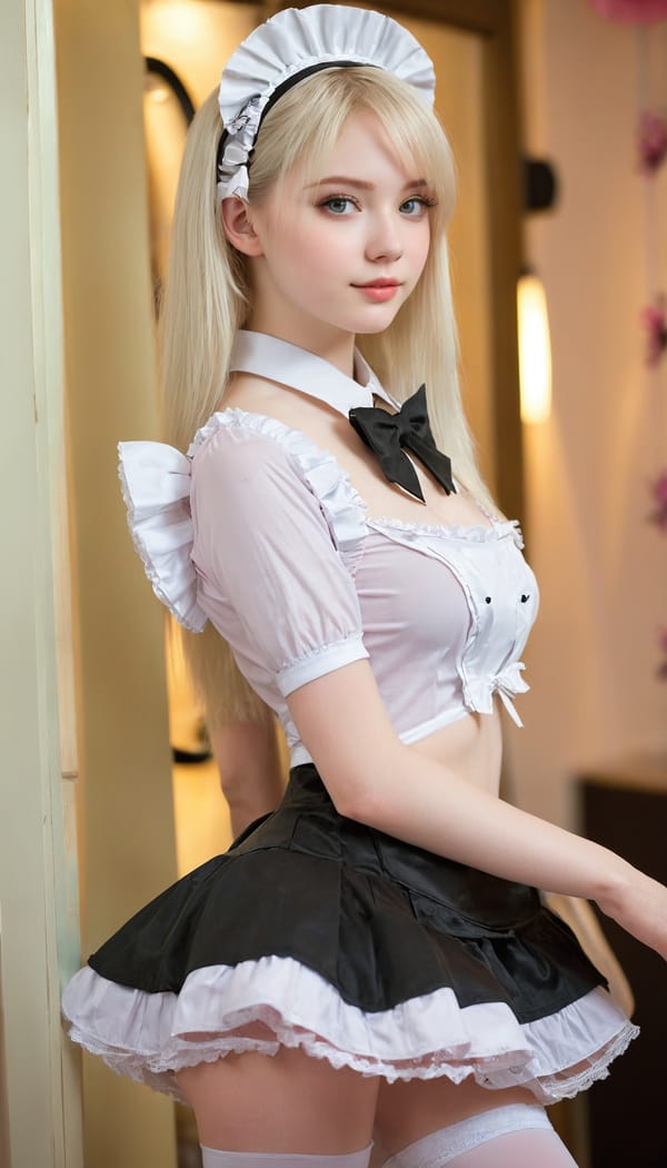 Tags: 21872187, SDXL
{"3": {"inputs": {"seed": 873010694457138, "steps": 32, "cfg": 6.94, "sampler_name": "dpmpp_2m", "scheduler": "karras", "denoise": 1.0, "model": ["27", 0], "positive": ["6", 0], "negative": ["7", 0], "latent_image": ["5", 0]}, "class_type": "KSampler"}, "4": {"inputs": {"ckpt_name": "juggernautxl.safetensors"}, "class_type": "CheckpointLoaderSimple"}, "5": {"inputs": {"width": 768, "height": 1344, "batch_size": 1}, "class_type": "EmptyLatentImage"}, "6": {"inputs": {"text": "19 year old girl, (beautiful eyes:1.00), (pale skin:1.03), (detailed face:0.95), (slim:0.99), (sexy lips:1.13), (blush:0.97), (seductive facial expression:1.09), (eyelashes:0.97), (idol:1.05), (temptress:1.11), (seductive pose:1.01), (cute:1.05), (perky ass:0.96), (exposed ass:1.00), (looking back:1.02), (sexy ass:1.04), (thigh gap:0.98), in a (skimpy maid costume:1.11) working at a maid cafe, choker, bowtie, headband, pleated skirt, (textured skin:1.07), (RAW:1.06), (portra:1.03), (film:1.07), (detailed skin:1.05), (natural looking skin:1.05), (skin fuzz:1.05), (candid cinema:1.09), (soft lighting:1.01)", "clip": ["27", 1]}, "class_type": "CLIPTextEncode"}, "7": {"inputs": {"text": "(distorted:1.09), (bad hands:1.06), (watermark:1.11), (worst quality:1.11), (open mouth:1.10), (low resolution:1.05), (twisted:1.09)", "clip": ["27", 1]}, "class_type": "CLIPTextEncode"}, "8": {"inputs": {"samples": ["3", 0], "vae": ["4", 2]}, "class_type": "VAEDecode"}, "25": {"inputs": {"lora_name": "nudify_xl.safetensors", "strength_model": 0.39, "strength_clip": 0.12, "model": ["4", 0], "clip": ["4", 1]}, "class_type": "LoraLoader"}, "26": {"inputs": {"lora_name": "shirtlift_SDXL_v2.safetensors", "strength_model": 0.01, "strength_clip": 0.06, "model": ["25", 0], "clip": ["25", 1]}, "class_type": "LoraLoader"}, "27": {"inputs": {"lora_name": "PerfectEyesXL.safetensors", "strength_model": 0.11, "strength_clip": 0.17, "model": ["26", 0], "clip": ["26", 1]}, "class_type": "LoraLoader"}, "30": {"inputs": {"model_name": "4x_NMKD-Superscale-SP_178000_G.pth"}, "class_type": "UpscaleModelLoader"}, "31": {"inputs": {"upscale_model": ["30", 0], "image": ["8", 0]}, "class_type": "ImageUpscaleWithModel"}, "32": {"inputs": {"upscale_method": "lanczos", "scale_by": 0.5, "image": ["31", 0]}, "class_type": "ImageScaleBy"}, "33": {"inputs": {"pixels": ["32", 0], "vae": ["4", 2]}, "class_type": "VAEEncode"}, "34": {"inputs": {"seed": 873010694457138, "steps": 32, "cfg": 6.94, "sampler_name": "dpmpp_2m", "scheduler": "karras", "denoise": 0.3, "model": ["27", 0], "positive": ["6", 0], "negative": ["7", 0], "latent_image": ["33", 0]}, "class_type": "KSampler"}, "36": {"inputs": {"samples": ["34", 0], "vae": ["4", 2]}, "class_type": "VAEDecode"}, "39": {"inputs": {"filename_prefix": "comfyapi-1735212473130", "images": ["36", 0]}, "class_type": "SaveImage"}}