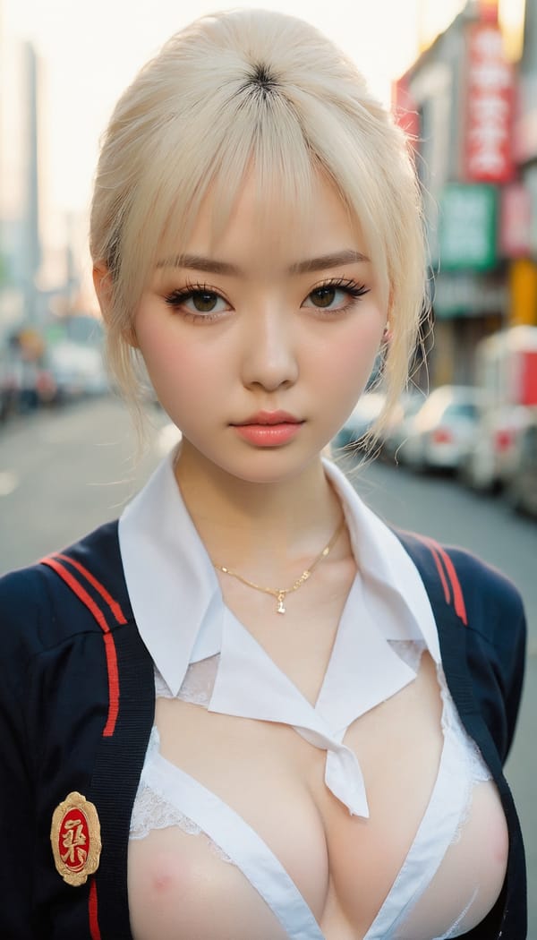 Tags: 21872187, SDXL
{"3": {"inputs": {"seed": 220454202954435, "steps": 32, "cfg": 7.04, "sampler_name": "dpmpp_2m", "scheduler": "karras", "denoise": 1.0, "model": ["27", 0], "positive": ["6", 0], "negative": ["7", 0], "latent_image": ["5", 0]}, "class_type": "KSampler"}, "4": {"inputs": {"ckpt_name": "juggernautxl.safetensors"}, "class_type": "CheckpointLoaderSimple"}, "5": {"inputs": {"width": 768, "height": 1344, "batch_size": 1}, "class_type": "EmptyLatentImage"}, "6": {"inputs": {"text": "26 year old girl, (russian:1.05), (japanese:1.12), (irish:1.07), (idol:1.08), (seductive pose:1.13), (sexy lips:0.96), (beautiful eyes:1.08), (slim:1.04), (detailed face:0.98), (cute:1.05), (blush:1.07), (double eyelids:1.08), (temptress:0.96), (pale skin:1.13), (eyelashes:1.00), (in a seductive pose:1.04), (large perky breasts:1.09), (cleavage:1.08), (thigh gap:1.00), (school uniform:0.96), choker, busy street, (film:1.05), (natural looking skin:1.06), (skin fuzz:1.01), (portra:1.09), (soft lighting:1.05), (RAW:1.00), (textured skin:1.00)", "clip": ["27", 1]}, "class_type": "CLIPTextEncode"}, "7": {"inputs": {"text": "(open mouth:1.06), (distorted:1.08), (worst quality:1.05), (low resolution:1.14), (watermark:1.05), (twisted:1.05), (bad hands:1.06)", "clip": ["27", 1]}, "class_type": "CLIPTextEncode"}, "8": {"inputs": {"samples": ["3", 0], "vae": ["4", 2]}, "class_type": "VAEDecode"}, "25": {"inputs": {"lora_name": "nudify_xl.safetensors", "strength_model": 0.1, "strength_clip": 0.31, "model": ["4", 0], "clip": ["4", 1]}, "class_type": "LoraLoader"}, "26": {"inputs": {"lora_name": "shirtlift_SDXL_v2.safetensors", "strength_model": 0.01, "strength_clip": 0.14, "model": ["25", 0], "clip": ["25", 1]}, "class_type": "LoraLoader"}, "27": {"inputs": {"lora_name": "PerfectEyesXL.safetensors", "strength_model": 0.12, "strength_clip": 0.18, "model": ["26", 0], "clip": ["26", 1]}, "class_type": "LoraLoader"}, "30": {"inputs": {"model_name": "4x_NMKD-Superscale-SP_178000_G.pth"}, "class_type": "UpscaleModelLoader"}, "31": {"inputs": {"upscale_model": ["30", 0], "image": ["8", 0]}, "class_type": "ImageUpscaleWithModel"}, "32": {"inputs": {"upscale_method": "lanczos", "scale_by": 0.5, "image": ["31", 0]}, "class_type": "ImageScaleBy"}, "33": {"inputs": {"pixels": ["32", 0], "vae": ["4", 2]}, "class_type": "VAEEncode"}, "34": {"inputs": {"seed": 220454202954435, "steps": 32, "cfg": 7.04, "sampler_name": "dpmpp_2m", "scheduler": "karras", "denoise": 0.3, "model": ["27", 0], "positive": ["6", 0], "negative": ["7", 0], "latent_image": ["33", 0]}, "class_type": "KSampler"}, "36": {"inputs": {"samples": ["34", 0], "vae": ["4", 2]}, "class_type": "VAEDecode"}, "39": {"inputs": {"filename_prefix": "comfyapi-1716805057502", "images": ["36", 0]}, "class_type": "SaveImage"}}