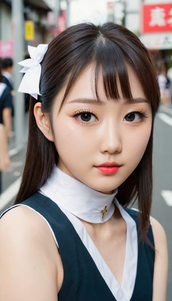 Tags: 21872187, SDXL
{"3": {"inputs": {"seed": 367978148817695, "steps": 64, "cfg": 7.37, "sampler_name": "dpmpp_2m", "scheduler": "karras", "denoise": 1.0, "model": ["27", 0], "positive": ["6", 0], "negative": ["7", 0], "latent_image": ["5", 0]}, "class_type": "KSampler"}, "4": {"inputs": {"ckpt_name": "juggernautXL_v8Rundiffusion.safetensors"}, "class_type": "CheckpointLoaderSimple"}, "5": {"inputs": {"width": 768, "height": 1344, "batch_size": 1}, "class_type": "EmptyLatentImage"}, "6": {"inputs": {"text": "23 year old girl, (japanese:0.99), (eyelashes:1.06), (cute:1.12), (idol:1.04), (sexy lips:1.00), (detailed face:1.02), (double eyelids:1.14), (temptress:1.06), (seductive facial expression:1.13), (beautiful eyes:1.09), (seductive pose:1.11), (pale skin:1.12), (slim:1.03), (perky ass:0.98), (exposed ass:1.01), (looking back:0.97), (sexy ass:0.98), (thigh gap:0.98), (school uniform:0.95), choker, busy street, (natural looking skin:1.09), (detailed skin:1.07), (candid cinema:1.03), (RAW:1.05), (skin fuzz:1.07), (soft lighting:1.07), (film:1.07), (textured skin:1.07), (portra:1.06)", "clip": ["27", 1]}, "class_type": "CLIPTextEncode"}, "7": {"inputs": {"text": "(low resolution:1.08), (twisted:1.14), (watermark:1.12), (open mouth:1.05), (worst quality:1.14), (distorted:1.05)", "clip": ["27", 1]}, "class_type": "CLIPTextEncode"}, "8": {"inputs": {"samples": ["3", 0], "vae": ["4", 2]}, "class_type": "VAEDecode"}, "25": {"inputs": {"lora_name": "nudify_xl.safetensors", "strength_model": 0.39, "strength_clip": 0.05, "model": ["4", 0], "clip": ["4", 1]}, "class_type": "LoraLoader"}, "26": {"inputs": {"lora_name": "shirtlift_SDXL_v2.safetensors", "strength_model": 0.0, "strength_clip": 0.03, "model": ["25", 0], "clip": ["25", 1]}, "class_type": "LoraLoader"}, "27": {"inputs": {"lora_name": "PerfectEyesXL.safetensors", "strength_model": 0.09, "strength_clip": 0.18, "model": ["26", 0], "clip": ["26", 1]}, "class_type": "LoraLoader"}, "30": {"inputs": {"model_name": "4x_NMKD-Superscale-SP_178000_G.pth"}, "class_type": "UpscaleModelLoader"}, "31": {"inputs": {"upscale_model": ["30", 0], "image": ["8", 0]}, "class_type": "ImageUpscaleWithModel"}, "32": {"inputs": {"upscale_method": "lanczos", "scale_by": 0.5, "image": ["31", 0]}, "class_type": "ImageScaleBy"}, "33": {"inputs": {"pixels": ["32", 0], "vae": ["4", 2]}, "class_type": "VAEEncode"}, "34": {"inputs": {"seed": 367978148817695, "steps": 64, "cfg": 7.37, "sampler_name": "dpmpp_2m", "scheduler": "karras", "denoise": 0.3, "model": ["27", 0], "positive": ["6", 0], "negative": ["7", 0], "latent_image": ["33", 0]}, "class_type": "KSampler"}, "36": {"inputs": {"samples": ["34", 0], "vae": ["4", 2]}, "class_type": "VAEDecode"}, "39": {"inputs": {"filename_prefix": "comfyapi-1707610328444", "images": ["36", 0]}, "class_type": "SaveImage"}}