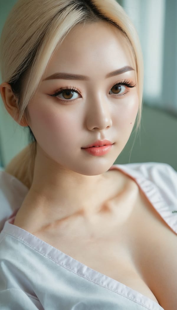 Tags: 21872187, SDXL
{"3": {"inputs": {"seed": 922752149584983, "steps": 64, "cfg": 6.32, "sampler_name": "dpmpp_2m", "scheduler": "karras", "denoise": 1.0, "model": ["27", 0], "positive": ["6", 0], "negative": ["7", 0], "latent_image": ["5", 0]}, "class_type": "KSampler"}, "4": {"inputs": {"ckpt_name": "juggernautxl.safetensors"}, "class_type": "CheckpointLoaderSimple"}, "5": {"inputs": {"width": 768, "height": 1344, "batch_size": 1}, "class_type": "EmptyLatentImage"}, "6": {"inputs": {"text": "25 year old girl, (ukrainian:0.97), (japanese:0.99), (detailed face:1.02), (sexy lips:1.05), (pale skin:1.04), (beautiful eyes:1.02), (seductive facial expression:1.04), (temptress:1.13), (cute:1.03), (slim:1.04), (idol:1.09), (eyelashes:1.10), (blush:1.14), (seductive pose:1.13), (double eyelids:1.14), (in a seductive pose:1.05), (large perky breasts:1.07), (cleavage:1.06), (thigh gap:1.00), (nurse in uniform:1.10) working in a hospital ward, (textured skin:1.03), (candid cinema:1.02), (RAW:1.08), (film:1.01), (detailed skin:1.08), (natural looking skin:1.05), (skin fuzz:1.06), (portra:1.09), (soft lighting:1.09)", "clip": ["27", 1]}, "class_type": "CLIPTextEncode"}, "7": {"inputs": {"text": "(distorted:1.14), (twisted:1.09), (open mouth:1.13), (watermark:1.05), (low resolution:1.11), (bad hands:1.09), (worst quality:1.06)", "clip": ["27", 1]}, "class_type": "CLIPTextEncode"}, "8": {"inputs": {"samples": ["3", 0], "vae": ["4", 2]}, "class_type": "VAEDecode"}, "25": {"inputs": {"lora_name": "nudify_xl.safetensors", "strength_model": 0.24, "strength_clip": 0.1, "model": ["4", 0], "clip": ["4", 1]}, "class_type": "LoraLoader"}, "26": {"inputs": {"lora_name": "shirtlift_SDXL_v2.safetensors", "strength_model": 0.0, "strength_clip": 0.16, "model": ["25", 0], "clip": ["25", 1]}, "class_type": "LoraLoader"}, "27": {"inputs": {"lora_name": "PerfectEyesXL.safetensors", "strength_model": 0.05, "strength_clip": 0.04, "model": ["26", 0], "clip": ["26", 1]}, "class_type": "LoraLoader"}, "30": {"inputs": {"model_name": "4x_NMKD-Superscale-SP_178000_G.pth"}, "class_type": "UpscaleModelLoader"}, "31": {"inputs": {"upscale_model": ["30", 0], "image": ["8", 0]}, "class_type": "ImageUpscaleWithModel"}, "32": {"inputs": {"upscale_method": "lanczos", "scale_by": 0.5, "image": ["31", 0]}, "class_type": "ImageScaleBy"}, "33": {"inputs": {"pixels": ["32", 0], "vae": ["4", 2]}, "class_type": "VAEEncode"}, "34": {"inputs": {"seed": 922752149584983, "steps": 64, "cfg": 6.32, "sampler_name": "dpmpp_2m", "scheduler": "karras", "denoise": 0.3, "model": ["27", 0], "positive": ["6", 0], "negative": ["7", 0], "latent_image": ["33", 0]}, "class_type": "KSampler"}, "36": {"inputs": {"samples": ["34", 0], "vae": ["4", 2]}, "class_type": "VAEDecode"}, "39": {"inputs": {"filename_prefix": "comfyapi-1726383703910", "images": ["36", 0]}, "class_type": "SaveImage"}}