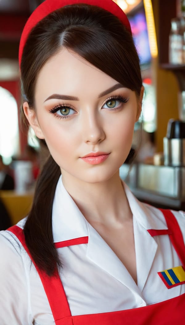 Tags: 21872187, SDXL
{"3": {"inputs": {"seed": 186799675236526, "steps": 64, "cfg": 7.87, "sampler_name": "dpmpp_2m", "scheduler": "karras", "denoise": 1.0, "model": ["27", 0], "positive": ["6", 0], "negative": ["7", 0], "latent_image": ["5", 0]}, "class_type": "KSampler"}, "4": {"inputs": {"ckpt_name": "juggernautXL_v8Rundiffusion.safetensors"}, "class_type": "CheckpointLoaderSimple"}, "5": {"inputs": {"width": 768, "height": 1344, "batch_size": 1}, "class_type": "EmptyLatentImage"}, "6": {"inputs": {"text": "27 year old girl, (ukrainian:1.14), (eyelashes:0.96), (slim:1.05), (blush:0.95), (detailed face:1.12), (temptress:1.14), (seductive pose:1.10), (sexy lips:1.07), (seductive facial expression:1.04), (pale skin:1.11), (cute:0.98), (beautiful eyes:0.96), (double eyelids:1.11), (idol:0.96), (in a seductive pose:1.00), (large perky breasts:1.11), (cleavage:1.00), (thigh gap:1.06), (a waitress in uniform:1.12) working at a restaurant, (skin fuzz:1.08), (RAW:1.03), (film:1.08), (candid cinema:1.07), (soft lighting:1.03), (detailed skin:1.09), (portra:1.05), (textured skin:1.08), (natural looking skin:1.00)", "clip": ["27", 1]}, "class_type": "CLIPTextEncode"}, "7": {"inputs": {"text": "(watermark:1.06), (worst quality:1.13), (low resolution:1.12), (distorted:1.05), (twisted:1.14), (bad hands:1.11), (open mouth:1.14)", "clip": ["27", 1]}, "class_type": "CLIPTextEncode"}, "8": {"inputs": {"samples": ["3", 0], "vae": ["4", 2]}, "class_type": "VAEDecode"}, "25": {"inputs": {"lora_name": "nudify_xl.safetensors", "strength_model": 0.35, "strength_clip": 0.12, "model": ["4", 0], "clip": ["4", 1]}, "class_type": "LoraLoader"}, "26": {"inputs": {"lora_name": "shirtlift_SDXL_v2.safetensors", "strength_model": 0.04, "strength_clip": 0.16, "model": ["25", 0], "clip": ["25", 1]}, "class_type": "LoraLoader"}, "27": {"inputs": {"lora_name": "PerfectEyesXL.safetensors", "strength_model": 0.11, "strength_clip": 0.08, "model": ["26", 0], "clip": ["26", 1]}, "class_type": "LoraLoader"}, "30": {"inputs": {"model_name": "4x_NMKD-Superscale-SP_178000_G.pth"}, "class_type": "UpscaleModelLoader"}, "31": {"inputs": {"upscale_model": ["30", 0], "image": ["8", 0]}, "class_type": "ImageUpscaleWithModel"}, "32": {"inputs": {"upscale_method": "lanczos", "scale_by": 0.5, "image": ["31", 0]}, "class_type": "ImageScaleBy"}, "33": {"inputs": {"pixels": ["32", 0], "vae": ["4", 2]}, "class_type": "VAEEncode"}, "34": {"inputs": {"seed": 186799675236526, "steps": 64, "cfg": 7.87, "sampler_name": "dpmpp_2m", "scheduler": "karras", "denoise": 0.3, "model": ["27", 0], "positive": ["6", 0], "negative": ["7", 0], "latent_image": ["33", 0]}, "class_type": "KSampler"}, "36": {"inputs": {"samples": ["34", 0], "vae": ["4", 2]}, "class_type": "VAEDecode"}, "39": {"inputs": {"filename_prefix": "comfyapi-1706721098803", "images": ["36", 0]}, "class_type": "SaveImage"}}