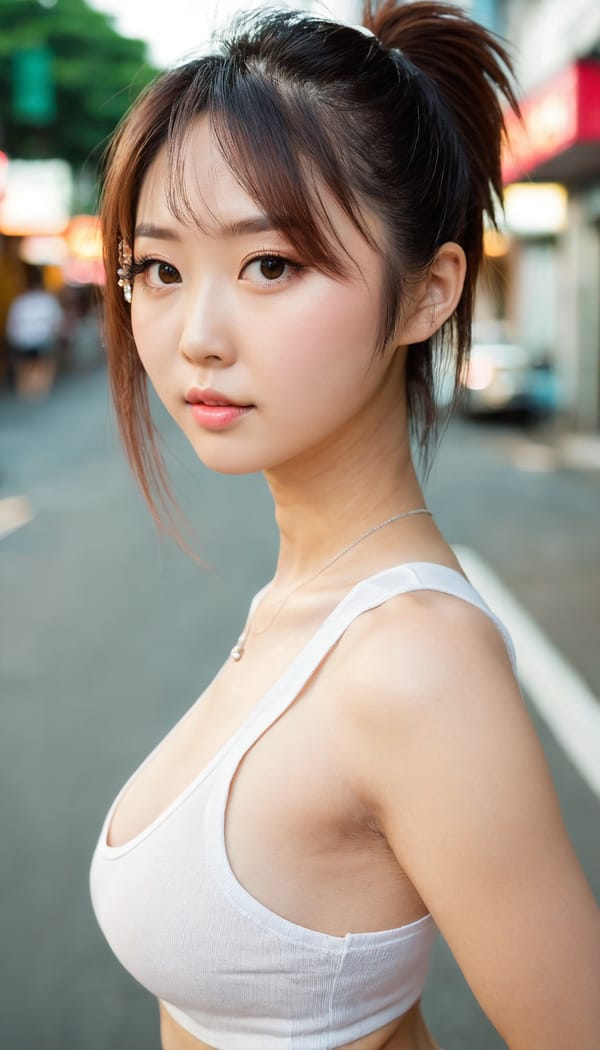 Tags: 21872187, SDXL
{"3": {"inputs": {"seed": 976133882432100, "steps": 64, "cfg": 6.71, "sampler_name": "dpmpp_2m", "scheduler": "karras", "denoise": 1.0, "model": ["27", 0], "positive": ["6", 0], "negative": ["7", 0], "latent_image": ["5", 0]}, "class_type": "KSampler"}, "4": {"inputs": {"ckpt_name": "juggernautxl.safetensors"}, "class_type": "CheckpointLoaderSimple"}, "5": {"inputs": {"width": 768, "height": 1344, "batch_size": 1}, "class_type": "EmptyLatentImage"}, "6": {"inputs": {"text": "25 year old girl, (taiwanese:1.04), (japanese:1.08), (cute:1.06), (seductive pose:1.12), (eyelashes:1.02), (detailed face:1.01), (temptress:1.00), (blush:1.14), (slim:1.07), (idol:1.12), (pale skin:1.07), (double eyelids:1.12), (beautiful eyes:1.04), (seductive facial expression:1.00), (sexy lips:0.97), (perky ass:1.02), (exposed ass:1.07), (looking back:1.11), (sexy ass:1.02), (thigh gap:0.96), (white tanktop:1.14), busy street, (RAW:1.09), (skin fuzz:1.06), (portra:1.02), (detailed skin:1.00), (natural looking skin:1.05), (candid cinema:1.03), (textured skin:1.05), (film:1.02), (soft lighting:1.09)", "clip": ["27", 1]}, "class_type": "CLIPTextEncode"}, "7": {"inputs": {"text": "(twisted:1.13), (low resolution:1.13), (distorted:1.12), (worst quality:1.13), (bad hands:1.09), (watermark:1.12), (open mouth:1.08)", "clip": ["27", 1]}, "class_type": "CLIPTextEncode"}, "8": {"inputs": {"samples": ["3", 0], "vae": ["4", 2]}, "class_type": "VAEDecode"}, "25": {"inputs": {"lora_name": "nudify_xl.safetensors", "strength_model": 0.23, "strength_clip": 0.31, "model": ["4", 0], "clip": ["4", 1]}, "class_type": "LoraLoader"}, "26": {"inputs": {"lora_name": "shirtlift_SDXL_v2.safetensors", "strength_model": 0.08, "strength_clip": 0.07, "model": ["25", 0], "clip": ["25", 1]}, "class_type": "LoraLoader"}, "27": {"inputs": {"lora_name": "PerfectEyesXL.safetensors", "strength_model": 0.16, "strength_clip": 0.13, "model": ["26", 0], "clip": ["26", 1]}, "class_type": "LoraLoader"}, "30": {"inputs": {"model_name": "4x_NMKD-Superscale-SP_178000_G.pth"}, "class_type": "UpscaleModelLoader"}, "31": {"inputs": {"upscale_model": ["30", 0], "image": ["8", 0]}, "class_type": "ImageUpscaleWithModel"}, "32": {"inputs": {"upscale_method": "lanczos", "scale_by": 0.5, "image": ["31", 0]}, "class_type": "ImageScaleBy"}, "33": {"inputs": {"pixels": ["32", 0], "vae": ["4", 2]}, "class_type": "VAEEncode"}, "34": {"inputs": {"seed": 976133882432100, "steps": 64, "cfg": 6.71, "sampler_name": "dpmpp_2m", "scheduler": "karras", "denoise": 0.3, "model": ["27", 0], "positive": ["6", 0], "negative": ["7", 0], "latent_image": ["33", 0]}, "class_type": "KSampler"}, "36": {"inputs": {"samples": ["34", 0], "vae": ["4", 2]}, "class_type": "VAEDecode"}, "39": {"inputs": {"filename_prefix": "comfyapi-1724063135702", "images": ["36", 0]}, "class_type": "SaveImage"}}