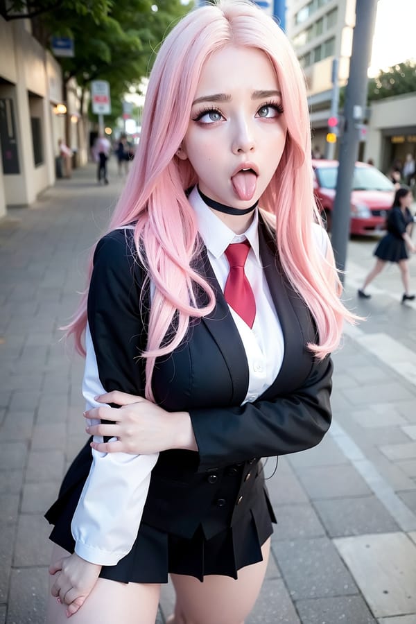 Tags: 21872187
<lora:YaeMiko_Test:0.45>, (school uniform:1.16), (large breasts:0.94), choker, busy street in urban city, <lora:ahegao-x-v4:0.58>, ahegao face, pleasure, extremely detailed face, (photorealistic:1.05), sexy lips, seductive smile, double eyelids, eyelashes, pale skin, full body portrait, textured skin, best quality, hyper realistic, tall, blush, 1girl, solo, (stunningly attractive:1.16)
Negative prompt: anime, disfigured, (worst quality:2.19)
Steps: 48, Sampler: DPM++ 2M Karras, CFG scale: 6.82, Seed: 691343026, Size: 512x768, Model hash: fc2511737a, Model: chilloutmix_NiPrunedFp32Fix, Seed resize from: -1x-1, Denoising strength: 0.5, Version: v1.2.1, Hires upscale: 2.0, Hires steps: 48, Hires upscaler: ESRGAN_4x