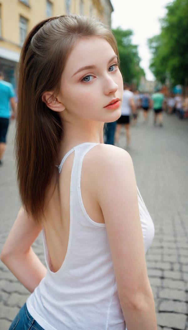 Tags: 21872187, SDXL
{"3": {"inputs": {"seed": 122453351241158, "steps": 64, "cfg": 6.23, "sampler_name": "dpmpp_2m", "scheduler": "karras", "denoise": 1.0, "model": ["27", 0], "positive": ["6", 0], "negative": ["7", 0], "latent_image": ["5", 0]}, "class_type": "KSampler"}, "4": {"inputs": {"ckpt_name": "leosamsHelloworldSDXL_helloworldSDXL32DPO.safetensors"}, "class_type": "CheckpointLoaderSimple"}, "5": {"inputs": {"width": 768, "height": 1344, "batch_size": 1}, "class_type": "EmptyLatentImage"}, "6": {"inputs": {"text": "21 year old girl, (ukrainian:1.05), (irish:1.08), (russian:1.03), (beautiful eyes:1.10), (temptress:1.06), (seductive pose:1.05), (detailed face:1.00), (pale skin:1.12), (double eyelids:1.02), (eyelashes:1.10), (slim:1.00), (sexy lips:1.11), (idol:1.12), (blush:0.99), (cute:1.04), (on all fours:0.99), (spreading ass cheeks:0.97), (from behind:0.98), (backboob:1.07), (white tanktop:1.01), busy street, (film:1.00), (skin fuzz:1.02), (candid cinema:1.02), (detailed skin:1.03), (portra:1.07), (textured skin:1.05), (RAW:1.06), (soft lighting:1.08), (natural looking skin:1.01)", "clip": ["27", 1]}, "class_type": "CLIPTextEncode"}, "7": {"inputs": {"text": "(twisted:1.05), (low resolution:1.07), (bad hands:1.12), (worst quality:1.07), (distorted:1.13), (open mouth:1.05), (watermark:1.11)", "clip": ["27", 1]}, "class_type": "CLIPTextEncode"}, "8": {"inputs": {"samples": ["3", 0], "vae": ["4", 2]}, "class_type": "VAEDecode"}, "25": {"inputs": {"lora_name": "nudify_xl.safetensors", "strength_model": 0.26, "strength_clip": 0.15, "model": ["4", 0], "clip": ["4", 1]}, "class_type": "LoraLoader"}, "26": {"inputs": {"lora_name": "shirtlift_SDXL_v2.safetensors", "strength_model": 0.11, "strength_clip": 0.0, "model": ["25", 0], "clip": ["25", 1]}, "class_type": "LoraLoader"}, "27": {"inputs": {"lora_name": "PerfectEyesXL.safetensors", "strength_model": 0.11, "strength_clip": 0.05, "model": ["26", 0], "clip": ["26", 1]}, "class_type": "LoraLoader"}, "30": {"inputs": {"model_name": "4x_NMKD-Superscale-SP_178000_G.pth"}, "class_type": "UpscaleModelLoader"}, "31": {"inputs": {"upscale_model": ["30", 0], "image": ["8", 0]}, "class_type": "ImageUpscaleWithModel"}, "32": {"inputs": {"upscale_method": "lanczos", "scale_by": 0.5, "image": ["31", 0]}, "class_type": "ImageScaleBy"}, "33": {"inputs": {"pixels": ["32", 0], "vae": ["4", 2]}, "class_type": "VAEEncode"}, "34": {"inputs": {"seed": 122453351241158, "steps": 64, "cfg": 6.23, "sampler_name": "dpmpp_2m", "scheduler": "karras", "denoise": 0.3, "model": ["27", 0], "positive": ["6", 0], "negative": ["7", 0], "latent_image": ["33", 0]}, "class_type": "KSampler"}, "36": {"inputs": {"samples": ["34", 0], "vae": ["4", 2]}, "class_type": "VAEDecode"}, "39": {"inputs": {"filename_prefix": "comfyapi-1708436629542", "images": ["36", 0]}, "class_type": "SaveImage"}}