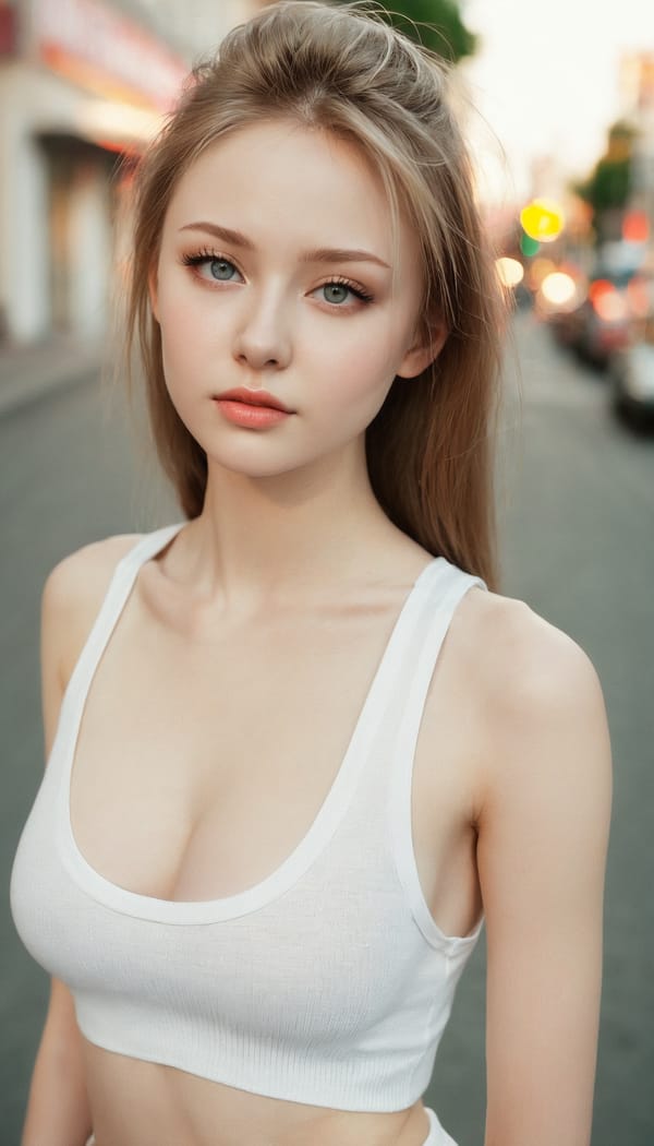 Tags: 21872187, SDXL
{"3": {"inputs": {"seed": 564986783236080, "steps": 64, "cfg": 5.67, "sampler_name": "dpmpp_2m", "scheduler": "karras", "denoise": 1.0, "model": ["27", 0], "positive": ["6", 0], "negative": ["7", 0], "latent_image": ["5", 0]}, "class_type": "KSampler"}, "4": {"inputs": {"ckpt_name": "juggernautxl.safetensors"}, "class_type": "CheckpointLoaderSimple"}, "5": {"inputs": {"width": 768, "height": 1344, "batch_size": 1}, "class_type": "EmptyLatentImage"}, "6": {"inputs": {"text": "18 year old girl, (russian:0.95), (temptress:1.09), (idol:0.98), (sexy lips:1.01), (double eyelids:1.09), (pale skin:1.07), (seductive pose:1.11), (seductive facial expression:1.06), (slim:1.09), (cute:0.97), (detailed face:0.96), (eyelashes:1.00), (beautiful eyes:0.96), (in a seductive pose:1.01), (large perky breasts:0.99), (cleavage:1.07), (thigh gap:0.95), (white tanktop:1.08), busy street, (natural looking skin:1.03), (RAW:1.03), (textured skin:1.01), (film:1.07), (candid cinema:1.07), (detailed skin:1.07), (soft lighting:1.07), (portra:1.00)", "clip": ["27", 1]}, "class_type": "CLIPTextEncode"}, "7": {"inputs": {"text": "(worst quality:1.14), (open mouth:1.08), (twisted:1.08), (watermark:1.07), (low resolution:1.07), (distorted:1.10), (bad hands:1.05)", "clip": ["27", 1]}, "class_type": "CLIPTextEncode"}, "8": {"inputs": {"samples": ["3", 0], "vae": ["4", 2]}, "class_type": "VAEDecode"}, "25": {"inputs": {"lora_name": "nudify_xl.safetensors", "strength_model": 0.1, "strength_clip": 0.11, "model": ["4", 0], "clip": ["4", 1]}, "class_type": "LoraLoader"}, "26": {"inputs": {"lora_name": "shirtlift_SDXL_v2.safetensors", "strength_model": 0.18, "strength_clip": 0.1, "model": ["25", 0], "clip": ["25", 1]}, "class_type": "LoraLoader"}, "27": {"inputs": {"lora_name": "PerfectEyesXL.safetensors", "strength_model": 0.05, "strength_clip": 0.11, "model": ["26", 0], "clip": ["26", 1]}, "class_type": "LoraLoader"}, "30": {"inputs": {"model_name": "4x_NMKD-Superscale-SP_178000_G.pth"}, "class_type": "UpscaleModelLoader"}, "31": {"inputs": {"upscale_model": ["30", 0], "image": ["8", 0]}, "class_type": "ImageUpscaleWithModel"}, "32": {"inputs": {"upscale_method": "lanczos", "scale_by": 0.5, "image": ["31", 0]}, "class_type": "ImageScaleBy"}, "33": {"inputs": {"pixels": ["32", 0], "vae": ["4", 2]}, "class_type": "VAEEncode"}, "34": {"inputs": {"seed": 564986783236080, "steps": 64, "cfg": 5.67, "sampler_name": "dpmpp_2m", "scheduler": "karras", "denoise": 0.3, "model": ["27", 0], "positive": ["6", 0], "negative": ["7", 0], "latent_image": ["33", 0]}, "class_type": "KSampler"}, "36": {"inputs": {"samples": ["34", 0], "vae": ["4", 2]}, "class_type": "VAEDecode"}, "39": {"inputs": {"filename_prefix": "comfyapi-1726644003552", "images": ["36", 0]}, "class_type": "SaveImage"}}