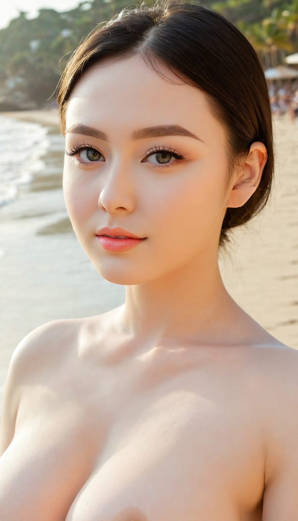 Tags: 21872187, SDXL
{"3": {"inputs": {"seed": 668604305385165, "steps": 64, "cfg": 7.13, "sampler_name": "dpmpp_2m", "scheduler": "karras", "denoise": 1.0, "model": ["27", 0], "positive": ["6", 0], "negative": ["7", 0], "latent_image": ["5", 0]}, "class_type": "KSampler"}, "4": {"inputs": {"ckpt_name": "juggernautXL_v8Rundiffusion.safetensors"}, "class_type": "CheckpointLoaderSimple"}, "5": {"inputs": {"width": 768, "height": 1344, "batch_size": 1}, "class_type": "EmptyLatentImage"}, "6": {"inputs": {"text": "28 year old girl, (detailed face:1.07), (eyelashes:1.04), (seductive facial expression:1.12), (beautiful eyes:1.06), (blush:1.01), (pale skin:1.01), (temptress:1.07), (slim:1.11), (double eyelids:1.03), (sexy lips:1.13), (seductive pose:0.95), (idol:0.98), (cute:0.96), (in a seductive pose:1.13), (large perky breasts:1.14), (cleavage:1.00), (thigh gap:1.14), strolling (nude:1.09) at a beach, (film:1.02), (natural looking skin:1.08), (soft lighting:1.00), (candid cinema:1.08), (RAW:1.05), (textured skin:1.04), (portra:1.00), (skin fuzz:1.06), (detailed skin:1.00)", "clip": ["27", 1]}, "class_type": "CLIPTextEncode"}, "7": {"inputs": {"text": "(watermark:1.09), (distorted:1.07), (bad hands:1.13), (twisted:1.12), (low resolution:1.09), (worst quality:1.05), (open mouth:1.05)", "clip": ["27", 1]}, "class_type": "CLIPTextEncode"}, "8": {"inputs": {"samples": ["3", 0], "vae": ["4", 2]}, "class_type": "VAEDecode"}, "25": {"inputs": {"lora_name": "nudify_xl.safetensors", "strength_model": 0.06, "strength_clip": 0.33, "model": ["4", 0], "clip": ["4", 1]}, "class_type": "LoraLoader"}, "26": {"inputs": {"lora_name": "shirtlift_SDXL_v2.safetensors", "strength_model": 0.05, "strength_clip": 0.06, "model": ["25", 0], "clip": ["25", 1]}, "class_type": "LoraLoader"}, "27": {"inputs": {"lora_name": "PerfectEyesXL.safetensors", "strength_model": 0.13, "strength_clip": 0.19, "model": ["26", 0], "clip": ["26", 1]}, "class_type": "LoraLoader"}, "30": {"inputs": {"model_name": "4x_NMKD-Superscale-SP_178000_G.pth"}, "class_type": "UpscaleModelLoader"}, "31": {"inputs": {"upscale_model": ["30", 0], "image": ["8", 0]}, "class_type": "ImageUpscaleWithModel"}, "32": {"inputs": {"upscale_method": "lanczos", "scale_by": 0.5, "image": ["31", 0]}, "class_type": "ImageScaleBy"}, "33": {"inputs": {"pixels": ["32", 0], "vae": ["4", 2]}, "class_type": "VAEEncode"}, "34": {"inputs": {"seed": 668604305385165, "steps": 64, "cfg": 7.13, "sampler_name": "dpmpp_2m", "scheduler": "karras", "denoise": 0.3, "model": ["27", 0], "positive": ["6", 0], "negative": ["7", 0], "latent_image": ["33", 0]}, "class_type": "KSampler"}, "36": {"inputs": {"samples": ["34", 0], "vae": ["4", 2]}, "class_type": "VAEDecode"}, "39": {"inputs": {"filename_prefix": "comfyapi-1707762197316", "images": ["36", 0]}, "class_type": "SaveImage"}}