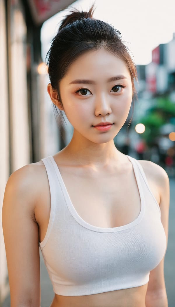 Tags: 21872187, SDXL
{"3": {"inputs": {"seed": 405986499296352, "steps": 64, "cfg": 6.32, "sampler_name": "dpmpp_2m", "scheduler": "karras", "denoise": 1.0, "model": ["27", 0], "positive": ["6", 0], "negative": ["7", 0], "latent_image": ["5", 0]}, "class_type": "KSampler"}, "4": {"inputs": {"ckpt_name": "juggernautxl.safetensors"}, "class_type": "CheckpointLoaderSimple"}, "5": {"inputs": {"width": 768, "height": 1344, "batch_size": 1}, "class_type": "EmptyLatentImage"}, "6": {"inputs": {"text": "19 year old girl, (taiwanese:1.03), (detailed face:1.07), (temptress:1.06), (sexy lips:1.01), (eyelashes:0.99), (beautiful eyes:1.11), (seductive facial expression:0.95), (cute:1.13), (idol:1.01), (seductive pose:0.97), (double eyelids:1.02), (pale skin:1.00), (blush:1.08), (slim:1.01), (perky ass:1.06), (exposed ass:1.08), (looking back:1.07), (sexy ass:1.08), (thigh gap:1.12), (white tanktop:1.11), busy street, (natural looking skin:1.01), (film:1.04), (RAW:1.07), (detailed skin:1.08), (soft lighting:1.08), (candid cinema:1.00), (skin fuzz:1.01), (portra:1.02), (textured skin:1.09)", "clip": ["27", 1]}, "class_type": "CLIPTextEncode"}, "7": {"inputs": {"text": "(distorted:1.09), (worst quality:1.08), (watermark:1.10), (bad hands:1.14), (twisted:1.14), (open mouth:1.10), (low resolution:1.09)", "clip": ["27", 1]}, "class_type": "CLIPTextEncode"}, "8": {"inputs": {"samples": ["3", 0], "vae": ["4", 2]}, "class_type": "VAEDecode"}, "25": {"inputs": {"lora_name": "nudify_xl.safetensors", "strength_model": 0.19, "strength_clip": 0.06, "model": ["4", 0], "clip": ["4", 1]}, "class_type": "LoraLoader"}, "26": {"inputs": {"lora_name": "shirtlift_SDXL_v2.safetensors", "strength_model": 0.1, "strength_clip": 0.05, "model": ["25", 0], "clip": ["25", 1]}, "class_type": "LoraLoader"}, "27": {"inputs": {"lora_name": "PerfectEyesXL.safetensors", "strength_model": 0.07, "strength_clip": 0.04, "model": ["26", 0], "clip": ["26", 1]}, "class_type": "LoraLoader"}, "30": {"inputs": {"model_name": "4x_NMKD-Superscale-SP_178000_G.pth"}, "class_type": "UpscaleModelLoader"}, "31": {"inputs": {"upscale_model": ["30", 0], "image": ["8", 0]}, "class_type": "ImageUpscaleWithModel"}, "32": {"inputs": {"upscale_method": "lanczos", "scale_by": 0.5, "image": ["31", 0]}, "class_type": "ImageScaleBy"}, "33": {"inputs": {"pixels": ["32", 0], "vae": ["4", 2]}, "class_type": "VAEEncode"}, "34": {"inputs": {"seed": 405986499296352, "steps": 64, "cfg": 6.32, "sampler_name": "dpmpp_2m", "scheduler": "karras", "denoise": 0.3, "model": ["27", 0], "positive": ["6", 0], "negative": ["7", 0], "latent_image": ["33", 0]}, "class_type": "KSampler"}, "36": {"inputs": {"samples": ["34", 0], "vae": ["4", 2]}, "class_type": "VAEDecode"}, "39": {"inputs": {"filename_prefix": "comfyapi-1715919247406", "images": ["36", 0]}, "class_type": "SaveImage"}}