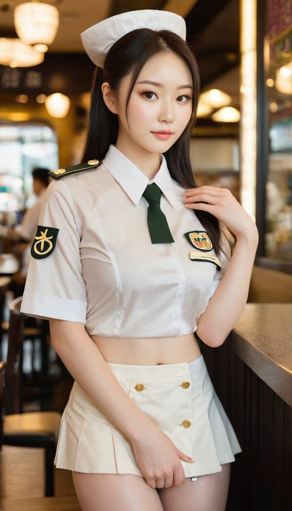 Tags: 21872187, SDXL
{"3": {"inputs": {"seed": 597443477326924, "steps": 64, "cfg": 6.48, "sampler_name": "dpmpp_2m", "scheduler": "karras", "denoise": 1.0, "model": ["27", 0], "positive": ["6", 0], "negative": ["7", 0], "latent_image": ["5", 0]}, "class_type": "KSampler"}, "4": {"inputs": {"ckpt_name": "juggernautxl.safetensors"}, "class_type": "CheckpointLoaderSimple"}, "5": {"inputs": {"width": 768, "height": 1344, "batch_size": 1}, "class_type": "EmptyLatentImage"}, "6": {"inputs": {"text": "27 year old girl, (irish:0.96), (chinese:1.10), (double eyelids:1.03), (idol:1.14), (eyelashes:1.06), (detailed face:1.13), (seductive pose:1.04), (pale skin:1.14), (beautiful eyes:1.01), (slim:1.06), (blush:1.14), (cute:1.09), (seductive facial expression:1.09), (temptress:1.05), (perky ass:1.13), (exposed ass:0.96), (looking back:1.07), (sexy ass:1.12), (thigh gap:1.04), (a waitress in uniform:1.09) working at a restaurant, (detailed skin:1.05), (skin fuzz:1.09), (soft lighting:1.01), (natural looking skin:1.03), (RAW:1.04), (textured skin:1.08), (portra:1.08), (film:1.05), (candid cinema:1.00)", "clip": ["27", 1]}, "class_type": "CLIPTextEncode"}, "7": {"inputs": {"text": "(worst quality:1.07), (open mouth:1.11), (twisted:1.05), (bad hands:1.07), (low resolution:1.07), (distorted:1.07), (watermark:1.12)", "clip": ["27", 1]}, "class_type": "CLIPTextEncode"}, "8": {"inputs": {"samples": ["3", 0], "vae": ["4", 2]}, "class_type": "VAEDecode"}, "25": {"inputs": {"lora_name": "nudify_xl.safetensors", "strength_model": 0.14, "strength_clip": 0.36, "model": ["4", 0], "clip": ["4", 1]}, "class_type": "LoraLoader"}, "26": {"inputs": {"lora_name": "shirtlift_SDXL_v2.safetensors", "strength_model": 0.02, "strength_clip": 0.1, "model": ["25", 0], "clip": ["25", 1]}, "class_type": "LoraLoader"}, "27": {"inputs": {"lora_name": "PerfectEyesXL.safetensors", "strength_model": 0.04, "strength_clip": 0.07, "model": ["26", 0], "clip": ["26", 1]}, "class_type": "LoraLoader"}, "30": {"inputs": {"model_name": "4x_NMKD-Superscale-SP_178000_G.pth"}, "class_type": "UpscaleModelLoader"}, "31": {"inputs": {"upscale_model": ["30", 0], "image": ["8", 0]}, "class_type": "ImageUpscaleWithModel"}, "32": {"inputs": {"upscale_method": "lanczos", "scale_by": 0.5, "image": ["31", 0]}, "class_type": "ImageScaleBy"}, "33": {"inputs": {"pixels": ["32", 0], "vae": ["4", 2]}, "class_type": "VAEEncode"}, "34": {"inputs": {"seed": 597443477326924, "steps": 64, "cfg": 6.48, "sampler_name": "dpmpp_2m", "scheduler": "karras", "denoise": 0.3, "model": ["27", 0], "positive": ["6", 0], "negative": ["7", 0], "latent_image": ["33", 0]}, "class_type": "KSampler"}, "36": {"inputs": {"samples": ["34", 0], "vae": ["4", 2]}, "class_type": "VAEDecode"}, "39": {"inputs": {"filename_prefix": "comfyapi-1712268823589", "images": ["36", 0]}, "class_type": "SaveImage"}}