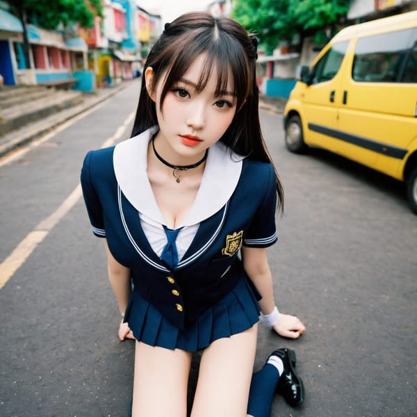 Tags: 21872187, SDXL
{"3": {"inputs": {"seed": 268668534464710, "steps": 32, "cfg": 7.65, "sampler_name": "dpmpp_2m", "scheduler": "karras", "denoise": 1.0, "model": ["27", 0], "positive": ["6", 0], "negative": ["7", 0], "latent_image": ["5", 0]}, "class_type": "KSampler"}, "4": {"inputs": {"ckpt_name": "helloworldxl.safetensors"}, "class_type": "CheckpointLoaderSimple"}, "5": {"inputs": {"width": 1024, "height": 1024, "batch_size": 1}, "class_type": "EmptyLatentImage"}, "6": {"inputs": {"text": "24 year old girl, (irish:0.96), (chinese:0.96), (slim:0.98), (eyelashes:1.02), (detailed face:1.13), (seductive facial expression:0.98), (double eyelids:1.01), (idol:1.08), (sexy lips:0.98), (beautiful eyes:1.14), (blush:1.10), (cute:1.12), (temptress:1.13), (seductive pose:1.05), (pale skin:1.02), (in a seductive pose:0.98), (large perky breasts:0.98), (cleavage:1.07), (thigh gap:0.98), (school uniform:1.10), choker, busy street, (RAW:1.02), (detailed skin:1.07), (natural looking skin:1.01), (candid cinema:1.02), (film:1.05), (portra:1.01), (soft lighting:1.06), (skin fuzz:1.09)", "clip": ["27", 1]}, "class_type": "CLIPTextEncode"}, "7": {"inputs": {"text": "(bad hands:1.09), (watermark:1.08), (worst quality:1.11), (distorted:1.13), (twisted:1.14), (low resolution:1.14), (open mouth:1.12)", "clip": ["27", 1]}, "class_type": "CLIPTextEncode"}, "8": {"inputs": {"samples": ["3", 0], "vae": ["4", 2]}, "class_type": "VAEDecode"}, "25": {"inputs": {"lora_name": "nudify_xl.safetensors", "strength_model": 0.0, "strength_clip": 0.12, "model": ["4", 0], "clip": ["4", 1]}, "class_type": "LoraLoader"}, "26": {"inputs": {"lora_name": "shirtlift_SDXL_v2.safetensors", "strength_model": 0.07, "strength_clip": 0.18, "model": ["25", 0], "clip": ["25", 1]}, "class_type": "LoraLoader"}, "27": {"inputs": {"lora_name": "PerfectEyesXL.safetensors", "strength_model": 0.05, "strength_clip": 0.19, "model": ["26", 0], "clip": ["26", 1]}, "class_type": "LoraLoader"}, "30": {"inputs": {"model_name": "4x_NMKD-Superscale-SP_178000_G.pth"}, "class_type": "UpscaleModelLoader"}, "31": {"inputs": {"upscale_model": ["30", 0], "image": ["8", 0]}, "class_type": "ImageUpscaleWithModel"}, "32": {"inputs": {"upscale_method": "lanczos", "scale_by": 0.5, "image": ["31", 0]}, "class_type": "ImageScaleBy"}, "33": {"inputs": {"pixels": ["32", 0], "vae": ["4", 2]}, "class_type": "VAEEncode"}, "34": {"inputs": {"seed": 268668534464710, "steps": 32, "cfg": 7.65, "sampler_name": "dpmpp_2m", "scheduler": "karras", "denoise": 0.3, "model": ["27", 0], "positive": ["6", 0], "negative": ["7", 0], "latent_image": ["33", 0]}, "class_type": "KSampler"}, "36": {"inputs": {"samples": ["34", 0], "vae": ["4", 2]}, "class_type": "VAEDecode"}, "39": {"inputs": {"filename_prefix": "comfyapi-1725825144847", "images": ["36", 0]}, "class_type": "SaveImage"}}