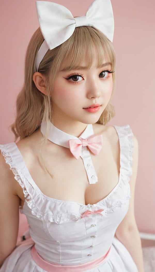 Tags: 21872187, SDXL
{"3": {"inputs": {"seed": 126056185431302, "steps": 64, "cfg": 5.0, "sampler_name": "dpmpp_2m", "scheduler": "karras", "denoise": 1.0, "model": ["27", 0], "positive": ["6", 0], "negative": ["7", 0], "latent_image": ["5", 0]}, "class_type": "KSampler"}, "4": {"inputs": {"ckpt_name": "juggernautxl.safetensors"}, "class_type": "CheckpointLoaderSimple"}, "5": {"inputs": {"width": 768, "height": 1344, "batch_size": 1}, "class_type": "EmptyLatentImage"}, "6": {"inputs": {"text": "18 year old girl, (detailed face:1.13), (seductive facial expression:1.02), (seductive pose:1.01), (sexy lips:1.11), (eyelashes:1.10), (blush:1.09), (beautiful eyes:1.01), (cute:1.03), (pale skin:1.13), (double eyelids:1.03), (idol:1.08), (temptress:1.12), (slim:0.97), (perky ass:0.99), (exposed ass:1.05), (looking back:1.13), (sexy ass:1.04), (thigh gap:1.07), in a (skimpy maid costume:1.04) working at a maid cafe, choker, bowtie, headband, pleated skirt, (soft lighting:1.00), (RAW:1.00), (portra:1.09), (detailed skin:1.08), (film:1.05), (natural looking skin:1.08), (candid cinema:1.07), (textured skin:1.04), (skin fuzz:1.01)", "clip": ["27", 1]}, "class_type": "CLIPTextEncode"}, "7": {"inputs": {"text": "(watermark:1.12), (bad hands:1.05), (worst quality:1.06), (twisted:1.12), (low resolution:1.10), (distorted:1.13), (open mouth:1.12)", "clip": ["27", 1]}, "class_type": "CLIPTextEncode"}, "8": {"inputs": {"samples": ["3", 0], "vae": ["4", 2]}, "class_type": "VAEDecode"}, "25": {"inputs": {"lora_name": "nudify_xl.safetensors", "strength_model": 0.15, "strength_clip": 0.22, "model": ["4", 0], "clip": ["4", 1]}, "class_type": "LoraLoader"}, "26": {"inputs": {"lora_name": "shirtlift_SDXL_v2.safetensors", "strength_model": 0.01, "strength_clip": 0.15, "model": ["25", 0], "clip": ["25", 1]}, "class_type": "LoraLoader"}, "27": {"inputs": {"lora_name": "PerfectEyesXL.safetensors", "strength_model": 0.02, "strength_clip": 0.02, "model": ["26", 0], "clip": ["26", 1]}, "class_type": "LoraLoader"}, "30": {"inputs": {"model_name": "4x_NMKD-Superscale-SP_178000_G.pth"}, "class_type": "UpscaleModelLoader"}, "31": {"inputs": {"upscale_model": ["30", 0], "image": ["8", 0]}, "class_type": "ImageUpscaleWithModel"}, "32": {"inputs": {"upscale_method": "lanczos", "scale_by": 0.5, "image": ["31", 0]}, "class_type": "ImageScaleBy"}, "33": {"inputs": {"pixels": ["32", 0], "vae": ["4", 2]}, "class_type": "VAEEncode"}, "34": {"inputs": {"seed": 126056185431302, "steps": 64, "cfg": 5.0, "sampler_name": "dpmpp_2m", "scheduler": "karras", "denoise": 0.3, "model": ["27", 0], "positive": ["6", 0], "negative": ["7", 0], "latent_image": ["33", 0]}, "class_type": "KSampler"}, "36": {"inputs": {"samples": ["34", 0], "vae": ["4", 2]}, "class_type": "VAEDecode"}, "39": {"inputs": {"filename_prefix": "comfyapi-1731158395515", "images": ["36", 0]}, "class_type": "SaveImage"}}