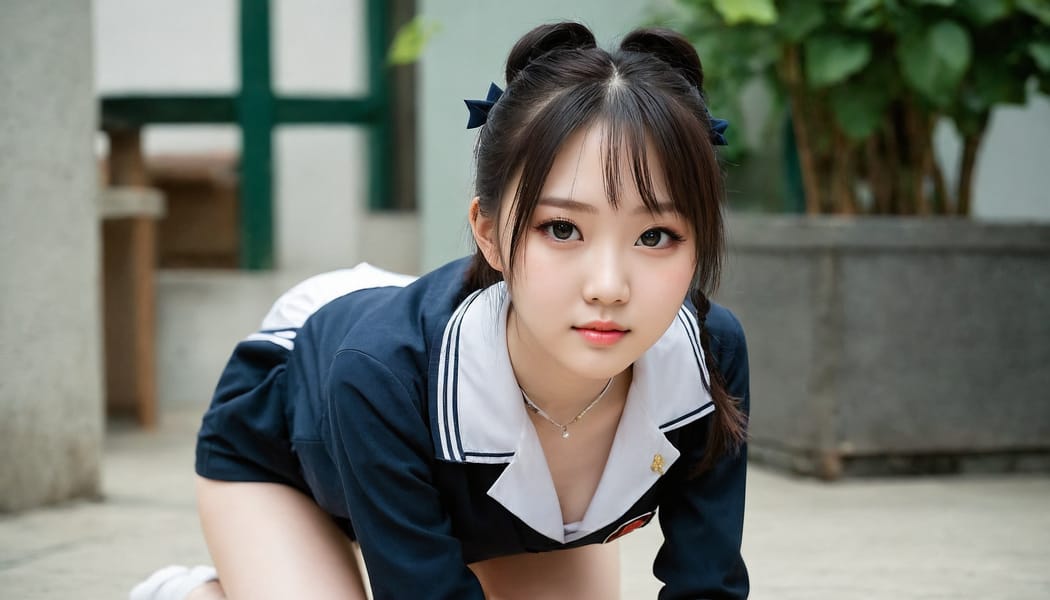 Tags: 21872187, SDXL
{"3": {"inputs": {"seed": 873240683984704, "steps": 64, "cfg": 5.93, "sampler_name": "dpmpp_2m", "scheduler": "karras", "denoise": 1.0, "model": ["27", 0], "positive": ["6", 0], "negative": ["7", 0], "latent_image": ["5", 0]}, "class_type": "KSampler"}, "4": {"inputs": {"ckpt_name": "juggernautXL_v8Rundiffusion.safetensors"}, "class_type": "CheckpointLoaderSimple"}, "5": {"inputs": {"width": 1344, "height": 768, "batch_size": 1}, "class_type": "EmptyLatentImage"}, "6": {"inputs": {"text": "19 year old girl, (chinese:1.12), (seductive facial expression:0.97), (detailed face:0.96), (cute:0.97), (double eyelids:1.01), (eyelashes:0.99), (idol:0.99), (pale skin:1.05), (seductive pose:0.96), (blush:0.99), (beautiful eyes:1.12), (temptress:1.07), (on all fours:1.07), (spreading ass cheeks:0.95), (from behind:1.13), (backboob:0.98), (school uniform:1.07), choker, busy street, (soft lighting:1.06), (RAW:1.02), (textured skin:1.03), (natural looking skin:1.00), (skin fuzz:1.03), (film:1.05), (candid cinema:1.07), (detailed skin:1.04), (portra:1.07)", "clip": ["27", 1]}, "class_type": "CLIPTextEncode"}, "7": {"inputs": {"text": "(bad hands:1.05), (low resolution:1.07), (watermark:1.12), (distorted:1.08), (worst quality:1.09), (twisted:1.09), (open mouth:1.09)", "clip": ["27", 1]}, "class_type": "CLIPTextEncode"}, "8": {"inputs": {"samples": ["3", 0], "vae": ["4", 2]}, "class_type": "VAEDecode"}, "25": {"inputs": {"lora_name": "nudify_xl.safetensors", "strength_model": 0.1, "strength_clip": 0.17, "model": ["4", 0], "clip": ["4", 1]}, "class_type": "LoraLoader"}, "26": {"inputs": {"lora_name": "shirtlift_SDXL_v2.safetensors", "strength_model": 0.01, "strength_clip": 0.08, "model": ["25", 0], "clip": ["25", 1]}, "class_type": "LoraLoader"}, "27": {"inputs": {"lora_name": "PerfectEyesXL.safetensors", "strength_model": 0.0, "strength_clip": 0.17, "model": ["26", 0], "clip": ["26", 1]}, "class_type": "LoraLoader"}, "30": {"inputs": {"model_name": "4x_NMKD-Superscale-SP_178000_G.pth"}, "class_type": "UpscaleModelLoader"}, "31": {"inputs": {"upscale_model": ["30", 0], "image": ["8", 0]}, "class_type": "ImageUpscaleWithModel"}, "32": {"inputs": {"upscale_method": "lanczos", "scale_by": 0.5, "image": ["31", 0]}, "class_type": "ImageScaleBy"}, "33": {"inputs": {"pixels": ["32", 0], "vae": ["4", 2]}, "class_type": "VAEEncode"}, "34": {"inputs": {"seed": 873240683984704, "steps": 64, "cfg": 5.93, "sampler_name": "dpmpp_2m", "scheduler": "karras", "denoise": 0.3, "model": ["27", 0], "positive": ["6", 0], "negative": ["7", 0], "latent_image": ["33", 0]}, "class_type": "KSampler"}, "36": {"inputs": {"samples": ["34", 0], "vae": ["4", 2]}, "class_type": "VAEDecode"}, "39": {"inputs": {"filename_prefix": "comfyapi-1707923630392", "images": ["36", 0]}, "class_type": "SaveImage"}}