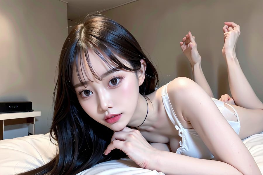 Tags: 21872187
<lora:koreanDollLikeness:0.73>, lingerie, bedroom, (on the bed:1.14), choker, <lora:skirtlift-v4:0.84 <lora:Addams:0.21>, extremely detailed eyes, extremely detailed face, (photorealistic:0.94), sexy lips, eyelashes, pale skin, perky breasts, full body portrait, hyper realistic, tall, (thigh gap:0.93), blush, solo, (stunningly attractive:1.13), (dramatic:1.20)
Negative prompt: (worst quality:2.06)
Steps: 48, Sampler: DPM++ 2M Karras, CFG scale: 7.1, Seed: 2076128039, Size: 768x512, Model hash: fc2511737a, Model: chilloutmix_NiPrunedFp32Fix, Seed resize from: -1x-1, Denoising strength: 0.45, Version: v1.2.1, Hires upscale: 2.5, Hires steps: 16, Hires upscaler: ESRGAN_4x