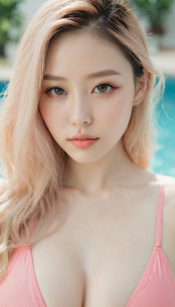 Tags: 21872187, SDXL
{"3": {"inputs": {"seed": 416490741269790, "steps": 64, "cfg": 5.33, "sampler_name": "dpmpp_2m", "scheduler": "karras", "denoise": 1.0, "model": ["27", 0], "positive": ["6", 0], "negative": ["7", 0], "latent_image": ["5", 0]}, "class_type": "KSampler"}, "4": {"inputs": {"ckpt_name": "juggernautxl.safetensors"}, "class_type": "CheckpointLoaderSimple"}, "5": {"inputs": {"width": 768, "height": 1344, "batch_size": 1}, "class_type": "EmptyLatentImage"}, "6": {"inputs": {"text": "28 year old girl, (double eyelids:1.01), (sexy lips:1.02), (detailed face:1.04), (temptress:1.13), (slim:1.06), (beautiful eyes:1.05), (eyelashes:0.97), (pale skin:1.00), (seductive pose:1.06), (cute:1.09), (idol:1.02), (seductive facial expression:1.09), (blush:1.08), (in a seductive pose:1.01), (large perky breasts:0.99), (cleavage:1.12), (thigh gap:1.10), (in a swimsuit:1.11) at a pool, (portra:1.02), (textured skin:1.07), (RAW:1.01), (detailed skin:1.07), (film:1.01), (soft lighting:1.01), (natural looking skin:1.02), (candid cinema:1.06), (skin fuzz:1.04)", "clip": ["27", 1]}, "class_type": "CLIPTextEncode"}, "7": {"inputs": {"text": "(watermark:1.12), (bad hands:1.13), (open mouth:1.08), (low resolution:1.11), (worst quality:1.11), (twisted:1.09), (distorted:1.08)", "clip": ["27", 1]}, "class_type": "CLIPTextEncode"}, "8": {"inputs": {"samples": ["3", 0], "vae": ["4", 2]}, "class_type": "VAEDecode"}, "25": {"inputs": {"lora_name": "nudify_xl.safetensors", "strength_model": 0.01, "strength_clip": 0.08, "model": ["4", 0], "clip": ["4", 1]}, "class_type": "LoraLoader"}, "26": {"inputs": {"lora_name": "shirtlift_SDXL_v2.safetensors", "strength_model": 0.05, "strength_clip": 0.01, "model": ["25", 0], "clip": ["25", 1]}, "class_type": "LoraLoader"}, "27": {"inputs": {"lora_name": "PerfectEyesXL.safetensors", "strength_model": 0.03, "strength_clip": 0.04, "model": ["26", 0], "clip": ["26", 1]}, "class_type": "LoraLoader"}, "30": {"inputs": {"model_name": "4x_NMKD-Superscale-SP_178000_G.pth"}, "class_type": "UpscaleModelLoader"}, "31": {"inputs": {"upscale_model": ["30", 0], "image": ["8", 0]}, "class_type": "ImageUpscaleWithModel"}, "32": {"inputs": {"upscale_method": "lanczos", "scale_by": 0.5, "image": ["31", 0]}, "class_type": "ImageScaleBy"}, "33": {"inputs": {"pixels": ["32", 0], "vae": ["4", 2]}, "class_type": "VAEEncode"}, "34": {"inputs": {"seed": 416490741269790, "steps": 64, "cfg": 5.33, "sampler_name": "dpmpp_2m", "scheduler": "karras", "denoise": 0.3, "model": ["27", 0], "positive": ["6", 0], "negative": ["7", 0], "latent_image": ["33", 0]}, "class_type": "KSampler"}, "36": {"inputs": {"samples": ["34", 0], "vae": ["4", 2]}, "class_type": "VAEDecode"}, "39": {"inputs": {"filename_prefix": "comfyapi-1732850715884", "images": ["36", 0]}, "class_type": "SaveImage"}}