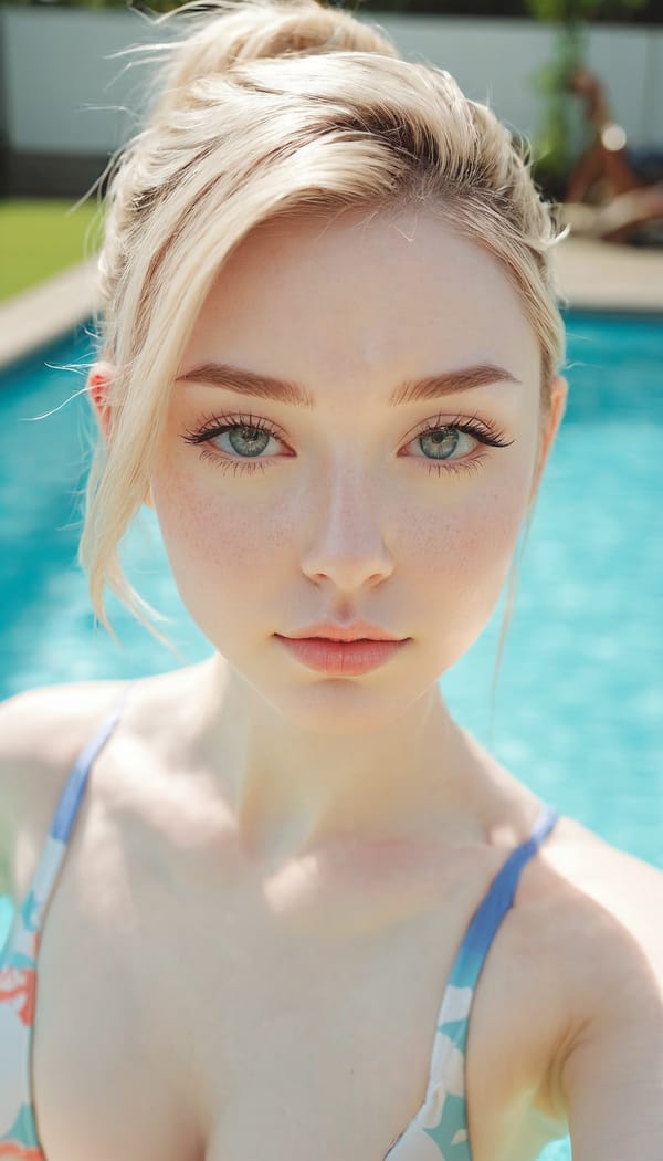 Tags: 21872187, SDXL
{"3": {"inputs": {"seed": 509674280176995, "steps": 32, "cfg": 7.22, "sampler_name": "dpmpp_2m", "scheduler": "karras", "denoise": 1.0, "model": ["27", 0], "positive": ["6", 0], "negative": ["7", 0], "latent_image": ["5", 0]}, "class_type": "KSampler"}, "4": {"inputs": {"ckpt_name": "juggernautxl.safetensors"}, "class_type": "CheckpointLoaderSimple"}, "5": {"inputs": {"width": 768, "height": 1344, "batch_size": 1}, "class_type": "EmptyLatentImage"}, "6": {"inputs": {"text": "21 year old girl, (irish:1.02), (sexy lips:1.13), (beautiful eyes:1.03), (seductive pose:1.02), (pale skin:1.12), (cute:1.09), (double eyelids:0.97), (detailed face:1.08), (seductive facial expression:1.11), (eyelashes:1.05), (blush:1.03), (idol:1.08), (slim:1.13), (perky ass:1.03), (exposed ass:1.06), (looking back:1.03), (sexy ass:1.08), (thigh gap:1.03), (in a swimsuit:0.99) at a pool, (textured skin:1.07), (detailed skin:1.00), (portra:1.02), (candid cinema:1.01), (natural looking skin:1.06), (RAW:1.07), (film:1.04), (skin fuzz:1.00), (soft lighting:1.05)", "clip": ["27", 1]}, "class_type": "CLIPTextEncode"}, "7": {"inputs": {"text": "(worst quality:1.11), (twisted:1.11), (distorted:1.12), (watermark:1.14), (low resolution:1.09), (bad hands:1.13), (open mouth:1.11)", "clip": ["27", 1]}, "class_type": "CLIPTextEncode"}, "8": {"inputs": {"samples": ["3", 0], "vae": ["4", 2]}, "class_type": "VAEDecode"}, "25": {"inputs": {"lora_name": "nudify_xl.safetensors", "strength_model": 0.03, "strength_clip": 0.07, "model": ["4", 0], "clip": ["4", 1]}, "class_type": "LoraLoader"}, "26": {"inputs": {"lora_name": "shirtlift_SDXL_v2.safetensors", "strength_model": 0.08, "strength_clip": 0.07, "model": ["25", 0], "clip": ["25", 1]}, "class_type": "LoraLoader"}, "27": {"inputs": {"lora_name": "PerfectEyesXL.safetensors", "strength_model": 0.16, "strength_clip": 0.1, "model": ["26", 0], "clip": ["26", 1]}, "class_type": "LoraLoader"}, "30": {"inputs": {"model_name": "4x_NMKD-Superscale-SP_178000_G.pth"}, "class_type": "UpscaleModelLoader"}, "31": {"inputs": {"upscale_model": ["30", 0], "image": ["8", 0]}, "class_type": "ImageUpscaleWithModel"}, "32": {"inputs": {"upscale_method": "lanczos", "scale_by": 0.5, "image": ["31", 0]}, "class_type": "ImageScaleBy"}, "33": {"inputs": {"pixels": ["32", 0], "vae": ["4", 2]}, "class_type": "VAEEncode"}, "34": {"inputs": {"seed": 509674280176995, "steps": 32, "cfg": 7.22, "sampler_name": "dpmpp_2m", "scheduler": "karras", "denoise": 0.3, "model": ["27", 0], "positive": ["6", 0], "negative": ["7", 0], "latent_image": ["33", 0]}, "class_type": "KSampler"}, "36": {"inputs": {"samples": ["34", 0], "vae": ["4", 2]}, "class_type": "VAEDecode"}, "39": {"inputs": {"filename_prefix": "comfyapi-1718651408050", "images": ["36", 0]}, "class_type": "SaveImage"}}