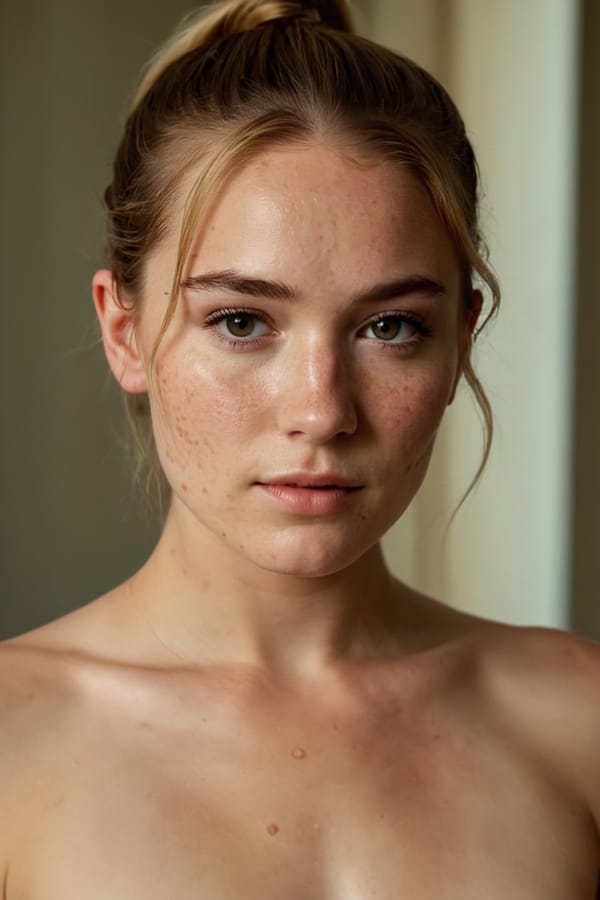 Tags: undefined
professional cinematic photo, (2b:0.1) , lace, detailed natural skin and blemishes, close-up, face focus, 35mm photograph, professional, 4k, highly detailed, (freckles:0.3), bare breasts, (topless:1.8), (small perky breasts:1.7), ponytail,
Negative prompt: (eyes),drawing, painting, crayon, sketch, graphite, impressionist, noisy, blurry, soft, deformed, ugly, (worst quality, low quality, normal quality, lowres, low details, oversaturated, undersaturated, overexposed, underexposed, grayscale, bw, bad photo, bad photography, bad art:1.4), (watermark, signature, text font, username, error, logo, words, letters, digits, autograph, trademark, name:1.2), (blur, blurry, grainy), morbid, ugly, asymmetrical, mutated malformed, mutilated, poorly lit, bad shadow, draft, cropped, out of frame, cut off, censored, jpeg artifacts, out of focus, glitch, duplicate, (airbrushed, cartoon, anime, semi-realistic, cgi, render, blender, digital art, manga, amateur:1.3), (3D ,3D Game, 3D Game Scene, 3D Character:1.1), (bad hands, bad anatomy, bad body, bad face, bad teeth, bad arms, bad legs, deformities:1.3)
Steps: 40, Sampler: DPM++ 2M, CFG scale: 7, Seed: 1288801953, Size: 768x1152, Model hash: aeb7e9e689, Model: juggernautXL_v8Rundiffusion, Denoising strength: 0.35, Hires upscale: 1.25, Hires upscaler: R-ESRGAN 4x+, Version: v1.7.0