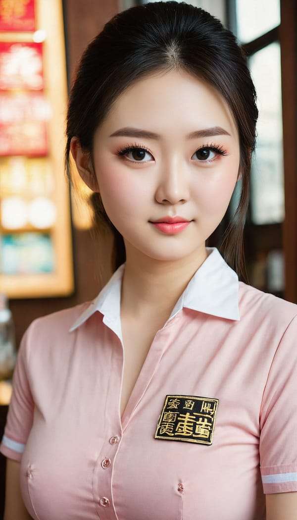 Tags: 21872187, SDXL
{"3": {"inputs": {"seed": 970769393425000, "steps": 32, "cfg": 5.8, "sampler_name": "dpmpp_2m", "scheduler": "karras", "denoise": 1.0, "model": ["27", 0], "positive": ["6", 0], "negative": ["7", 0], "latent_image": ["5", 0]}, "class_type": "KSampler"}, "4": {"inputs": {"ckpt_name": "juggernautXL_v8Rundiffusion.safetensors"}, "class_type": "CheckpointLoaderSimple"}, "5": {"inputs": {"width": 768, "height": 1344, "batch_size": 1}, "class_type": "EmptyLatentImage"}, "6": {"inputs": {"text": "25 year old girl, (chinese:0.97), (eyelashes:1.07), (beautiful eyes:1.03), (detailed face:0.99), (cute:1.03), (temptress:1.13), (seductive pose:0.98), (pale skin:1.05), (seductive facial expression:1.03), (idol:1.02), (double eyelids:0.99), (slim:0.98), (sexy lips:1.01), (blush:1.03), (in a seductive pose:0.97), (large perky breasts:1.12), (cleavage:1.03), (thigh gap:0.97), (a waitress in uniform:1.08) working at a restaurant, (textured skin:1.06), (skin fuzz:1.06), (portra:1.09), (soft lighting:1.02), (film:1.03), (natural looking skin:1.07), (RAW:1.02), (detailed skin:1.00), (candid cinema:1.02)", "clip": ["27", 1]}, "class_type": "CLIPTextEncode"}, "7": {"inputs": {"text": "(twisted:1.07), (watermark:1.09), (bad hands:1.08), (low resolution:1.05), (worst quality:1.06), (distorted:1.10), (open mouth:1.10)", "clip": ["27", 1]}, "class_type": "CLIPTextEncode"}, "8": {"inputs": {"samples": ["3", 0], "vae": ["4", 2]}, "class_type": "VAEDecode"}, "25": {"inputs": {"lora_name": "nudify_xl.safetensors", "strength_model": 0.27, "strength_clip": 0.27, "model": ["4", 0], "clip": ["4", 1]}, "class_type": "LoraLoader"}, "26": {"inputs": {"lora_name": "shirtlift_SDXL_v2.safetensors", "strength_model": 0.0, "strength_clip": 0.05, "model": ["25", 0], "clip": ["25", 1]}, "class_type": "LoraLoader"}, "27": {"inputs": {"lora_name": "PerfectEyesXL.safetensors", "strength_model": 0.06, "strength_clip": 0.09, "model": ["26", 0], "clip": ["26", 1]}, "class_type": "LoraLoader"}, "30": {"inputs": {"model_name": "4x_NMKD-Superscale-SP_178000_G.pth"}, "class_type": "UpscaleModelLoader"}, "31": {"inputs": {"upscale_model": ["30", 0], "image": ["8", 0]}, "class_type": "ImageUpscaleWithModel"}, "32": {"inputs": {"upscale_method": "lanczos", "scale_by": 0.5, "image": ["31", 0]}, "class_type": "ImageScaleBy"}, "33": {"inputs": {"pixels": ["32", 0], "vae": ["4", 2]}, "class_type": "VAEEncode"}, "34": {"inputs": {"seed": 970769393425000, "steps": 32, "cfg": 5.8, "sampler_name": "dpmpp_2m", "scheduler": "karras", "denoise": 0.3, "model": ["27", 0], "positive": ["6", 0], "negative": ["7", 0], "latent_image": ["33", 0]}, "class_type": "KSampler"}, "36": {"inputs": {"samples": ["34", 0], "vae": ["4", 2]}, "class_type": "VAEDecode"}, "39": {"inputs": {"filename_prefix": "comfyapi-1708039030377", "images": ["36", 0]}, "class_type": "SaveImage"}}