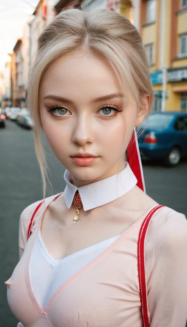 Tags: 21872187, SDXL
{"3": {"inputs": {"seed": 690529531649075, "steps": 64, "cfg": 7.83, "sampler_name": "dpmpp_2m", "scheduler": "karras", "denoise": 1.0, "model": ["27", 0], "positive": ["6", 0], "negative": ["7", 0], "latent_image": ["5", 0]}, "class_type": "KSampler"}, "4": {"inputs": {"ckpt_name": "juggernautxl.safetensors"}, "class_type": "CheckpointLoaderSimple"}, "5": {"inputs": {"width": 768, "height": 1344, "batch_size": 1}, "class_type": "EmptyLatentImage"}, "6": {"inputs": {"text": "18 year old girl, (russian:1.06), (beautiful eyes:0.97), (temptress:0.99), (double eyelids:0.98), (eyelashes:1.08), (slim:0.98), (idol:1.11), (seductive facial expression:1.07), (sexy lips:0.98), (cute:1.12), (pale skin:1.04), (blush:1.10), (seductive pose:1.07), (detailed face:1.06), (in a seductive pose:1.02), (large perky breasts:0.98), (cleavage:1.02), (thigh gap:0.95), (school uniform:1.01), choker, busy street, (portra:1.04), (film:1.02), (skin fuzz:1.00), (candid cinema:1.07), (RAW:1.08), (natural looking skin:1.06), (soft lighting:1.04), (detailed skin:1.06), (textured skin:1.06)", "clip": ["27", 1]}, "class_type": "CLIPTextEncode"}, "7": {"inputs": {"text": "(worst quality:1.05), (open mouth:1.10), (distorted:1.14), (watermark:1.10), (low resolution:1.14), (bad hands:1.09), (twisted:1.06)", "clip": ["27", 1]}, "class_type": "CLIPTextEncode"}, "8": {"inputs": {"samples": ["3", 0], "vae": ["4", 2]}, "class_type": "VAEDecode"}, "25": {"inputs": {"lora_name": "nudify_xl.safetensors", "strength_model": 0.24, "strength_clip": 0.33, "model": ["4", 0], "clip": ["4", 1]}, "class_type": "LoraLoader"}, "26": {"inputs": {"lora_name": "shirtlift_SDXL_v2.safetensors", "strength_model": 0.1, "strength_clip": 0.15, "model": ["25", 0], "clip": ["25", 1]}, "class_type": "LoraLoader"}, "27": {"inputs": {"lora_name": "PerfectEyesXL.safetensors", "strength_model": 0.03, "strength_clip": 0.15, "model": ["26", 0], "clip": ["26", 1]}, "class_type": "LoraLoader"}, "30": {"inputs": {"model_name": "4x_NMKD-Superscale-SP_178000_G.pth"}, "class_type": "UpscaleModelLoader"}, "31": {"inputs": {"upscale_model": ["30", 0], "image": ["8", 0]}, "class_type": "ImageUpscaleWithModel"}, "32": {"inputs": {"upscale_method": "lanczos", "scale_by": 0.5, "image": ["31", 0]}, "class_type": "ImageScaleBy"}, "33": {"inputs": {"pixels": ["32", 0], "vae": ["4", 2]}, "class_type": "VAEEncode"}, "34": {"inputs": {"seed": 690529531649075, "steps": 64, "cfg": 7.83, "sampler_name": "dpmpp_2m", "scheduler": "karras", "denoise": 0.3, "model": ["27", 0], "positive": ["6", 0], "negative": ["7", 0], "latent_image": ["33", 0]}, "class_type": "KSampler"}, "36": {"inputs": {"samples": ["34", 0], "vae": ["4", 2]}, "class_type": "VAEDecode"}, "39": {"inputs": {"filename_prefix": "comfyapi-1733972632862", "images": ["36", 0]}, "class_type": "SaveImage"}}