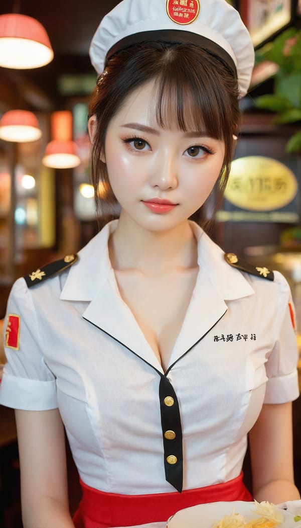 Tags: 21872187, SDXL
{"3": {"inputs": {"seed": 489599910983653, "steps": 64, "cfg": 5.83, "sampler_name": "dpmpp_2m", "scheduler": "karras", "denoise": 1.0, "model": ["27", 0], "positive": ["6", 0], "negative": ["7", 0], "latent_image": ["5", 0]}, "class_type": "KSampler"}, "4": {"inputs": {"ckpt_name": "juggernautxl.safetensors"}, "class_type": "CheckpointLoaderSimple"}, "5": {"inputs": {"width": 768, "height": 1344, "batch_size": 1}, "class_type": "EmptyLatentImage"}, "6": {"inputs": {"text": "18 year old girl, (chinese:1.00), (russian:0.95), (irish:0.96), (taiwanese:1.10), (pale skin:1.10), (blush:0.96), (double eyelids:1.06), (eyelashes:1.13), (sexy lips:1.12), (temptress:1.04), (seductive pose:1.01), (idol:1.10), (slim:1.09), (detailed face:1.13), (beautiful eyes:1.10), (cute:1.14), (in a seductive pose:0.97), (large perky breasts:0.95), (cleavage:1.11), (thigh gap:1.07), (a waitress in uniform:1.14) working at a restaurant, (detailed skin:1.00), (portra:1.09), (soft lighting:1.06), (RAW:1.08), (skin fuzz:1.02), (natural looking skin:1.00), (textured skin:1.09), (candid cinema:1.03), (film:1.06)", "clip": ["27", 1]}, "class_type": "CLIPTextEncode"}, "7": {"inputs": {"text": "(open mouth:1.05), (worst quality:1.09), (watermark:1.09), (low resolution:1.11), (distorted:1.14), (twisted:1.10), (bad hands:1.13)", "clip": ["27", 1]}, "class_type": "CLIPTextEncode"}, "8": {"inputs": {"samples": ["3", 0], "vae": ["4", 2]}, "class_type": "VAEDecode"}, "25": {"inputs": {"lora_name": "nudify_xl.safetensors", "strength_model": 0.34, "strength_clip": 0.1, "model": ["4", 0], "clip": ["4", 1]}, "class_type": "LoraLoader"}, "26": {"inputs": {"lora_name": "shirtlift_SDXL_v2.safetensors", "strength_model": 0.07, "strength_clip": 0.07, "model": ["25", 0], "clip": ["25", 1]}, "class_type": "LoraLoader"}, "27": {"inputs": {"lora_name": "PerfectEyesXL.safetensors", "strength_model": 0.19, "strength_clip": 0.03, "model": ["26", 0], "clip": ["26", 1]}, "class_type": "LoraLoader"}, "30": {"inputs": {"model_name": "4x_NMKD-Superscale-SP_178000_G.pth"}, "class_type": "UpscaleModelLoader"}, "31": {"inputs": {"upscale_model": ["30", 0], "image": ["8", 0]}, "class_type": "ImageUpscaleWithModel"}, "32": {"inputs": {"upscale_method": "lanczos", "scale_by": 0.5, "image": ["31", 0]}, "class_type": "ImageScaleBy"}, "33": {"inputs": {"pixels": ["32", 0], "vae": ["4", 2]}, "class_type": "VAEEncode"}, "34": {"inputs": {"seed": 489599910983653, "steps": 64, "cfg": 5.83, "sampler_name": "dpmpp_2m", "scheduler": "karras", "denoise": 0.3, "model": ["27", 0], "positive": ["6", 0], "negative": ["7", 0], "latent_image": ["33", 0]}, "class_type": "KSampler"}, "36": {"inputs": {"samples": ["34", 0], "vae": ["4", 2]}, "class_type": "VAEDecode"}, "39": {"inputs": {"filename_prefix": "comfyapi-1714368509059", "images": ["36", 0]}, "class_type": "SaveImage"}}