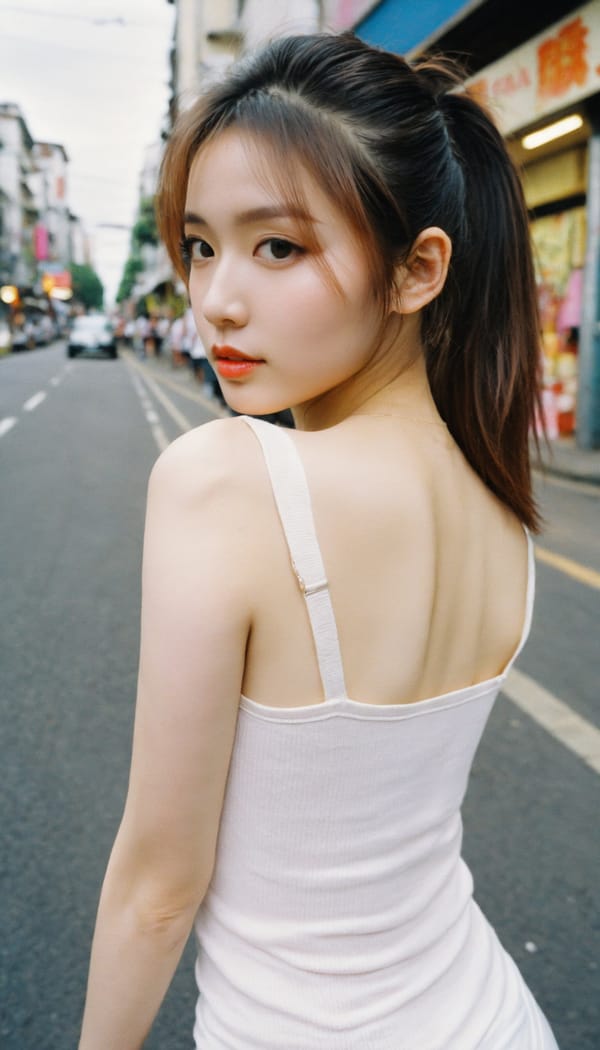 Tags: 21872187, SDXL
{"3": {"inputs": {"seed": 212033982649493, "steps": 32, "cfg": 7.46, "sampler_name": "dpmpp_2m", "scheduler": "karras", "denoise": 1.0, "model": ["27", 0], "positive": ["6", 0], "negative": ["7", 0], "latent_image": ["5", 0]}, "class_type": "KSampler"}, "4": {"inputs": {"ckpt_name": "helloworldxl.safetensors"}, "class_type": "CheckpointLoaderSimple"}, "5": {"inputs": {"width": 768, "height": 1344, "batch_size": 1}, "class_type": "EmptyLatentImage"}, "6": {"inputs": {"text": "27 year old girl, (sexy lips:1.06), (cute:0.95), (detailed face:1.13), (blush:1.11), (slim:0.95), (pale skin:0.98), (double eyelids:0.99), (beautiful eyes:1.12), (eyelashes:0.97), (temptress:1.08), (idol:0.97), (seductive pose:0.99), (seductive facial expression:1.09), (perky ass:1.07), (exposed ass:1.14), (looking back:1.12), (sexy ass:1.12), (thigh gap:1.01), (white tanktop:1.11), busy street, (film:1.00), (RAW:1.02), (candid cinema:1.09), (textured skin:1.07), (detailed skin:1.00), (natural looking skin:1.01), (soft lighting:1.08), (skin fuzz:1.06), (portra:1.01)", "clip": ["27", 1]}, "class_type": "CLIPTextEncode"}, "7": {"inputs": {"text": "(watermark:1.12), (open mouth:1.09), (twisted:1.11), (worst quality:1.11), (bad hands:1.12), (low resolution:1.06), (distorted:1.13)", "clip": ["27", 1]}, "class_type": "CLIPTextEncode"}, "8": {"inputs": {"samples": ["3", 0], "vae": ["4", 2]}, "class_type": "VAEDecode"}, "25": {"inputs": {"lora_name": "nudify_xl.safetensors", "strength_model": 0.09, "strength_clip": 0.24, "model": ["4", 0], "clip": ["4", 1]}, "class_type": "LoraLoader"}, "26": {"inputs": {"lora_name": "shirtlift_SDXL_v2.safetensors", "strength_model": 0.07, "strength_clip": 0.0, "model": ["25", 0], "clip": ["25", 1]}, "class_type": "LoraLoader"}, "27": {"inputs": {"lora_name": "PerfectEyesXL.safetensors", "strength_model": 0.04, "strength_clip": 0.05, "model": ["26", 0], "clip": ["26", 1]}, "class_type": "LoraLoader"}, "30": {"inputs": {"model_name": "4x_NMKD-Superscale-SP_178000_G.pth"}, "class_type": "UpscaleModelLoader"}, "31": {"inputs": {"upscale_model": ["30", 0], "image": ["8", 0]}, "class_type": "ImageUpscaleWithModel"}, "32": {"inputs": {"upscale_method": "lanczos", "scale_by": 0.5, "image": ["31", 0]}, "class_type": "ImageScaleBy"}, "33": {"inputs": {"pixels": ["32", 0], "vae": ["4", 2]}, "class_type": "VAEEncode"}, "34": {"inputs": {"seed": 212033982649493, "steps": 32, "cfg": 7.46, "sampler_name": "dpmpp_2m", "scheduler": "karras", "denoise": 0.3, "model": ["27", 0], "positive": ["6", 0], "negative": ["7", 0], "latent_image": ["33", 0]}, "class_type": "KSampler"}, "36": {"inputs": {"samples": ["34", 0], "vae": ["4", 2]}, "class_type": "VAEDecode"}, "39": {"inputs": {"filename_prefix": "comfyapi-1735792462985", "images": ["36", 0]}, "class_type": "SaveImage"}}