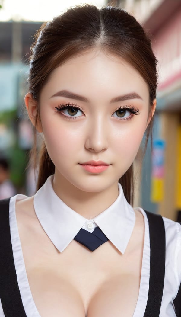 Tags: 21872187, SDXL
{"3": {"inputs": {"seed": 660616781635734, "steps": 64, "cfg": 6.92, "sampler_name": "dpmpp_2m", "scheduler": "karras", "denoise": 1.0, "model": ["27", 0], "positive": ["6", 0], "negative": ["7", 0], "latent_image": ["5", 0]}, "class_type": "KSampler"}, "4": {"inputs": {"ckpt_name": "juggernautXL_v8Rundiffusion.safetensors"}, "class_type": "CheckpointLoaderSimple"}, "5": {"inputs": {"width": 768, "height": 1344, "batch_size": 1}, "class_type": "EmptyLatentImage"}, "6": {"inputs": {"text": "19 year old girl, (slim:0.98), (idol:0.96), (detailed face:0.97), (temptress:1.13), (eyelashes:1.14), (sexy lips:1.06), (seductive facial expression:1.12), (beautiful eyes:1.01), (double eyelids:1.05), (pale skin:0.99), (cute:1.09), (blush:0.97), (seductive pose:1.00), (in a seductive pose:1.10), (large perky breasts:1.08), (cleavage:1.10), (thigh gap:1.10), (school uniform:1.10), choker, busy street, (detailed skin:1.09), (film:1.07), (textured skin:1.05), (RAW:1.09), (natural looking skin:1.01), (portra:1.01), (soft lighting:1.09), (skin fuzz:1.02), (candid cinema:1.03)", "clip": ["27", 1]}, "class_type": "CLIPTextEncode"}, "7": {"inputs": {"text": "(watermark:1.13), (distorted:1.05), (open mouth:1.12), (bad hands:1.09), (twisted:1.11), (worst quality:1.05), (low resolution:1.12)", "clip": ["27", 1]}, "class_type": "CLIPTextEncode"}, "8": {"inputs": {"samples": ["3", 0], "vae": ["4", 2]}, "class_type": "VAEDecode"}, "25": {"inputs": {"lora_name": "nudify_xl.safetensors", "strength_model": 0.06, "strength_clip": 0.04, "model": ["4", 0], "clip": ["4", 1]}, "class_type": "LoraLoader"}, "26": {"inputs": {"lora_name": "shirtlift_SDXL_v2.safetensors", "strength_model": 0.19, "strength_clip": 0.05, "model": ["25", 0], "clip": ["25", 1]}, "class_type": "LoraLoader"}, "27": {"inputs": {"lora_name": "PerfectEyesXL.safetensors", "strength_model": 0.07, "strength_clip": 0.16, "model": ["26", 0], "clip": ["26", 1]}, "class_type": "LoraLoader"}, "30": {"inputs": {"model_name": "4x_NMKD-Superscale-SP_178000_G.pth"}, "class_type": "UpscaleModelLoader"}, "31": {"inputs": {"upscale_model": ["30", 0], "image": ["8", 0]}, "class_type": "ImageUpscaleWithModel"}, "32": {"inputs": {"upscale_method": "lanczos", "scale_by": 0.5, "image": ["31", 0]}, "class_type": "ImageScaleBy"}, "33": {"inputs": {"pixels": ["32", 0], "vae": ["4", 2]}, "class_type": "VAEEncode"}, "34": {"inputs": {"seed": 660616781635734, "steps": 64, "cfg": 6.92, "sampler_name": "dpmpp_2m", "scheduler": "karras", "denoise": 0.3, "model": ["27", 0], "positive": ["6", 0], "negative": ["7", 0], "latent_image": ["33", 0]}, "class_type": "KSampler"}, "36": {"inputs": {"samples": ["34", 0], "vae": ["4", 2]}, "class_type": "VAEDecode"}, "39": {"inputs": {"filename_prefix": "comfyapi-1708226768930", "images": ["36", 0]}, "class_type": "SaveImage"}}