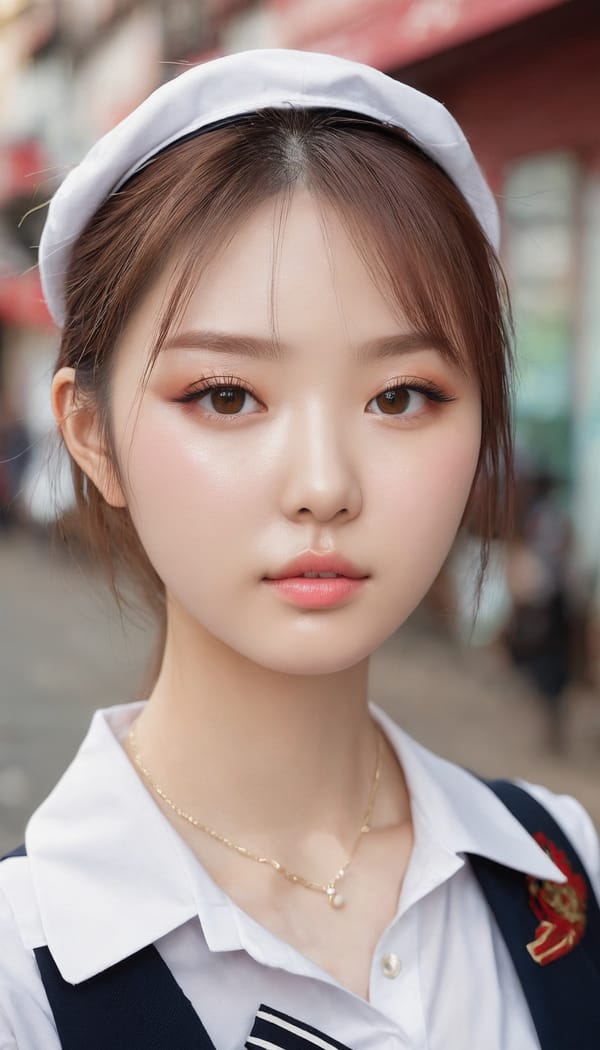 Tags: 21872187, SDXL
{"3": {"inputs": {"seed": 335246947299474, "steps": 64, "cfg": 5.12, "sampler_name": "dpmpp_2m", "scheduler": "karras", "denoise": 1.0, "model": ["27", 0], "positive": ["6", 0], "negative": ["7", 0], "latent_image": ["5", 0]}, "class_type": "KSampler"}, "4": {"inputs": {"ckpt_name": "juggernautxl.safetensors"}, "class_type": "CheckpointLoaderSimple"}, "5": {"inputs": {"width": 768, "height": 1344, "batch_size": 1}, "class_type": "EmptyLatentImage"}, "6": {"inputs": {"text": "18 year old girl, (korean:1.04), (russian:1.05), (blush:1.11), (cute:0.98), (temptress:1.14), (seductive pose:1.03), (double eyelids:1.13), (pale skin:1.04), (detailed face:1.07), (slim:1.02), (beautiful eyes:1.00), (eyelashes:1.12), (seductive facial expression:1.04), (idol:0.98), (sexy lips:1.14), (in a seductive pose:0.95), (large perky breasts:1.10), (cleavage:1.07), (thigh gap:1.08), (school uniform:1.06), choker, busy street, (detailed skin:1.01), (portra:1.06), (textured skin:1.04), (skin fuzz:1.06), (film:1.08), (RAW:1.02), (candid cinema:1.02), (natural looking skin:1.09), (soft lighting:1.09)", "clip": ["27", 1]}, "class_type": "CLIPTextEncode"}, "7": {"inputs": {"text": "(twisted:1.10), (watermark:1.11), (worst quality:1.13), (open mouth:1.07), (bad hands:1.08), (low resolution:1.13), (distorted:1.07)", "clip": ["27", 1]}, "class_type": "CLIPTextEncode"}, "8": {"inputs": {"samples": ["3", 0], "vae": ["4", 2]}, "class_type": "VAEDecode"}, "25": {"inputs": {"lora_name": "nudify_xl.safetensors", "strength_model": 0.14, "strength_clip": 0.27, "model": ["4", 0], "clip": ["4", 1]}, "class_type": "LoraLoader"}, "26": {"inputs": {"lora_name": "shirtlift_SDXL_v2.safetensors", "strength_model": 0.11, "strength_clip": 0.01, "model": ["25", 0], "clip": ["25", 1]}, "class_type": "LoraLoader"}, "27": {"inputs": {"lora_name": "PerfectEyesXL.safetensors", "strength_model": 0.01, "strength_clip": 0.15, "model": ["26", 0], "clip": ["26", 1]}, "class_type": "LoraLoader"}, "30": {"inputs": {"model_name": "4x_NMKD-Superscale-SP_178000_G.pth"}, "class_type": "UpscaleModelLoader"}, "31": {"inputs": {"upscale_model": ["30", 0], "image": ["8", 0]}, "class_type": "ImageUpscaleWithModel"}, "32": {"inputs": {"upscale_method": "lanczos", "scale_by": 0.5, "image": ["31", 0]}, "class_type": "ImageScaleBy"}, "33": {"inputs": {"pixels": ["32", 0], "vae": ["4", 2]}, "class_type": "VAEEncode"}, "34": {"inputs": {"seed": 335246947299474, "steps": 64, "cfg": 5.12, "sampler_name": "dpmpp_2m", "scheduler": "karras", "denoise": 0.3, "model": ["27", 0], "positive": ["6", 0], "negative": ["7", 0], "latent_image": ["33", 0]}, "class_type": "KSampler"}, "36": {"inputs": {"samples": ["34", 0], "vae": ["4", 2]}, "class_type": "VAEDecode"}, "39": {"inputs": {"filename_prefix": "comfyapi-1714032738847", "images": ["36", 0]}, "class_type": "SaveImage"}}