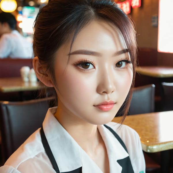 Tags: 21872187, SDXL
{"3": {"inputs": {"seed": 182675327971246, "steps": 64, "cfg": 7.22, "sampler_name": "dpmpp_2m", "scheduler": "karras", "denoise": 1.0, "model": ["27", 0], "positive": ["6", 0], "negative": ["7", 0], "latent_image": ["5", 0]}, "class_type": "KSampler"}, "4": {"inputs": {"ckpt_name": "juggernautxl.safetensors"}, "class_type": "CheckpointLoaderSimple"}, "5": {"inputs": {"width": 1024, "height": 1024, "batch_size": 1}, "class_type": "EmptyLatentImage"}, "6": {"inputs": {"text": "23 year old girl, (chinese:1.01), (korean:1.13), (seductive facial expression:0.98), (slim:1.08), (blush:0.95), (eyelashes:1.10), (detailed face:1.11), (temptress:1.01), (sexy lips:0.97), (pale skin:1.01), (beautiful eyes:1.08), (cute:1.02), (double eyelids:1.13), (idol:0.96), (seductive pose:1.09), (perky ass:0.98), (exposed ass:0.98), (looking back:1.08), (sexy ass:1.05), (thigh gap:0.97), (a waitress in uniform:0.95) working at a restaurant, (film:1.06), (candid cinema:1.05), (soft lighting:1.02), (skin fuzz:1.01), (textured skin:1.01), (RAW:1.06), (portra:1.01), (detailed skin:1.05), (natural looking skin:1.07)", "clip": ["27", 1]}, "class_type": "CLIPTextEncode"}, "7": {"inputs": {"text": "(watermark:1.07), (distorted:1.14), (twisted:1.12), (bad hands:1.11), (open mouth:1.11), (worst quality:1.11), (low resolution:1.08)", "clip": ["27", 1]}, "class_type": "CLIPTextEncode"}, "8": {"inputs": {"samples": ["3", 0], "vae": ["4", 2]}, "class_type": "VAEDecode"}, "25": {"inputs": {"lora_name": "nudify_xl.safetensors", "strength_model": 0.06, "strength_clip": 0.2, "model": ["4", 0], "clip": ["4", 1]}, "class_type": "LoraLoader"}, "26": {"inputs": {"lora_name": "shirtlift_SDXL_v2.safetensors", "strength_model": 0.07, "strength_clip": 0.0, "model": ["25", 0], "clip": ["25", 1]}, "class_type": "LoraLoader"}, "27": {"inputs": {"lora_name": "PerfectEyesXL.safetensors", "strength_model": 0.11, "strength_clip": 0.19, "model": ["26", 0], "clip": ["26", 1]}, "class_type": "LoraLoader"}, "30": {"inputs": {"model_name": "4x_NMKD-Superscale-SP_178000_G.pth"}, "class_type": "UpscaleModelLoader"}, "31": {"inputs": {"upscale_model": ["30", 0], "image": ["8", 0]}, "class_type": "ImageUpscaleWithModel"}, "32": {"inputs": {"upscale_method": "lanczos", "scale_by": 0.5, "image": ["31", 0]}, "class_type": "ImageScaleBy"}, "33": {"inputs": {"pixels": ["32", 0], "vae": ["4", 2]}, "class_type": "VAEEncode"}, "34": {"inputs": {"seed": 182675327971246, "steps": 64, "cfg": 7.22, "sampler_name": "dpmpp_2m", "scheduler": "karras", "denoise": 0.3, "model": ["27", 0], "positive": ["6", 0], "negative": ["7", 0], "latent_image": ["33", 0]}, "class_type": "KSampler"}, "36": {"inputs": {"samples": ["34", 0], "vae": ["4", 2]}, "class_type": "VAEDecode"}, "39": {"inputs": {"filename_prefix": "comfyapi-1725809113514", "images": ["36", 0]}, "class_type": "SaveImage"}}