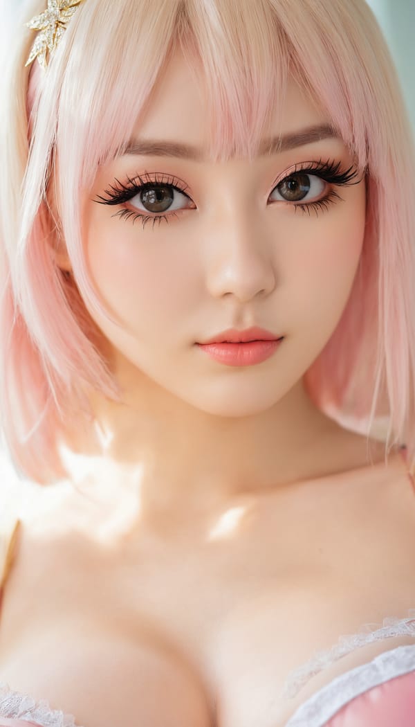 Tags: 21872187, SDXL
{"3": {"inputs": {"seed": 647579544434744, "steps": 64, "cfg": 5.76, "sampler_name": "dpmpp_2m", "scheduler": "karras", "denoise": 1.0, "model": ["27", 0], "positive": ["6", 0], "negative": ["7", 0], "latent_image": ["5", 0]}, "class_type": "KSampler"}, "4": {"inputs": {"ckpt_name": "juggernautxl.safetensors"}, "class_type": "CheckpointLoaderSimple"}, "5": {"inputs": {"width": 768, "height": 1344, "batch_size": 1}, "class_type": "EmptyLatentImage"}, "6": {"inputs": {"text": "24 year old girl, (eyelashes:1.06), (seductive pose:1.14), (detailed face:1.05), (slim:1.05), (temptress:1.00), (pale skin:1.00), (beautiful eyes:0.97), (idol:1.09), (blush:1.04), (cute:0.96), (seductive facial expression:1.14), (double eyelids:1.12), (sexy lips:1.00), (in a seductive pose:1.00), (large perky breasts:1.04), (cleavage:0.97), (thigh gap:1.04), (in a cosplay:1.02) at comiket posing for camera, (skin fuzz:1.01), (RAW:1.09), (detailed skin:1.09), (candid cinema:1.09), (textured skin:1.05), (soft lighting:1.04), (film:1.08), (natural looking skin:1.06), (portra:1.09)", "clip": ["27", 1]}, "class_type": "CLIPTextEncode"}, "7": {"inputs": {"text": "(watermark:1.10), (low resolution:1.07), (distorted:1.09), (worst quality:1.13), (open mouth:1.10), (twisted:1.10), (bad hands:1.07)", "clip": ["27", 1]}, "class_type": "CLIPTextEncode"}, "8": {"inputs": {"samples": ["3", 0], "vae": ["4", 2]}, "class_type": "VAEDecode"}, "25": {"inputs": {"lora_name": "nudify_xl.safetensors", "strength_model": 0.25, "strength_clip": 0.37, "model": ["4", 0], "clip": ["4", 1]}, "class_type": "LoraLoader"}, "26": {"inputs": {"lora_name": "shirtlift_SDXL_v2.safetensors", "strength_model": 0.02, "strength_clip": 0.03, "model": ["25", 0], "clip": ["25", 1]}, "class_type": "LoraLoader"}, "27": {"inputs": {"lora_name": "PerfectEyesXL.safetensors", "strength_model": 0.0, "strength_clip": 0.02, "model": ["26", 0], "clip": ["26", 1]}, "class_type": "LoraLoader"}, "30": {"inputs": {"model_name": "4x_NMKD-Superscale-SP_178000_G.pth"}, "class_type": "UpscaleModelLoader"}, "31": {"inputs": {"upscale_model": ["30", 0], "image": ["8", 0]}, "class_type": "ImageUpscaleWithModel"}, "32": {"inputs": {"upscale_method": "lanczos", "scale_by": 0.5, "image": ["31", 0]}, "class_type": "ImageScaleBy"}, "33": {"inputs": {"pixels": ["32", 0], "vae": ["4", 2]}, "class_type": "VAEEncode"}, "34": {"inputs": {"seed": 647579544434744, "steps": 64, "cfg": 5.76, "sampler_name": "dpmpp_2m", "scheduler": "karras", "denoise": 0.3, "model": ["27", 0], "positive": ["6", 0], "negative": ["7", 0], "latent_image": ["33", 0]}, "class_type": "KSampler"}, "36": {"inputs": {"samples": ["34", 0], "vae": ["4", 2]}, "class_type": "VAEDecode"}, "39": {"inputs": {"filename_prefix": "comfyapi-1724793353573", "images": ["36", 0]}, "class_type": "SaveImage"}}