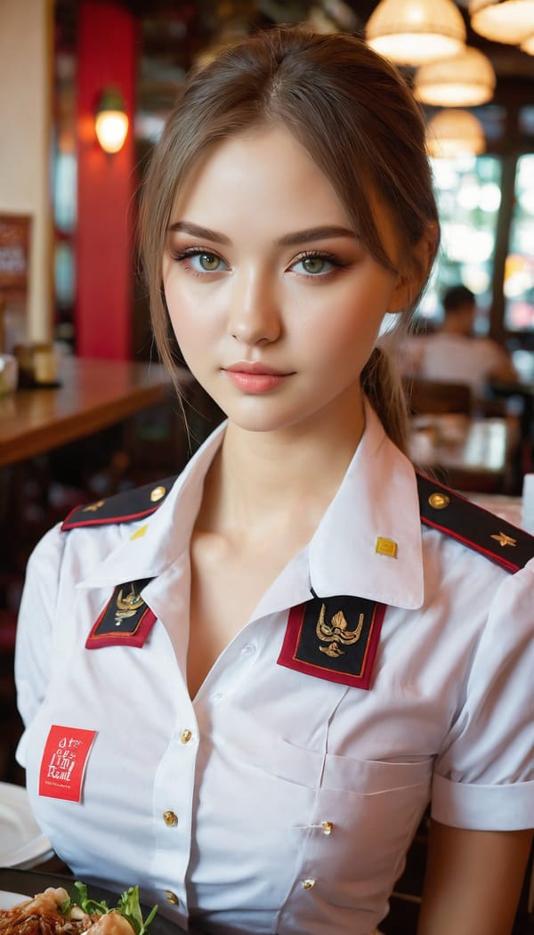 Tags: 21872187, SDXL
{"3": {"inputs": {"seed": 506730425819465, "steps": 32, "cfg": 6.39, "sampler_name": "dpmpp_2m", "scheduler": "karras", "denoise": 1.0, "model": ["27", 0], "positive": ["6", 0], "negative": ["7", 0], "latent_image": ["5", 0]}, "class_type": "KSampler"}, "4": {"inputs": {"ckpt_name": "juggernautxl.safetensors"}, "class_type": "CheckpointLoaderSimple"}, "5": {"inputs": {"width": 768, "height": 1344, "batch_size": 1}, "class_type": "EmptyLatentImage"}, "6": {"inputs": {"text": "22 year old girl, (ukrainian:1.14), (sexy lips:1.01), (cute:1.01), (eyelashes:0.99), (beautiful eyes:1.11), (slim:1.02), (idol:0.96), (seductive pose:0.95), (detailed face:1.07), (double eyelids:1.12), (seductive facial expression:1.09), (blush:1.04), (temptress:1.14), (in a seductive pose:1.09), (large perky breasts:1.11), (cleavage:1.08), (thigh gap:1.03), (a waitress in uniform:1.12) working at a restaurant, (textured skin:1.06), (detailed skin:1.08), (film:1.02), (RAW:1.05), (natural looking skin:1.07), (soft lighting:1.03), (portra:1.01), (skin fuzz:1.09), (candid cinema:1.09)", "clip": ["27", 1]}, "class_type": "CLIPTextEncode"}, "7": {"inputs": {"text": "(low resolution:1.10), (bad hands:1.05), (twisted:1.07), (distorted:1.10), (worst quality:1.14), (watermark:1.09), (open mouth:1.10)", "clip": ["27", 1]}, "class_type": "CLIPTextEncode"}, "8": {"inputs": {"samples": ["3", 0], "vae": ["4", 2]}, "class_type": "VAEDecode"}, "25": {"inputs": {"lora_name": "nudify_xl.safetensors", "strength_model": 0.2, "strength_clip": 0.28, "model": ["4", 0], "clip": ["4", 1]}, "class_type": "LoraLoader"}, "26": {"inputs": {"lora_name": "shirtlift_SDXL_v2.safetensors", "strength_model": 0.0, "strength_clip": 0.08, "model": ["25", 0], "clip": ["25", 1]}, "class_type": "LoraLoader"}, "27": {"inputs": {"lora_name": "PerfectEyesXL.safetensors", "strength_model": 0.08, "strength_clip": 0.16, "model": ["26", 0], "clip": ["26", 1]}, "class_type": "LoraLoader"}, "30": {"inputs": {"model_name": "4x_NMKD-Superscale-SP_178000_G.pth"}, "class_type": "UpscaleModelLoader"}, "31": {"inputs": {"upscale_model": ["30", 0], "image": ["8", 0]}, "class_type": "ImageUpscaleWithModel"}, "32": {"inputs": {"upscale_method": "lanczos", "scale_by": 0.5, "image": ["31", 0]}, "class_type": "ImageScaleBy"}, "33": {"inputs": {"pixels": ["32", 0], "vae": ["4", 2]}, "class_type": "VAEEncode"}, "34": {"inputs": {"seed": 506730425819465, "steps": 32, "cfg": 6.39, "sampler_name": "dpmpp_2m", "scheduler": "karras", "denoise": 0.3, "model": ["27", 0], "positive": ["6", 0], "negative": ["7", 0], "latent_image": ["33", 0]}, "class_type": "KSampler"}, "36": {"inputs": {"samples": ["34", 0], "vae": ["4", 2]}, "class_type": "VAEDecode"}, "39": {"inputs": {"filename_prefix": "comfyapi-1713756193376", "images": ["36", 0]}, "class_type": "SaveImage"}}