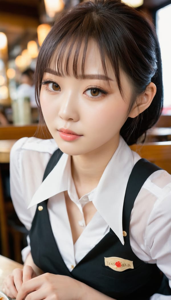 Tags: 21872187, SDXL
{"3": {"inputs": {"seed": 814854642326924, "steps": 32, "cfg": 6.17, "sampler_name": "dpmpp_2m", "scheduler": "karras", "denoise": 1.0, "model": ["27", 0], "positive": ["6", 0], "negative": ["7", 0], "latent_image": ["5", 0]}, "class_type": "KSampler"}, "4": {"inputs": {"ckpt_name": "juggernautxl.safetensors"}, "class_type": "CheckpointLoaderSimple"}, "5": {"inputs": {"width": 768, "height": 1344, "batch_size": 1}, "class_type": "EmptyLatentImage"}, "6": {"inputs": {"text": "19 year old girl, (japanese:1.08), (taiwanese:1.00), (seductive pose:1.06), (sexy lips:1.09), (pale skin:1.02), (detailed face:0.96), (cute:1.14), (slim:1.04), (blush:1.06), (idol:1.10), (beautiful eyes:1.11), (eyelashes:1.11), (temptress:1.01), (double eyelids:1.08), (seductive facial expression:1.05), (perky ass:1.09), (exposed ass:1.11), (looking back:1.05), (sexy ass:1.12), (thigh gap:0.97), (a waitress in uniform:1.06) working at a restaurant, (detailed skin:1.01), (textured skin:1.00), (soft lighting:1.06), (RAW:1.08), (portra:1.04), (natural looking skin:1.05), (candid cinema:1.08), (film:1.06), (skin fuzz:1.04)", "clip": ["27", 1]}, "class_type": "CLIPTextEncode"}, "7": {"inputs": {"text": "(open mouth:1.06), (watermark:1.06), (worst quality:1.13), (low resolution:1.05), (bad hands:1.09), (twisted:1.14), (distorted:1.06)", "clip": ["27", 1]}, "class_type": "CLIPTextEncode"}, "8": {"inputs": {"samples": ["3", 0], "vae": ["4", 2]}, "class_type": "VAEDecode"}, "25": {"inputs": {"lora_name": "nudify_xl.safetensors", "strength_model": 0.28, "strength_clip": 0.28, "model": ["4", 0], "clip": ["4", 1]}, "class_type": "LoraLoader"}, "26": {"inputs": {"lora_name": "shirtlift_SDXL_v2.safetensors", "strength_model": 0.16, "strength_clip": 0.0, "model": ["25", 0], "clip": ["25", 1]}, "class_type": "LoraLoader"}, "27": {"inputs": {"lora_name": "PerfectEyesXL.safetensors", "strength_model": 0.13, "strength_clip": 0.17, "model": ["26", 0], "clip": ["26", 1]}, "class_type": "LoraLoader"}, "30": {"inputs": {"model_name": "4x_NMKD-Superscale-SP_178000_G.pth"}, "class_type": "UpscaleModelLoader"}, "31": {"inputs": {"upscale_model": ["30", 0], "image": ["8", 0]}, "class_type": "ImageUpscaleWithModel"}, "32": {"inputs": {"upscale_method": "lanczos", "scale_by": 0.5, "image": ["31", 0]}, "class_type": "ImageScaleBy"}, "33": {"inputs": {"pixels": ["32", 0], "vae": ["4", 2]}, "class_type": "VAEEncode"}, "34": {"inputs": {"seed": 814854642326924, "steps": 32, "cfg": 6.17, "sampler_name": "dpmpp_2m", "scheduler": "karras", "denoise": 0.3, "model": ["27", 0], "positive": ["6", 0], "negative": ["7", 0], "latent_image": ["33", 0]}, "class_type": "KSampler"}, "36": {"inputs": {"samples": ["34", 0], "vae": ["4", 2]}, "class_type": "VAEDecode"}, "39": {"inputs": {"filename_prefix": "comfyapi-1718209354860", "images": ["36", 0]}, "class_type": "SaveImage"}}