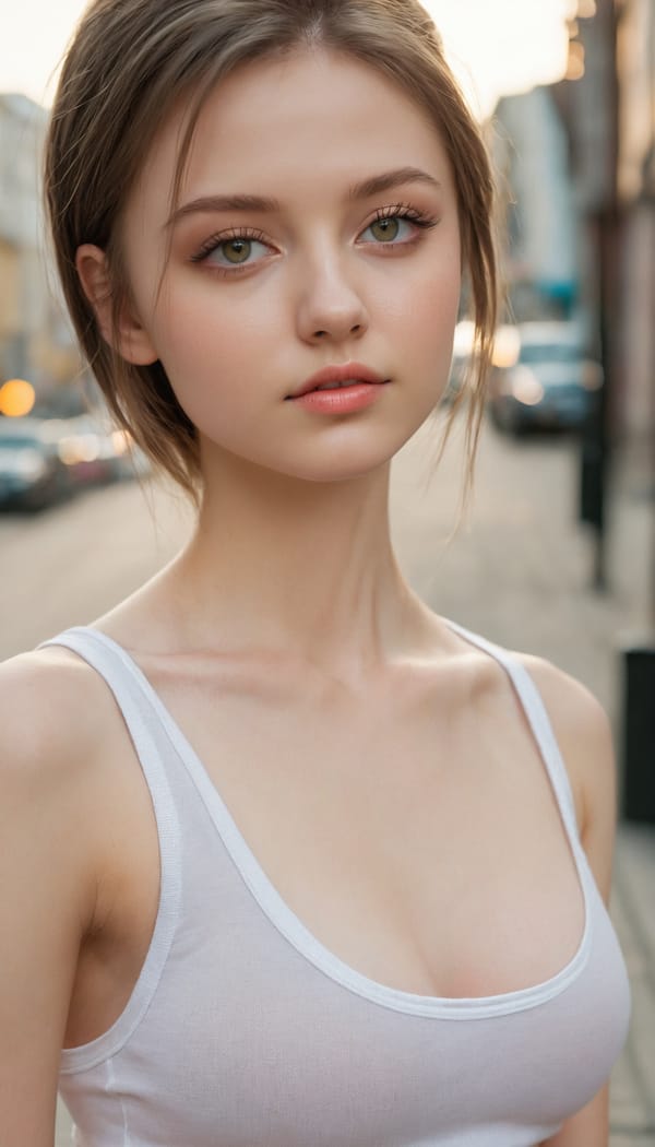 Tags: 21872187, SDXL
{"3": {"inputs": {"seed": 278506180055421, "steps": 32, "cfg": 5.42, "sampler_name": "dpmpp_2m", "scheduler": "karras", "denoise": 1.0, "model": ["27", 0], "positive": ["6", 0], "negative": ["7", 0], "latent_image": ["5", 0]}, "class_type": "KSampler"}, "4": {"inputs": {"ckpt_name": "juggernautxl.safetensors"}, "class_type": "CheckpointLoaderSimple"}, "5": {"inputs": {"width": 768, "height": 1344, "batch_size": 1}, "class_type": "EmptyLatentImage"}, "6": {"inputs": {"text": "21 year old girl, (ukrainian:1.08), (beautiful eyes:1.01), (detailed face:1.01), (slim:1.05), (pale skin:1.03), (temptress:1.13), (idol:1.03), (blush:0.96), (double eyelids:1.03), (sexy lips:1.06), (seductive pose:0.99), (seductive facial expression:1.07), (cute:0.95), (eyelashes:0.97), (in a seductive pose:1.10), (large perky breasts:0.99), (cleavage:1.04), (thigh gap:0.99), (white tanktop:1.12), busy street, (skin fuzz:1.02), (film:1.03), (RAW:1.03), (detailed skin:1.02), (portra:1.02), (candid cinema:1.05), (soft lighting:1.01), (natural looking skin:1.05), (textured skin:1.03)", "clip": ["27", 1]}, "class_type": "CLIPTextEncode"}, "7": {"inputs": {"text": "(low resolution:1.09), (worst quality:1.08), (watermark:1.08), (twisted:1.14), (bad hands:1.08), (distorted:1.14), (open mouth:1.08)", "clip": ["27", 1]}, "class_type": "CLIPTextEncode"}, "8": {"inputs": {"samples": ["3", 0], "vae": ["4", 2]}, "class_type": "VAEDecode"}, "25": {"inputs": {"lora_name": "nudify_xl.safetensors", "strength_model": 0.07, "strength_clip": 0.28, "model": ["4", 0], "clip": ["4", 1]}, "class_type": "LoraLoader"}, "26": {"inputs": {"lora_name": "shirtlift_SDXL_v2.safetensors", "strength_model": 0.01, "strength_clip": 0.13, "model": ["25", 0], "clip": ["25", 1]}, "class_type": "LoraLoader"}, "27": {"inputs": {"lora_name": "PerfectEyesXL.safetensors", "strength_model": 0.11, "strength_clip": 0.05, "model": ["26", 0], "clip": ["26", 1]}, "class_type": "LoraLoader"}, "30": {"inputs": {"model_name": "4x_NMKD-Superscale-SP_178000_G.pth"}, "class_type": "UpscaleModelLoader"}, "31": {"inputs": {"upscale_model": ["30", 0], "image": ["8", 0]}, "class_type": "ImageUpscaleWithModel"}, "32": {"inputs": {"upscale_method": "lanczos", "scale_by": 0.5, "image": ["31", 0]}, "class_type": "ImageScaleBy"}, "33": {"inputs": {"pixels": ["32", 0], "vae": ["4", 2]}, "class_type": "VAEEncode"}, "34": {"inputs": {"seed": 278506180055421, "steps": 32, "cfg": 5.42, "sampler_name": "dpmpp_2m", "scheduler": "karras", "denoise": 0.3, "model": ["27", 0], "positive": ["6", 0], "negative": ["7", 0], "latent_image": ["33", 0]}, "class_type": "KSampler"}, "36": {"inputs": {"samples": ["34", 0], "vae": ["4", 2]}, "class_type": "VAEDecode"}, "39": {"inputs": {"filename_prefix": "comfyapi-1714620024802", "images": ["36", 0]}, "class_type": "SaveImage"}}