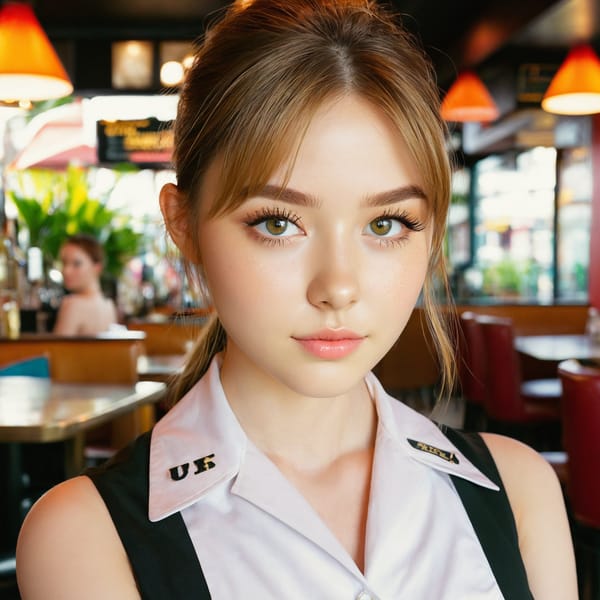 Tags: 21872187, SDXL
{"3": {"inputs": {"seed": 356717023344229, "steps": 64, "cfg": 7.88, "sampler_name": "dpmpp_2m", "scheduler": "karras", "denoise": 1.0, "model": ["27", 0], "positive": ["6", 0], "negative": ["7", 0], "latent_image": ["5", 0]}, "class_type": "KSampler"}, "4": {"inputs": {"ckpt_name": "juggernautxl.safetensors"}, "class_type": "CheckpointLoaderSimple"}, "5": {"inputs": {"width": 1024, "height": 1024, "batch_size": 1}, "class_type": "EmptyLatentImage"}, "6": {"inputs": {"text": "22 year old girl, (irish:1.06), (cute:1.06), (eyelashes:0.98), (idol:1.11), (sexy lips:1.04), (detailed face:1.09), (beautiful eyes:1.05), (temptress:0.97), (double eyelids:1.10), (seductive pose:1.05), (slim:0.95), (on all fours:1.08), (spreading ass cheeks:1.08), (from behind:1.03), (backboob:0.99), (a waitress in uniform:1.13) working at a restaurant, (film:1.06), (natural looking skin:1.00), (RAW:1.08), (candid cinema:1.01), (textured skin:1.03), (skin fuzz:1.09), (detailed skin:1.02), (portra:1.05), (soft lighting:1.00)", "clip": ["27", 1]}, "class_type": "CLIPTextEncode"}, "7": {"inputs": {"text": "(twisted:1.12), (low resolution:1.14), (open mouth:1.14), (bad hands:1.12), (distorted:1.07), (worst quality:1.10), (watermark:1.07)", "clip": ["27", 1]}, "class_type": "CLIPTextEncode"}, "8": {"inputs": {"samples": ["3", 0], "vae": ["4", 2]}, "class_type": "VAEDecode"}, "25": {"inputs": {"lora_name": "nudify_xl.safetensors", "strength_model": 0.08, "strength_clip": 0.09, "model": ["4", 0], "clip": ["4", 1]}, "class_type": "LoraLoader"}, "26": {"inputs": {"lora_name": "shirtlift_SDXL_v2.safetensors", "strength_model": 0.18, "strength_clip": 0.16, "model": ["25", 0], "clip": ["25", 1]}, "class_type": "LoraLoader"}, "27": {"inputs": {"lora_name": "PerfectEyesXL.safetensors", "strength_model": 0.0, "strength_clip": 0.18, "model": ["26", 0], "clip": ["26", 1]}, "class_type": "LoraLoader"}, "30": {"inputs": {"model_name": "4x_NMKD-Superscale-SP_178000_G.pth"}, "class_type": "UpscaleModelLoader"}, "31": {"inputs": {"upscale_model": ["30", 0], "image": ["8", 0]}, "class_type": "ImageUpscaleWithModel"}, "32": {"inputs": {"upscale_method": "lanczos", "scale_by": 0.5, "image": ["31", 0]}, "class_type": "ImageScaleBy"}, "33": {"inputs": {"pixels": ["32", 0], "vae": ["4", 2]}, "class_type": "VAEEncode"}, "34": {"inputs": {"seed": 356717023344229, "steps": 64, "cfg": 7.88, "sampler_name": "dpmpp_2m", "scheduler": "karras", "denoise": 0.3, "model": ["27", 0], "positive": ["6", 0], "negative": ["7", 0], "latent_image": ["33", 0]}, "class_type": "KSampler"}, "36": {"inputs": {"samples": ["34", 0], "vae": ["4", 2]}, "class_type": "VAEDecode"}, "39": {"inputs": {"filename_prefix": "comfyapi-1714546819911", "images": ["36", 0]}, "class_type": "SaveImage"}}