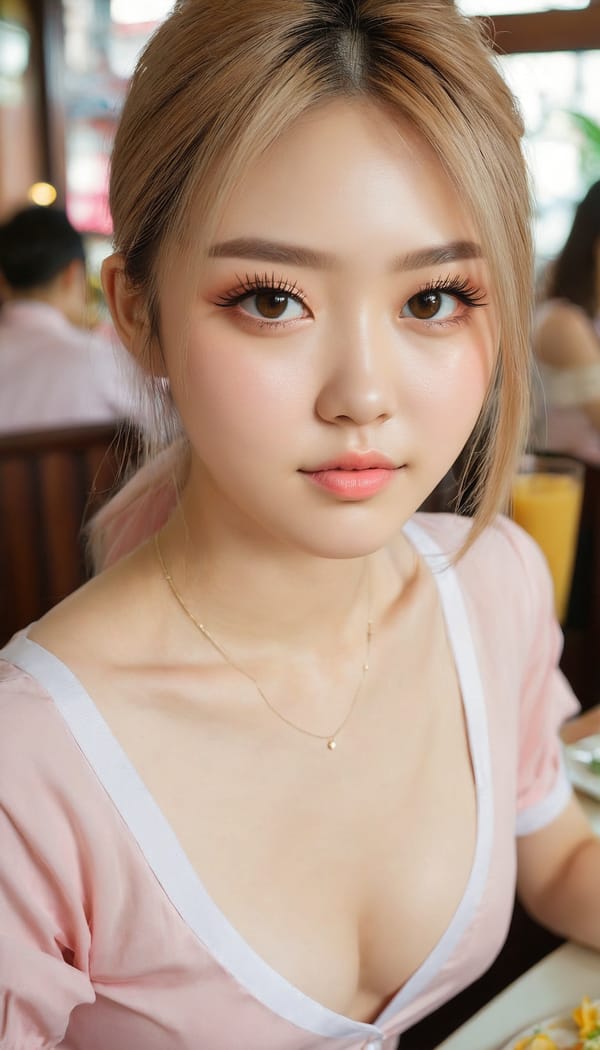 Tags: 21872187, SDXL
{"3": {"inputs": {"seed": 547081142736592, "steps": 32, "cfg": 5.79, "sampler_name": "dpmpp_2m", "scheduler": "karras", "denoise": 1.0, "model": ["27", 0], "positive": ["6", 0], "negative": ["7", 0], "latent_image": ["5", 0]}, "class_type": "KSampler"}, "4": {"inputs": {"ckpt_name": "juggernautxl.safetensors"}, "class_type": "CheckpointLoaderSimple"}, "5": {"inputs": {"width": 768, "height": 1344, "batch_size": 1}, "class_type": "EmptyLatentImage"}, "6": {"inputs": {"text": "21 year old girl, (ukrainian:1.09), (japanese:0.95), (seductive pose:0.97), (eyelashes:1.14), (temptress:1.02), (sexy lips:1.01), (detailed face:0.96), (idol:1.14), (beautiful eyes:1.02), (slim:0.96), (blush:1.11), (seductive facial expression:0.97), (pale skin:1.10), (double eyelids:1.00), (cute:1.01), (perky ass:1.11), (exposed ass:1.04), (looking back:1.05), (sexy ass:0.95), (thigh gap:1.13), (a waitress in uniform:1.03) working at a restaurant, (film:1.08), (soft lighting:1.09), (RAW:1.00), (skin fuzz:1.09), (natural looking skin:1.03), (portra:1.09), (detailed skin:1.09), (candid cinema:1.05), (textured skin:1.08)", "clip": ["27", 1]}, "class_type": "CLIPTextEncode"}, "7": {"inputs": {"text": "(worst quality:1.07), (twisted:1.12), (watermark:1.10), (bad hands:1.11), (low resolution:1.11), (open mouth:1.11), (distorted:1.08)", "clip": ["27", 1]}, "class_type": "CLIPTextEncode"}, "8": {"inputs": {"samples": ["3", 0], "vae": ["4", 2]}, "class_type": "VAEDecode"}, "25": {"inputs": {"lora_name": "nudify_xl.safetensors", "strength_model": 0.13, "strength_clip": 0.04, "model": ["4", 0], "clip": ["4", 1]}, "class_type": "LoraLoader"}, "26": {"inputs": {"lora_name": "shirtlift_SDXL_v2.safetensors", "strength_model": 0.15, "strength_clip": 0.04, "model": ["25", 0], "clip": ["25", 1]}, "class_type": "LoraLoader"}, "27": {"inputs": {"lora_name": "PerfectEyesXL.safetensors", "strength_model": 0.04, "strength_clip": 0.01, "model": ["26", 0], "clip": ["26", 1]}, "class_type": "LoraLoader"}, "30": {"inputs": {"model_name": "4x_NMKD-Superscale-SP_178000_G.pth"}, "class_type": "UpscaleModelLoader"}, "31": {"inputs": {"upscale_model": ["30", 0], "image": ["8", 0]}, "class_type": "ImageUpscaleWithModel"}, "32": {"inputs": {"upscale_method": "lanczos", "scale_by": 0.5, "image": ["31", 0]}, "class_type": "ImageScaleBy"}, "33": {"inputs": {"pixels": ["32", 0], "vae": ["4", 2]}, "class_type": "VAEEncode"}, "34": {"inputs": {"seed": 547081142736592, "steps": 32, "cfg": 5.79, "sampler_name": "dpmpp_2m", "scheduler": "karras", "denoise": 0.3, "model": ["27", 0], "positive": ["6", 0], "negative": ["7", 0], "latent_image": ["33", 0]}, "class_type": "KSampler"}, "36": {"inputs": {"samples": ["34", 0], "vae": ["4", 2]}, "class_type": "VAEDecode"}, "39": {"inputs": {"filename_prefix": "comfyapi-1731698153746", "images": ["36", 0]}, "class_type": "SaveImage"}}