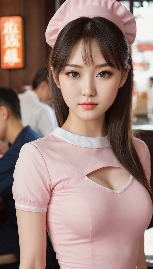 Tags: 21872187, SDXL
{"3": {"inputs": {"seed": 956904749002888, "steps": 32, "cfg": 5.12, "sampler_name": "dpmpp_2m", "scheduler": "karras", "denoise": 1.0, "model": ["27", 0], "positive": ["6", 0], "negative": ["7", 0], "latent_image": ["5", 0]}, "class_type": "KSampler"}, "4": {"inputs": {"ckpt_name": "juggernautXL_v8Rundiffusion.safetensors"}, "class_type": "CheckpointLoaderSimple"}, "5": {"inputs": {"width": 768, "height": 1344, "batch_size": 1}, "class_type": "EmptyLatentImage"}, "6": {"inputs": {"text": "18 year old girl, (japanese:1.12), (russian:1.07), (idol:0.95), (eyelashes:1.04), (sexy lips:1.06), (seductive pose:1.07), (seductive facial expression:1.04), (beautiful eyes:1.08), (temptress:1.11), (pale skin:1.10), (slim:1.13), (detailed face:1.05), (double eyelids:1.05), (blush:1.03), (perky ass:1.07), (exposed ass:1.00), (looking back:1.01), (sexy ass:1.09), (thigh gap:0.97), (a waitress in uniform:1.08) working at a restaurant, (RAW:1.04), (detailed skin:1.05), (skin fuzz:1.08), (film:1.09), (portra:1.05), (soft lighting:1.02), (textured skin:1.00), (natural looking skin:1.08), (candid cinema:1.00)", "clip": ["27", 1]}, "class_type": "CLIPTextEncode"}, "7": {"inputs": {"text": "(low resolution:1.06), (open mouth:1.05), (worst quality:1.12), (watermark:1.09), (bad hands:1.08), (distorted:1.14), (twisted:1.12)", "clip": ["27", 1]}, "class_type": "CLIPTextEncode"}, "8": {"inputs": {"samples": ["3", 0], "vae": ["4", 2]}, "class_type": "VAEDecode"}, "25": {"inputs": {"lora_name": "nudify_xl.safetensors", "strength_model": 0.22, "strength_clip": 0.23, "model": ["4", 0], "clip": ["4", 1]}, "class_type": "LoraLoader"}, "26": {"inputs": {"lora_name": "shirtlift_SDXL_v2.safetensors", "strength_model": 0.04, "strength_clip": 0.03, "model": ["25", 0], "clip": ["25", 1]}, "class_type": "LoraLoader"}, "27": {"inputs": {"lora_name": "PerfectEyesXL.safetensors", "strength_model": 0.17, "strength_clip": 0.05, "model": ["26", 0], "clip": ["26", 1]}, "class_type": "LoraLoader"}, "30": {"inputs": {"model_name": "4x_NMKD-Superscale-SP_178000_G.pth"}, "class_type": "UpscaleModelLoader"}, "31": {"inputs": {"upscale_model": ["30", 0], "image": ["8", 0]}, "class_type": "ImageUpscaleWithModel"}, "32": {"inputs": {"upscale_method": "lanczos", "scale_by": 0.5, "image": ["31", 0]}, "class_type": "ImageScaleBy"}, "33": {"inputs": {"pixels": ["32", 0], "vae": ["4", 2]}, "class_type": "VAEEncode"}, "34": {"inputs": {"seed": 956904749002888, "steps": 32, "cfg": 5.12, "sampler_name": "dpmpp_2m", "scheduler": "karras", "denoise": 0.3, "model": ["27", 0], "positive": ["6", 0], "negative": ["7", 0], "latent_image": ["33", 0]}, "class_type": "KSampler"}, "36": {"inputs": {"samples": ["34", 0], "vae": ["4", 2]}, "class_type": "VAEDecode"}, "39": {"inputs": {"filename_prefix": "comfyapi-1707459355009", "images": ["36", 0]}, "class_type": "SaveImage"}}