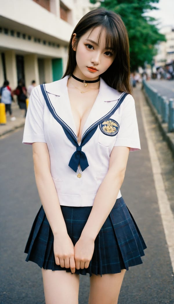 Tags: 21872187, SDXL
{"3": {"inputs": {"seed": 869402597953321, "steps": 64, "cfg": 6.23, "sampler_name": "dpmpp_2m", "scheduler": "karras", "denoise": 1.0, "model": ["27", 0], "positive": ["6", 0], "negative": ["7", 0], "latent_image": ["5", 0]}, "class_type": "KSampler"}, "4": {"inputs": {"ckpt_name": "helloworldxl.safetensors"}, "class_type": "CheckpointLoaderSimple"}, "5": {"inputs": {"width": 768, "height": 1344, "batch_size": 1}, "class_type": "EmptyLatentImage"}, "6": {"inputs": {"text": "28 year old girl, (seductive pose:1.00), (blush:1.04), (sexy lips:1.09), (eyelashes:1.03), (double eyelids:1.06), (detailed face:1.04), (idol:1.14), (slim:1.13), (seductive facial expression:1.05), (beautiful eyes:1.09), (pale skin:0.98), (temptress:1.07), (in a seductive pose:1.12), (large perky breasts:1.03), (cleavage:1.03), (thigh gap:0.98), (school uniform:1.13), choker, busy street, (film:1.02), (candid cinema:1.09), (soft lighting:1.00), (natural looking skin:1.03), (detailed skin:1.04), (skin fuzz:1.00), (portra:1.08), (textured skin:1.03), (RAW:1.01)", "clip": ["27", 1]}, "class_type": "CLIPTextEncode"}, "7": {"inputs": {"text": "(distorted:1.14), (low resolution:1.08), (twisted:1.07), (worst quality:1.14), (bad hands:1.13), (open mouth:1.09), (watermark:1.12)", "clip": ["27", 1]}, "class_type": "CLIPTextEncode"}, "8": {"inputs": {"samples": ["3", 0], "vae": ["4", 2]}, "class_type": "VAEDecode"}, "25": {"inputs": {"lora_name": "nudify_xl.safetensors", "strength_model": 0.04, "strength_clip": 0.08, "model": ["4", 0], "clip": ["4", 1]}, "class_type": "LoraLoader"}, "26": {"inputs": {"lora_name": "shirtlift_SDXL_v2.safetensors", "strength_model": 0.06, "strength_clip": 0.09, "model": ["25", 0], "clip": ["25", 1]}, "class_type": "LoraLoader"}, "27": {"inputs": {"lora_name": "PerfectEyesXL.safetensors", "strength_model": 0.09, "strength_clip": 0.13, "model": ["26", 0], "clip": ["26", 1]}, "class_type": "LoraLoader"}, "30": {"inputs": {"model_name": "4x_NMKD-Superscale-SP_178000_G.pth"}, "class_type": "UpscaleModelLoader"}, "31": {"inputs": {"upscale_model": ["30", 0], "image": ["8", 0]}, "class_type": "ImageUpscaleWithModel"}, "32": {"inputs": {"upscale_method": "lanczos", "scale_by": 0.5, "image": ["31", 0]}, "class_type": "ImageScaleBy"}, "33": {"inputs": {"pixels": ["32", 0], "vae": ["4", 2]}, "class_type": "VAEEncode"}, "34": {"inputs": {"seed": 869402597953321, "steps": 64, "cfg": 6.23, "sampler_name": "dpmpp_2m", "scheduler": "karras", "denoise": 0.3, "model": ["27", 0], "positive": ["6", 0], "negative": ["7", 0], "latent_image": ["33", 0]}, "class_type": "KSampler"}, "36": {"inputs": {"samples": ["34", 0], "vae": ["4", 2]}, "class_type": "VAEDecode"}, "39": {"inputs": {"filename_prefix": "comfyapi-1713660487144", "images": ["36", 0]}, "class_type": "SaveImage"}}