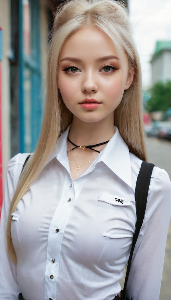 Tags: 21872187, SDXL
{"3": {"inputs": {"seed": 887888254132816, "steps": 32, "cfg": 7.37, "sampler_name": "dpmpp_2m", "scheduler": "karras", "denoise": 1.0, "model": ["27", 0], "positive": ["6", 0], "negative": ["7", 0], "latent_image": ["5", 0]}, "class_type": "KSampler"}, "4": {"inputs": {"ckpt_name": "juggernautxl.safetensors"}, "class_type": "CheckpointLoaderSimple"}, "5": {"inputs": {"width": 768, "height": 1344, "batch_size": 1}, "class_type": "EmptyLatentImage"}, "6": {"inputs": {"text": "23 year old girl, (ukrainian:1.01), (double eyelids:1.13), (sexy lips:1.05), (detailed face:1.01), (seductive facial expression:1.08), (idol:1.04), (eyelashes:1.06), (blush:1.10), (pale skin:1.00), (seductive pose:1.03), (temptress:1.05), (beautiful eyes:1.04), (slim:1.07), (perky ass:1.13), (exposed ass:1.02), (looking back:1.06), (sexy ass:1.03), (thigh gap:1.14), (school uniform:1.10), choker, busy street, (RAW:1.07), (skin fuzz:1.04), (soft lighting:1.00), (portra:1.02), (film:1.01), (candid cinema:1.09), (natural looking skin:1.00), (textured skin:1.09), (detailed skin:1.05)", "clip": ["27", 1]}, "class_type": "CLIPTextEncode"}, "7": {"inputs": {"text": "(low resolution:1.10), (distorted:1.11), (twisted:1.14), (bad hands:1.12), (open mouth:1.14), (worst quality:1.06), (watermark:1.06)", "clip": ["27", 1]}, "class_type": "CLIPTextEncode"}, "8": {"inputs": {"samples": ["3", 0], "vae": ["4", 2]}, "class_type": "VAEDecode"}, "25": {"inputs": {"lora_name": "nudify_xl.safetensors", "strength_model": 0.21, "strength_clip": 0.25, "model": ["4", 0], "clip": ["4", 1]}, "class_type": "LoraLoader"}, "26": {"inputs": {"lora_name": "shirtlift_SDXL_v2.safetensors", "strength_model": 0.11, "strength_clip": 0.14, "model": ["25", 0], "clip": ["25", 1]}, "class_type": "LoraLoader"}, "27": {"inputs": {"lora_name": "PerfectEyesXL.safetensors", "strength_model": 0.07, "strength_clip": 0.12, "model": ["26", 0], "clip": ["26", 1]}, "class_type": "LoraLoader"}, "30": {"inputs": {"model_name": "4x_NMKD-Superscale-SP_178000_G.pth"}, "class_type": "UpscaleModelLoader"}, "31": {"inputs": {"upscale_model": ["30", 0], "image": ["8", 0]}, "class_type": "ImageUpscaleWithModel"}, "32": {"inputs": {"upscale_method": "lanczos", "scale_by": 0.5, "image": ["31", 0]}, "class_type": "ImageScaleBy"}, "33": {"inputs": {"pixels": ["32", 0], "vae": ["4", 2]}, "class_type": "VAEEncode"}, "34": {"inputs": {"seed": 887888254132816, "steps": 32, "cfg": 7.37, "sampler_name": "dpmpp_2m", "scheduler": "karras", "denoise": 0.3, "model": ["27", 0], "positive": ["6", 0], "negative": ["7", 0], "latent_image": ["33", 0]}, "class_type": "KSampler"}, "36": {"inputs": {"samples": ["34", 0], "vae": ["4", 2]}, "class_type": "VAEDecode"}, "39": {"inputs": {"filename_prefix": "comfyapi-1715973094219", "images": ["36", 0]}, "class_type": "SaveImage"}}