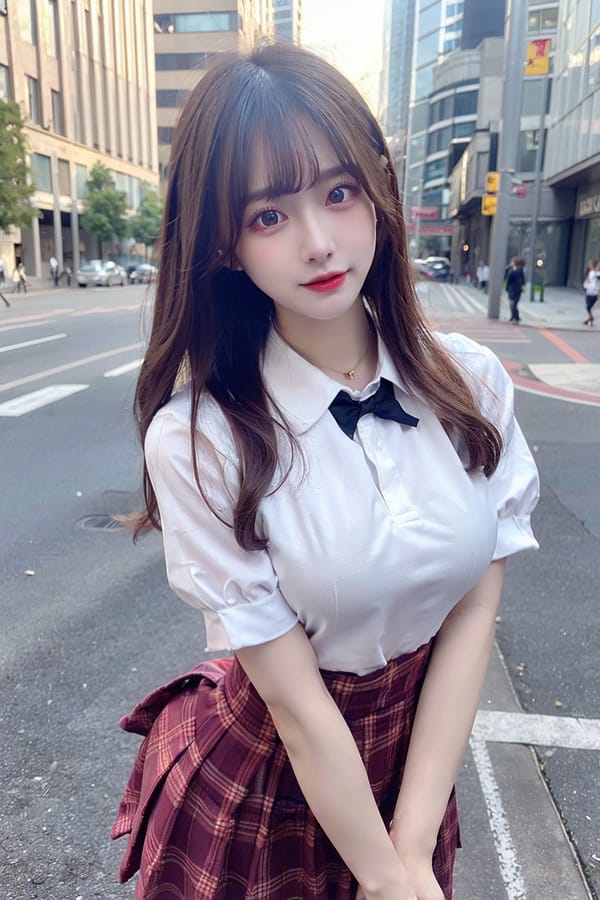 Tags: 21872187
<lora:mix4:0.33>, <lora:JapaneseDollLikeness_v15:0.77>, <lora:taiwanDollLikeness_v20:0.60>, (ukrainian:0.95), (school uniform:0.96), (large breasts:1.18), choker, busy street in urban city, (seductive pose:0.95), extremely detailed eyes, extremely detailed face, cute, seductive smile, eyelashes, pale skin, perky breasts, best quality, sharp, hyper realistic, tall, (long slim legs:0.91), delicate and beautiful girl, solo, (dramatic:1.01)
Negative prompt: sketches, paintings, black and white, disfigured, (worst quality:1.92)
Steps: 32, Sampler: DPM++ 2M Karras, CFG scale: 7.16, Seed: 449619900, Size: 512x768, Model hash: fc2511737a, Model: chilloutmix_NiPrunedFp32Fix, Seed resize from: -1x-1, Denoising strength: 0.4, Version: v1.2.1, Hires upscale: 2.0, Hires steps: 16, Hires upscaler: ESRGAN_4x
