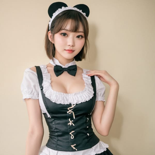 Tags: 21872187, SDXL
{"3": {"inputs": {"seed": 782572959074835, "steps": 32, "cfg": 5.41, "sampler_name": "dpmpp_2m", "scheduler": "karras", "denoise": 1.0, "model": ["27", 0], "positive": ["6", 0], "negative": ["7", 0], "latent_image": ["5", 0]}, "class_type": "KSampler"}, "4": {"inputs": {"ckpt_name": "juggernautXL_v7Rundiffusion.safetensors"}, "class_type": "CheckpointLoaderSimple"}, "5": {"inputs": {"width": 1024, "height": 1024, "batch_size": 1}, "class_type": "EmptyLatentImage"}, "6": {"inputs": {"text": "27 year old girl, (taiwanese:1.06), (korean:0.96), (seductive pose:1.08), (sexy lips:0.96), (blush:1.12), (detailed face:1.14), (double eyelids:1.09), (idol:1.11), (pale skin:1.02), (eyelashes:1.10), (cute:0.96), (seductive facial expression:1.01), (temptress:1.13), (slim:1.07), (beautiful eyes:1.00), (perky ass:0.95), (exposed ass:0.96), (looking back:0.98), (sexy ass:1.02), (thigh gap:0.96), in a (skimpy maid costume:1.10) working at a maid cafe, choker, bowtie, headband, pleated skirt, (soft lighting:1.05), (textured skin:1.01), (film:1.06), (skin fuzz:1.05), (detailed skin:1.03), (portra:1.08), (candid cinema:1.04), (RAW:1.02), (natural looking skin:1.00)", "clip": ["27", 1]}, "class_type": "CLIPTextEncode"}, "7": {"inputs": {"text": "(twisted:1.14), (watermark:1.13), (open mouth:1.13), (distorted:1.07), (bad hands:1.10), (worst quality:1.11), (low resolution:1.14)", "clip": ["27", 1]}, "class_type": "CLIPTextEncode"}, "8": {"inputs": {"samples": ["3", 0], "vae": ["4", 2]}, "class_type": "VAEDecode"}, "25": {"inputs": {"lora_name": "nudify_xl.safetensors", "strength_model": 0.22, "strength_clip": 0.13, "model": ["4", 0], "clip": ["4", 1]}, "class_type": "LoraLoader"}, "26": {"inputs": {"lora_name": "shirtlift_SDXL_v2.safetensors", "strength_model": 0.05, "strength_clip": 0.08, "model": ["25", 0], "clip": ["25", 1]}, "class_type": "LoraLoader"}, "27": {"inputs": {"lora_name": "PerfectEyesXL.safetensors", "strength_model": 0.16, "strength_clip": 0.15, "model": ["26", 0], "clip": ["26", 1]}, "class_type": "LoraLoader"}, "30": {"inputs": {"model_name": "4x_NMKD-Superscale-SP_178000_G.pth"}, "class_type": "UpscaleModelLoader"}, "31": {"inputs": {"upscale_model": ["30", 0], "image": ["8", 0]}, "class_type": "ImageUpscaleWithModel"}, "32": {"inputs": {"upscale_method": "lanczos", "scale_by": 0.5, "image": ["31", 0]}, "class_type": "ImageScaleBy"}, "33": {"inputs": {"pixels": ["32", 0], "vae": ["4", 2]}, "class_type": "VAEEncode"}, "34": {"inputs": {"seed": 782572959074835, "steps": 32, "cfg": 5.41, "sampler_name": "dpmpp_2m", "scheduler": "karras", "denoise": 0.3, "model": ["27", 0], "positive": ["6", 0], "negative": ["7", 0], "latent_image": ["33", 0]}, "class_type": "KSampler"}, "36": {"inputs": {"samples": ["34", 0], "vae": ["4", 2]}, "class_type": "VAEDecode"}, "39": {"inputs": {"filename_prefix": "comfyapi-1705756412112", "images": ["36", 0]}, "class_type": "SaveImage"}}
