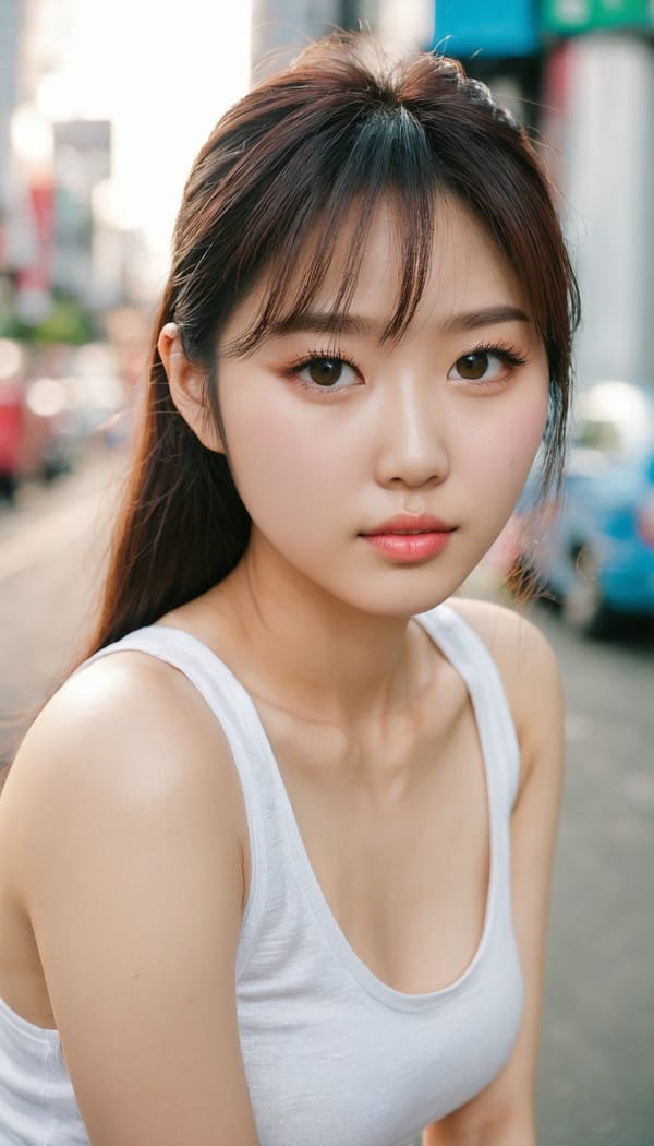 Tags: 21872187, SDXL
{"3": {"inputs": {"seed": 999536077811924, "steps": 32, "cfg": 6.57, "sampler_name": "dpmpp_2m", "scheduler": "karras", "denoise": 1.0, "model": ["27", 0], "positive": ["6", 0], "negative": ["7", 0], "latent_image": ["5", 0]}, "class_type": "KSampler"}, "4": {"inputs": {"ckpt_name": "juggernautxl.safetensors"}, "class_type": "CheckpointLoaderSimple"}, "5": {"inputs": {"width": 768, "height": 1344, "batch_size": 1}, "class_type": "EmptyLatentImage"}, "6": {"inputs": {"text": "24 year old girl, (korean:1.03), (taiwanese:1.05), (beautiful eyes:1.02), (blush:1.14), (seductive pose:0.99), (detailed face:1.12), (cute:1.03), (seductive facial expression:1.12), (pale skin:1.08), (slim:1.05), (eyelashes:1.10), (double eyelids:1.09), (idol:0.98), (sexy lips:1.14), (perky ass:1.10), (exposed ass:0.96), (looking back:1.14), (sexy ass:1.03), (thigh gap:1.09), (white tanktop:1.14), busy street, (skin fuzz:1.07), (detailed skin:1.04), (textured skin:1.04), (film:1.03), (portra:1.03), (soft lighting:1.08), (candid cinema:1.01), (RAW:1.07), (natural looking skin:1.03)", "clip": ["27", 1]}, "class_type": "CLIPTextEncode"}, "7": {"inputs": {"text": "(low resolution:1.11), (open mouth:1.13), (twisted:1.11), (distorted:1.14), (bad hands:1.06), (worst quality:1.05), (watermark:1.08)", "clip": ["27", 1]}, "class_type": "CLIPTextEncode"}, "8": {"inputs": {"samples": ["3", 0], "vae": ["4", 2]}, "class_type": "VAEDecode"}, "25": {"inputs": {"lora_name": "nudify_xl.safetensors", "strength_model": 0.02, "strength_clip": 0.14, "model": ["4", 0], "clip": ["4", 1]}, "class_type": "LoraLoader"}, "26": {"inputs": {"lora_name": "shirtlift_SDXL_v2.safetensors", "strength_model": 0.08, "strength_clip": 0.06, "model": ["25", 0], "clip": ["25", 1]}, "class_type": "LoraLoader"}, "27": {"inputs": {"lora_name": "PerfectEyesXL.safetensors", "strength_model": 0.19, "strength_clip": 0.01, "model": ["26", 0], "clip": ["26", 1]}, "class_type": "LoraLoader"}, "30": {"inputs": {"model_name": "4x_NMKD-Superscale-SP_178000_G.pth"}, "class_type": "UpscaleModelLoader"}, "31": {"inputs": {"upscale_model": ["30", 0], "image": ["8", 0]}, "class_type": "ImageUpscaleWithModel"}, "32": {"inputs": {"upscale_method": "lanczos", "scale_by": 0.5, "image": ["31", 0]}, "class_type": "ImageScaleBy"}, "33": {"inputs": {"pixels": ["32", 0], "vae": ["4", 2]}, "class_type": "VAEEncode"}, "34": {"inputs": {"seed": 999536077811924, "steps": 32, "cfg": 6.57, "sampler_name": "dpmpp_2m", "scheduler": "karras", "denoise": 0.3, "model": ["27", 0], "positive": ["6", 0], "negative": ["7", 0], "latent_image": ["33", 0]}, "class_type": "KSampler"}, "36": {"inputs": {"samples": ["34", 0], "vae": ["4", 2]}, "class_type": "VAEDecode"}, "39": {"inputs": {"filename_prefix": "comfyapi-1716246943493", "images": ["36", 0]}, "class_type": "SaveImage"}}