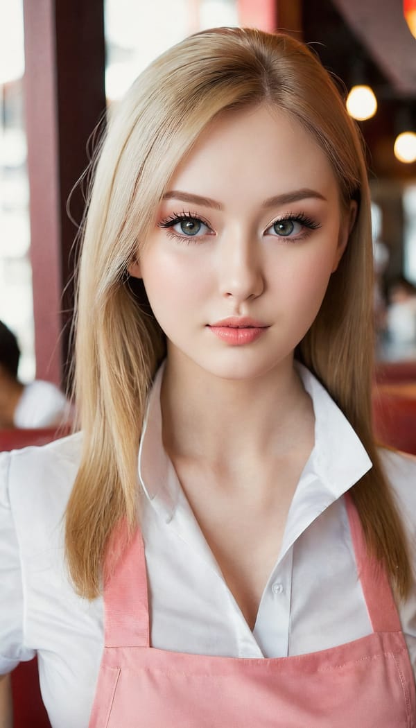 Tags: 21872187, SDXL
{"3": {"inputs": {"seed": 586611228299409, "steps": 64, "cfg": 6.99, "sampler_name": "dpmpp_2m", "scheduler": "karras", "denoise": 1.0, "model": ["27", 0], "positive": ["6", 0], "negative": ["7", 0], "latent_image": ["5", 0]}, "class_type": "KSampler"}, "4": {"inputs": {"ckpt_name": "juggernautXL_v8Rundiffusion.safetensors"}, "class_type": "CheckpointLoaderSimple"}, "5": {"inputs": {"width": 768, "height": 1344, "batch_size": 1}, "class_type": "EmptyLatentImage"}, "6": {"inputs": {"text": "22 year old girl, (russian:1.11), (eyelashes:1.10), (beautiful eyes:1.14), (double eyelids:1.13), (seductive pose:1.01), (slim:1.01), (sexy lips:1.08), (temptress:1.02), (detailed face:0.95), (pale skin:1.10), (blush:1.04), (seductive facial expression:0.96), (idol:0.98), (cute:1.01), (in a seductive pose:1.04), (large perky breasts:1.08), (cleavage:1.13), (thigh gap:1.10), (a waitress in uniform:1.09) working at a restaurant, (RAW:1.02), (film:1.00), (natural looking skin:1.06), (skin fuzz:1.00), (textured skin:1.03), (soft lighting:1.00), (candid cinema:1.08), (portra:1.01), (detailed skin:1.00)", "clip": ["27", 1]}, "class_type": "CLIPTextEncode"}, "7": {"inputs": {"text": "(worst quality:1.07), (bad hands:1.10), (distorted:1.14), (low resolution:1.13), (twisted:1.09), (watermark:1.09)", "clip": ["27", 1]}, "class_type": "CLIPTextEncode"}, "8": {"inputs": {"samples": ["3", 0], "vae": ["4", 2]}, "class_type": "VAEDecode"}, "25": {"inputs": {"lora_name": "nudify_xl.safetensors", "strength_model": 0.32, "strength_clip": 0.09, "model": ["4", 0], "clip": ["4", 1]}, "class_type": "LoraLoader"}, "26": {"inputs": {"lora_name": "shirtlift_SDXL_v2.safetensors", "strength_model": 0.03, "strength_clip": 0.03, "model": ["25", 0], "clip": ["25", 1]}, "class_type": "LoraLoader"}, "27": {"inputs": {"lora_name": "PerfectEyesXL.safetensors", "strength_model": 0.17, "strength_clip": 0.07, "model": ["26", 0], "clip": ["26", 1]}, "class_type": "LoraLoader"}, "30": {"inputs": {"model_name": "4x_NMKD-Superscale-SP_178000_G.pth"}, "class_type": "UpscaleModelLoader"}, "31": {"inputs": {"upscale_model": ["30", 0], "image": ["8", 0]}, "class_type": "ImageUpscaleWithModel"}, "32": {"inputs": {"upscale_method": "lanczos", "scale_by": 0.5, "image": ["31", 0]}, "class_type": "ImageScaleBy"}, "33": {"inputs": {"pixels": ["32", 0], "vae": ["4", 2]}, "class_type": "VAEEncode"}, "34": {"inputs": {"seed": 586611228299409, "steps": 64, "cfg": 6.99, "sampler_name": "dpmpp_2m", "scheduler": "karras", "denoise": 0.3, "model": ["27", 0], "positive": ["6", 0], "negative": ["7", 0], "latent_image": ["33", 0]}, "class_type": "KSampler"}, "36": {"inputs": {"samples": ["34", 0], "vae": ["4", 2]}, "class_type": "VAEDecode"}, "39": {"inputs": {"filename_prefix": "comfyapi-1707945200528", "images": ["36", 0]}, "class_type": "SaveImage"}}