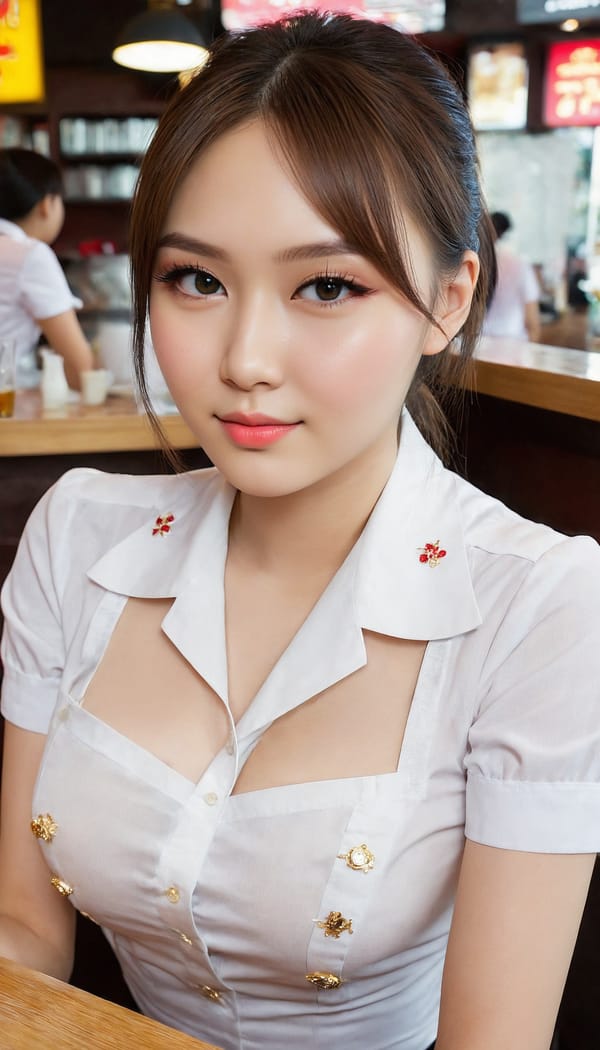 Tags: 21872187, SDXL
{"3": {"inputs": {"seed": 144433560957504, "steps": 32, "cfg": 6.55, "sampler_name": "dpmpp_2m", "scheduler": "karras", "denoise": 1.0, "model": ["27", 0], "positive": ["6", 0], "negative": ["7", 0], "latent_image": ["5", 0]}, "class_type": "KSampler"}, "4": {"inputs": {"ckpt_name": "juggernautXL_v8Rundiffusion.safetensors"}, "class_type": "CheckpointLoaderSimple"}, "5": {"inputs": {"width": 768, "height": 1344, "batch_size": 1}, "class_type": "EmptyLatentImage"}, "6": {"inputs": {"text": "19 year old girl, (russian:1.10), (taiwanese:1.09), (seductive facial expression:1.11), (beautiful eyes:0.97), (seductive pose:1.00), (temptress:1.12), (slim:1.13), (idol:1.13), (sexy lips:1.00), (detailed face:1.02), (eyelashes:1.08), (blush:0.95), (pale skin:1.12), (cute:1.07), (double eyelids:1.12), (in a seductive pose:1.11), (large perky breasts:1.07), (cleavage:1.00), (thigh gap:1.01), (a waitress in uniform:1.02) working at a restaurant, (RAW:1.08), (film:1.03), (candid cinema:1.00), (natural looking skin:1.06), (soft lighting:1.09), (detailed skin:1.09), (skin fuzz:1.07), (textured skin:1.05), (portra:1.07)", "clip": ["27", 1]}, "class_type": "CLIPTextEncode"}, "7": {"inputs": {"text": "(low resolution:1.10), (twisted:1.11), (distorted:1.09), (worst quality:1.14), (open mouth:1.10), (watermark:1.07), (bad hands:1.07)", "clip": ["27", 1]}, "class_type": "CLIPTextEncode"}, "8": {"inputs": {"samples": ["3", 0], "vae": ["4", 2]}, "class_type": "VAEDecode"}, "25": {"inputs": {"lora_name": "nudify_xl.safetensors", "strength_model": 0.25, "strength_clip": 0.29, "model": ["4", 0], "clip": ["4", 1]}, "class_type": "LoraLoader"}, "26": {"inputs": {"lora_name": "shirtlift_SDXL_v2.safetensors", "strength_model": 0.17, "strength_clip": 0.08, "model": ["25", 0], "clip": ["25", 1]}, "class_type": "LoraLoader"}, "27": {"inputs": {"lora_name": "PerfectEyesXL.safetensors", "strength_model": 0.18, "strength_clip": 0.07, "model": ["26", 0], "clip": ["26", 1]}, "class_type": "LoraLoader"}, "30": {"inputs": {"model_name": "4x_NMKD-Superscale-SP_178000_G.pth"}, "class_type": "UpscaleModelLoader"}, "31": {"inputs": {"upscale_model": ["30", 0], "image": ["8", 0]}, "class_type": "ImageUpscaleWithModel"}, "32": {"inputs": {"upscale_method": "lanczos", "scale_by": 0.5, "image": ["31", 0]}, "class_type": "ImageScaleBy"}, "33": {"inputs": {"pixels": ["32", 0], "vae": ["4", 2]}, "class_type": "VAEEncode"}, "34": {"inputs": {"seed": 144433560957504, "steps": 32, "cfg": 6.55, "sampler_name": "dpmpp_2m", "scheduler": "karras", "denoise": 0.3, "model": ["27", 0], "positive": ["6", 0], "negative": ["7", 0], "latent_image": ["33", 0]}, "class_type": "KSampler"}, "36": {"inputs": {"samples": ["34", 0], "vae": ["4", 2]}, "class_type": "VAEDecode"}, "39": {"inputs": {"filename_prefix": "comfyapi-1708470731250", "images": ["36", 0]}, "class_type": "SaveImage"}}