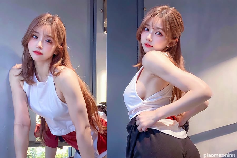 Tags: 21872187
<lora:JapaneseDollLikeness_v15:0.79>, <lora:taiwanDollLikeness_v20:0.47>, <lora:YaeMiko_Test:0.51>, (gym outfit:1.02), gym, <lora:Mooning:0.43>, <lora:Addams:0.34>, ass, from behind, clothes pull, looking back, pants pull, anus, pussy, undressing, extremely detailed eyes, (photorealistic:1.13), sexy lips, seductive smile, double eyelids, eyelashes, pale skin, perky breasts, RAW, best quality, sharp, hyper realistic, (thigh gap:1.10), delicate and beautiful girl, (dramatic:0.94)
Negative prompt: sketches, paintings, black and white, ugly, disfigured, (worst quality:1.94)
Steps: 32, Sampler: DPM++ 2M Karras, CFG scale: 5.73, Seed: 4021415920, Size: 768x512, Model hash: fc2511737a, Model: chilloutmix_NiPrunedFp32Fix, Seed resize from: -1x-1, Denoising strength: 0.4, Version: v1.2.1, Hires upscale: 2.0, Hires steps: 16, Hires upscaler: ESRGAN_4x