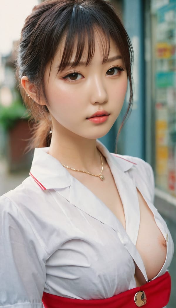 Tags: 21872187, SDXL
{"3": {"inputs": {"seed": 336554174105790, "steps": 32, "cfg": 6.95, "sampler_name": "dpmpp_2m", "scheduler": "karras", "denoise": 1.0, "model": ["27", 0], "positive": ["6", 0], "negative": ["7", 0], "latent_image": ["5", 0]}, "class_type": "KSampler"}, "4": {"inputs": {"ckpt_name": "juggernautxl.safetensors"}, "class_type": "CheckpointLoaderSimple"}, "5": {"inputs": {"width": 768, "height": 1344, "batch_size": 1}, "class_type": "EmptyLatentImage"}, "6": {"inputs": {"text": "20 year old girl, (japanese:1.00), (sexy lips:1.14), (seductive facial expression:1.09), (seductive pose:0.98), (blush:1.01), (pale skin:1.14), (eyelashes:1.02), (detailed face:1.00), (cute:0.96), (idol:1.02), (slim:0.99), (beautiful eyes:0.96), (double eyelids:1.06), (temptress:1.11), (in a seductive pose:1.02), (large perky breasts:1.09), (cleavage:1.14), (thigh gap:1.04), (school uniform:1.05), choker, busy street, (natural looking skin:1.05), (RAW:1.07), (skin fuzz:1.03), (soft lighting:1.07), (film:1.05), (detailed skin:1.00), (textured skin:1.07), (candid cinema:1.00), (portra:1.02)", "clip": ["27", 1]}, "class_type": "CLIPTextEncode"}, "7": {"inputs": {"text": "(bad hands:1.08), (watermark:1.09), (open mouth:1.13), (worst quality:1.13), (low resolution:1.07), (distorted:1.13), (twisted:1.12)", "clip": ["27", 1]}, "class_type": "CLIPTextEncode"}, "8": {"inputs": {"samples": ["3", 0], "vae": ["4", 2]}, "class_type": "VAEDecode"}, "25": {"inputs": {"lora_name": "nudify_xl.safetensors", "strength_model": 0.13, "strength_clip": 0.07, "model": ["4", 0], "clip": ["4", 1]}, "class_type": "LoraLoader"}, "26": {"inputs": {"lora_name": "shirtlift_SDXL_v2.safetensors", "strength_model": 0.08, "strength_clip": 0.02, "model": ["25", 0], "clip": ["25", 1]}, "class_type": "LoraLoader"}, "27": {"inputs": {"lora_name": "PerfectEyesXL.safetensors", "strength_model": 0.17, "strength_clip": 0.18, "model": ["26", 0], "clip": ["26", 1]}, "class_type": "LoraLoader"}, "30": {"inputs": {"model_name": "4x_NMKD-Superscale-SP_178000_G.pth"}, "class_type": "UpscaleModelLoader"}, "31": {"inputs": {"upscale_model": ["30", 0], "image": ["8", 0]}, "class_type": "ImageUpscaleWithModel"}, "32": {"inputs": {"upscale_method": "lanczos", "scale_by": 0.5, "image": ["31", 0]}, "class_type": "ImageScaleBy"}, "33": {"inputs": {"pixels": ["32", 0], "vae": ["4", 2]}, "class_type": "VAEEncode"}, "34": {"inputs": {"seed": 336554174105790, "steps": 32, "cfg": 6.95, "sampler_name": "dpmpp_2m", "scheduler": "karras", "denoise": 0.3, "model": ["27", 0], "positive": ["6", 0], "negative": ["7", 0], "latent_image": ["33", 0]}, "class_type": "KSampler"}, "36": {"inputs": {"samples": ["34", 0], "vae": ["4", 2]}, "class_type": "VAEDecode"}, "39": {"inputs": {"filename_prefix": "comfyapi-1714537592371", "images": ["36", 0]}, "class_type": "SaveImage"}}