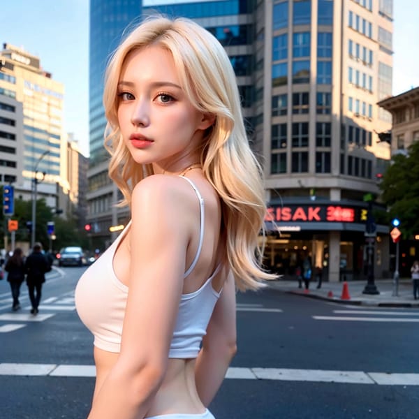 Tags: 21872187
<lora:koreanDollLikeness:0.46>, <lora:YaeMiko_Test:0.34>, (ukrainian:1.01), (white tank top:1.19), (large breasts:1.14), busy street in urban city, (perky ass:1.10), (exposed ass:1.19), (looking back:0.91), <lora:Addams:0.32>, extremely detailed face, cute, (photorealistic:1.08), sexy lips, seductive smile, double eyelids, eyelashes, pale skin, perky breasts, full body portrait, best quality, sharp, (thigh gap:1.20), delicate and beautiful girl, (stunningly attractive:1.07), (dramatic:0.97)
Negative prompt: anime, black and white, ugly, fat, (worst quality:2.20)
Steps: 32, Sampler: DPM++ 2M Karras, CFG scale: 7.41, Seed: 3076542037, Size: 512x512, Model hash: fc2511737a, Model: chilloutmix_NiPrunedFp32Fix, Seed resize from: -1x-1, Denoising strength: 0.4, Version: v1.2.1, Hires upscale: 2.5, Hires steps: 16, Hires upscaler: ESRGAN_4x