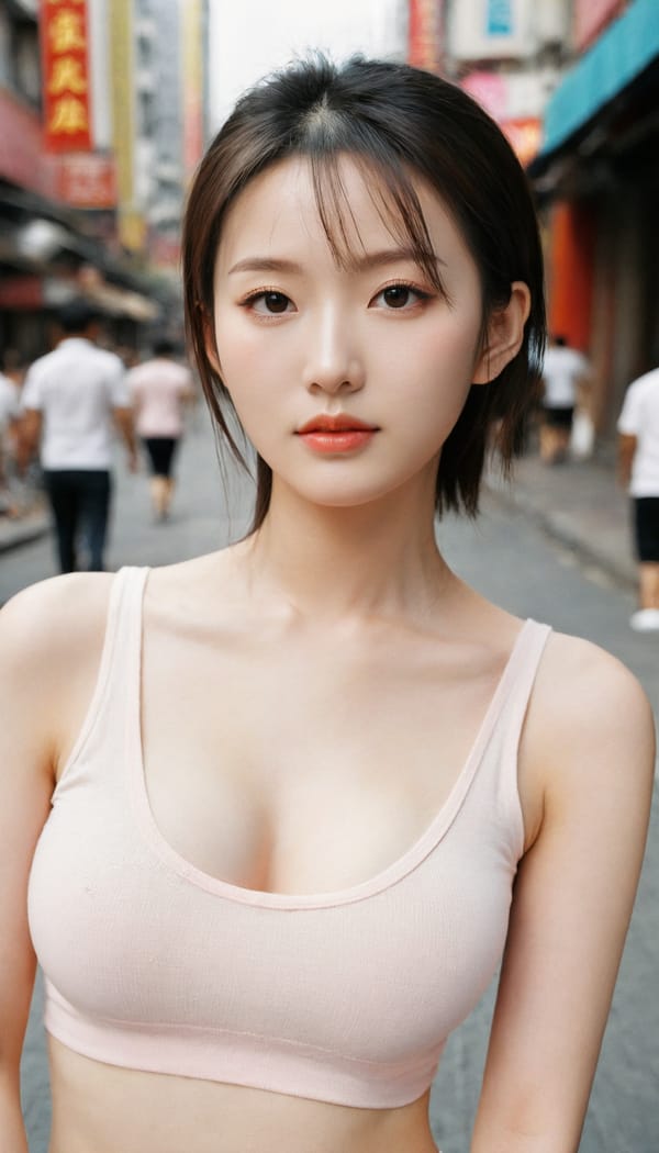 Tags: 21872187, SDXL
{"3": {"inputs": {"seed": 963082210541108, "steps": 32, "cfg": 6.08, "sampler_name": "dpmpp_2m", "scheduler": "karras", "denoise": 1.0, "model": ["27", 0], "positive": ["6", 0], "negative": ["7", 0], "latent_image": ["5", 0]}, "class_type": "KSampler"}, "4": {"inputs": {"ckpt_name": "leosamsHelloworldSDXL_helloworldSDXL32DPO.safetensors"}, "class_type": "CheckpointLoaderSimple"}, "5": {"inputs": {"width": 768, "height": 1344, "batch_size": 1}, "class_type": "EmptyLatentImage"}, "6": {"inputs": {"text": "26 year old girl, (chinese:1.10), (seductive facial expression:0.98), (beautiful eyes:0.95), (double eyelids:1.00), (temptress:1.07), (seductive pose:1.06), (pale skin:1.14), (slim:1.07), (sexy lips:1.02), (idol:1.06), (detailed face:1.11), (cute:1.04), (blush:1.12), (eyelashes:1.04), (in a seductive pose:0.95), (large perky breasts:0.96), (cleavage:0.98), (thigh gap:1.11), (white tanktop:1.07), busy street, (detailed skin:1.00), (candid cinema:1.03), (portra:1.05), (skin fuzz:1.01), (soft lighting:1.02), (film:1.09), (RAW:1.06), (textured skin:1.05), (natural looking skin:1.06)", "clip": ["27", 1]}, "class_type": "CLIPTextEncode"}, "7": {"inputs": {"text": "(low resolution:1.08), (distorted:1.12), (open mouth:1.12), (worst quality:1.07), (twisted:1.05), (watermark:1.07), (bad hands:1.08)", "clip": ["27", 1]}, "class_type": "CLIPTextEncode"}, "8": {"inputs": {"samples": ["3", 0], "vae": ["4", 2]}, "class_type": "VAEDecode"}, "25": {"inputs": {"lora_name": "nudify_xl.safetensors", "strength_model": 0.07, "strength_clip": 0.02, "model": ["4", 0], "clip": ["4", 1]}, "class_type": "LoraLoader"}, "26": {"inputs": {"lora_name": "shirtlift_SDXL_v2.safetensors", "strength_model": 0.14, "strength_clip": 0.15, "model": ["25", 0], "clip": ["25", 1]}, "class_type": "LoraLoader"}, "27": {"inputs": {"lora_name": "PerfectEyesXL.safetensors", "strength_model": 0.08, "strength_clip": 0.05, "model": ["26", 0], "clip": ["26", 1]}, "class_type": "LoraLoader"}, "30": {"inputs": {"model_name": "4x_NMKD-Superscale-SP_178000_G.pth"}, "class_type": "UpscaleModelLoader"}, "31": {"inputs": {"upscale_model": ["30", 0], "image": ["8", 0]}, "class_type": "ImageUpscaleWithModel"}, "32": {"inputs": {"upscale_method": "lanczos", "scale_by": 0.5, "image": ["31", 0]}, "class_type": "ImageScaleBy"}, "33": {"inputs": {"pixels": ["32", 0], "vae": ["4", 2]}, "class_type": "VAEEncode"}, "34": {"inputs": {"seed": 963082210541108, "steps": 32, "cfg": 6.08, "sampler_name": "dpmpp_2m", "scheduler": "karras", "denoise": 0.3, "model": ["27", 0], "positive": ["6", 0], "negative": ["7", 0], "latent_image": ["33", 0]}, "class_type": "KSampler"}, "36": {"inputs": {"samples": ["34", 0], "vae": ["4", 2]}, "class_type": "VAEDecode"}, "39": {"inputs": {"filename_prefix": "comfyapi-1707993845447", "images": ["36", 0]}, "class_type": "SaveImage"}}