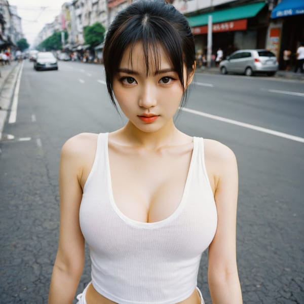 Tags: 21872187, SDXL
{"3": {"inputs": {"seed": 103402028751435, "steps": 64, "cfg": 6.62, "sampler_name": "dpmpp_2m", "scheduler": "karras", "denoise": 1.0, "model": ["27", 0], "positive": ["6", 0], "negative": ["7", 0], "latent_image": ["5", 0]}, "class_type": "KSampler"}, "4": {"inputs": {"ckpt_name": "helloworldxl.safetensors"}, "class_type": "CheckpointLoaderSimple"}, "5": {"inputs": {"width": 1024, "height": 1024, "batch_size": 1}, "class_type": "EmptyLatentImage"}, "6": {"inputs": {"text": "26 year old girl, (ukrainian:1.11), (taiwanese:1.05), (temptress:0.98), (cute:0.95), (eyelashes:1.09), (seductive facial expression:1.00), (blush:1.02), (detailed face:1.02), (idol:0.97), (seductive pose:1.01), (beautiful eyes:1.11), (double eyelids:0.97), (slim:1.02), (in a seductive pose:1.06), (large perky breasts:0.95), (cleavage:0.98), (thigh gap:1.02), (white tanktop:1.07), busy street, (detailed skin:1.05), (textured skin:1.04), (portra:1.03), (film:1.06), (RAW:1.09), (natural looking skin:1.04), (soft lighting:1.00), (candid cinema:1.05), (skin fuzz:1.06)", "clip": ["27", 1]}, "class_type": "CLIPTextEncode"}, "7": {"inputs": {"text": "(twisted:1.12), (worst quality:1.09), (watermark:1.14), (bad hands:1.11), (distorted:1.07), (open mouth:1.13), (low resolution:1.05)", "clip": ["27", 1]}, "class_type": "CLIPTextEncode"}, "8": {"inputs": {"samples": ["3", 0], "vae": ["4", 2]}, "class_type": "VAEDecode"}, "25": {"inputs": {"lora_name": "nudify_xl.safetensors", "strength_model": 0.19, "strength_clip": 0.39, "model": ["4", 0], "clip": ["4", 1]}, "class_type": "LoraLoader"}, "26": {"inputs": {"lora_name": "shirtlift_SDXL_v2.safetensors", "strength_model": 0.04, "strength_clip": 0.19, "model": ["25", 0], "clip": ["25", 1]}, "class_type": "LoraLoader"}, "27": {"inputs": {"lora_name": "PerfectEyesXL.safetensors", "strength_model": 0.08, "strength_clip": 0.1, "model": ["26", 0], "clip": ["26", 1]}, "class_type": "LoraLoader"}, "30": {"inputs": {"model_name": "4x_NMKD-Superscale-SP_178000_G.pth"}, "class_type": "UpscaleModelLoader"}, "31": {"inputs": {"upscale_model": ["30", 0], "image": ["8", 0]}, "class_type": "ImageUpscaleWithModel"}, "32": {"inputs": {"upscale_method": "lanczos", "scale_by": 0.5, "image": ["31", 0]}, "class_type": "ImageScaleBy"}, "33": {"inputs": {"pixels": ["32", 0], "vae": ["4", 2]}, "class_type": "VAEEncode"}, "34": {"inputs": {"seed": 103402028751435, "steps": 64, "cfg": 6.62, "sampler_name": "dpmpp_2m", "scheduler": "karras", "denoise": 0.3, "model": ["27", 0], "positive": ["6", 0], "negative": ["7", 0], "latent_image": ["33", 0]}, "class_type": "KSampler"}, "36": {"inputs": {"samples": ["34", 0], "vae": ["4", 2]}, "class_type": "VAEDecode"}, "39": {"inputs": {"filename_prefix": "comfyapi-1724794399277", "images": ["36", 0]}, "class_type": "SaveImage"}}