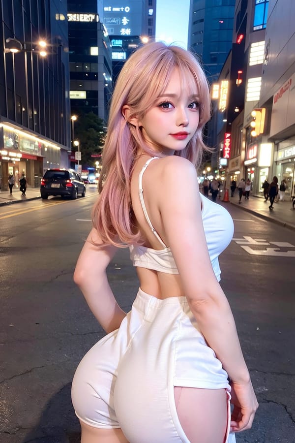 Tags: 21872187
<lora:JapaneseDollLikeness_v15:0.62>, <lora:koreanDollLikeness:0.42>, <lora:YaeMiko_Test:0.73>, (white tank top:1.03), (large breasts:0.93), busy street in urban city, (perky ass:1.08), (exposed ass:1.07), (looking back:1.09), <lora:Addams:0.30>, extremely detailed eyes, (photorealistic:0.97), sexy lips, seductive smile, eyelashes, pale skin, perky breasts, textured skin, 4K, RAW, hyper realistic, (thigh gap:0.97), blush
Negative prompt: sketches, black and white, (low quality:1.92), (worst quality:2.03)
Steps: 32, Sampler: DPM++ 2M Karras, CFG scale: 5.61, Seed: 1389572928, Size: 512x768, Model hash: fc2511737a, Model: chilloutmix_NiPrunedFp32Fix, Seed resize from: -1x-1, Denoising strength: 0.5, Version: v1.2.1, Hires upscale: 2.0, Hires steps: 64, Hires upscaler: ESRGAN_4x