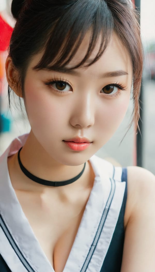 Tags: 21872187, SDXL
{"3": {"inputs": {"seed": 561271649203275, "steps": 64, "cfg": 5.83, "sampler_name": "dpmpp_2m", "scheduler": "karras", "denoise": 1.0, "model": ["27", 0], "positive": ["6", 0], "negative": ["7", 0], "latent_image": ["5", 0]}, "class_type": "KSampler"}, "4": {"inputs": {"ckpt_name": "juggernautxl.safetensors"}, "class_type": "CheckpointLoaderSimple"}, "5": {"inputs": {"width": 768, "height": 1344, "batch_size": 1}, "class_type": "EmptyLatentImage"}, "6": {"inputs": {"text": "22 year old girl, (chinese:1.00), (japanese:1.05), (seductive facial expression:1.12), (idol:1.02), (beautiful eyes:1.10), (sexy lips:1.07), (detailed face:1.08), (slim:1.05), (double eyelids:0.98), (pale skin:0.98), (temptress:1.00), (cute:1.02), (eyelashes:1.04), (blush:0.95), (seductive pose:1.04), (in a seductive pose:1.11), (large perky breasts:1.08), (cleavage:1.10), (thigh gap:1.07), (school uniform:1.03), choker, busy street, (textured skin:1.05), (RAW:1.07), (natural looking skin:1.09), (skin fuzz:1.09), (detailed skin:1.02), (soft lighting:1.05), (film:1.08), (candid cinema:1.04), (portra:1.07)", "clip": ["27", 1]}, "class_type": "CLIPTextEncode"}, "7": {"inputs": {"text": "(twisted:1.11), (bad hands:1.07), (open mouth:1.11), (distorted:1.07), (worst quality:1.14), (watermark:1.14), (low resolution:1.12)", "clip": ["27", 1]}, "class_type": "CLIPTextEncode"}, "8": {"inputs": {"samples": ["3", 0], "vae": ["4", 2]}, "class_type": "VAEDecode"}, "25": {"inputs": {"lora_name": "nudify_xl.safetensors", "strength_model": 0.38, "strength_clip": 0.24, "model": ["4", 0], "clip": ["4", 1]}, "class_type": "LoraLoader"}, "26": {"inputs": {"lora_name": "shirtlift_SDXL_v2.safetensors", "strength_model": 0.01, "strength_clip": 0.07, "model": ["25", 0], "clip": ["25", 1]}, "class_type": "LoraLoader"}, "27": {"inputs": {"lora_name": "PerfectEyesXL.safetensors", "strength_model": 0.11, "strength_clip": 0.04, "model": ["26", 0], "clip": ["26", 1]}, "class_type": "LoraLoader"}, "30": {"inputs": {"model_name": "4x_NMKD-Superscale-SP_178000_G.pth"}, "class_type": "UpscaleModelLoader"}, "31": {"inputs": {"upscale_model": ["30", 0], "image": ["8", 0]}, "class_type": "ImageUpscaleWithModel"}, "32": {"inputs": {"upscale_method": "lanczos", "scale_by": 0.5, "image": ["31", 0]}, "class_type": "ImageScaleBy"}, "33": {"inputs": {"pixels": ["32", 0], "vae": ["4", 2]}, "class_type": "VAEEncode"}, "34": {"inputs": {"seed": 561271649203275, "steps": 64, "cfg": 5.83, "sampler_name": "dpmpp_2m", "scheduler": "karras", "denoise": 0.3, "model": ["27", 0], "positive": ["6", 0], "negative": ["7", 0], "latent_image": ["33", 0]}, "class_type": "KSampler"}, "36": {"inputs": {"samples": ["34", 0], "vae": ["4", 2]}, "class_type": "VAEDecode"}, "39": {"inputs": {"filename_prefix": "comfyapi-1728349853475", "images": ["36", 0]}, "class_type": "SaveImage"}}