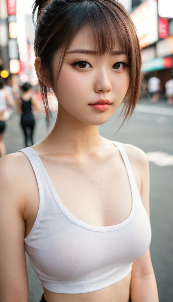 Tags: 21872187, SDXL
{"3": {"inputs": {"seed": 431023491646471, "steps": 64, "cfg": 7.03, "sampler_name": "dpmpp_2m", "scheduler": "karras", "denoise": 1.0, "model": ["27", 0], "positive": ["6", 0], "negative": ["7", 0], "latent_image": ["5", 0]}, "class_type": "KSampler"}, "4": {"inputs": {"ckpt_name": "juggernautxl.safetensors"}, "class_type": "CheckpointLoaderSimple"}, "5": {"inputs": {"width": 768, "height": 1344, "batch_size": 1}, "class_type": "EmptyLatentImage"}, "6": {"inputs": {"text": "22 year old girl, (japanese:1.14), (detailed face:1.07), (pale skin:1.06), (sexy lips:0.97), (blush:1.00), (seductive pose:0.98), (beautiful eyes:1.11), (slim:0.99), (cute:1.08), (eyelashes:1.03), (seductive facial expression:1.02), (temptress:1.02), (double eyelids:0.97), (idol:1.00), (perky ass:1.01), (exposed ass:1.06), (looking back:1.00), (sexy ass:0.96), (thigh gap:1.12), (white tanktop:1.13), busy street, (skin fuzz:1.02), (RAW:1.09), (soft lighting:1.03), (textured skin:1.05), (candid cinema:1.08), (film:1.09), (natural looking skin:1.07), (portra:1.09), (detailed skin:1.01)", "clip": ["27", 1]}, "class_type": "CLIPTextEncode"}, "7": {"inputs": {"text": "(distorted:1.05), (watermark:1.07), (bad hands:1.11), (twisted:1.09), (worst quality:1.12), (open mouth:1.12), (low resolution:1.14)", "clip": ["27", 1]}, "class_type": "CLIPTextEncode"}, "8": {"inputs": {"samples": ["3", 0], "vae": ["4", 2]}, "class_type": "VAEDecode"}, "25": {"inputs": {"lora_name": "nudify_xl.safetensors", "strength_model": 0.37, "strength_clip": 0.07, "model": ["4", 0], "clip": ["4", 1]}, "class_type": "LoraLoader"}, "26": {"inputs": {"lora_name": "shirtlift_SDXL_v2.safetensors", "strength_model": 0.08, "strength_clip": 0.14, "model": ["25", 0], "clip": ["25", 1]}, "class_type": "LoraLoader"}, "27": {"inputs": {"lora_name": "PerfectEyesXL.safetensors", "strength_model": 0.04, "strength_clip": 0.13, "model": ["26", 0], "clip": ["26", 1]}, "class_type": "LoraLoader"}, "30": {"inputs": {"model_name": "4x_NMKD-Superscale-SP_178000_G.pth"}, "class_type": "UpscaleModelLoader"}, "31": {"inputs": {"upscale_model": ["30", 0], "image": ["8", 0]}, "class_type": "ImageUpscaleWithModel"}, "32": {"inputs": {"upscale_method": "lanczos", "scale_by": 0.5, "image": ["31", 0]}, "class_type": "ImageScaleBy"}, "33": {"inputs": {"pixels": ["32", 0], "vae": ["4", 2]}, "class_type": "VAEEncode"}, "34": {"inputs": {"seed": 431023491646471, "steps": 64, "cfg": 7.03, "sampler_name": "dpmpp_2m", "scheduler": "karras", "denoise": 0.3, "model": ["27", 0], "positive": ["6", 0], "negative": ["7", 0], "latent_image": ["33", 0]}, "class_type": "KSampler"}, "36": {"inputs": {"samples": ["34", 0], "vae": ["4", 2]}, "class_type": "VAEDecode"}, "39": {"inputs": {"filename_prefix": "comfyapi-1716710610043", "images": ["36", 0]}, "class_type": "SaveImage"}}