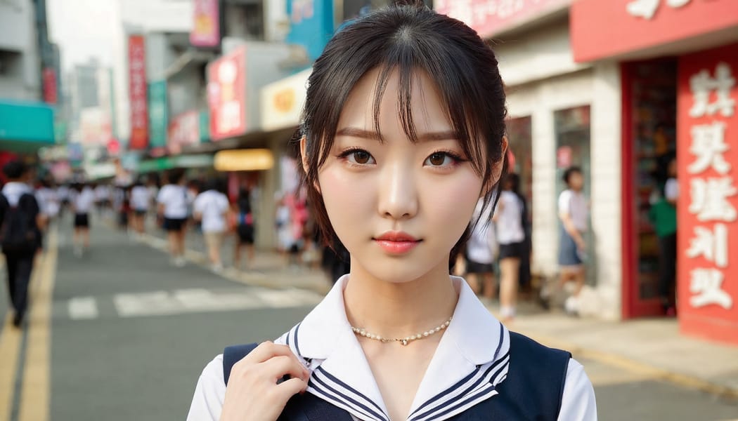 Tags: 21872187, SDXL
{"3": {"inputs": {"seed": 145323859629759, "steps": 64, "cfg": 6.57, "sampler_name": "dpmpp_2m", "scheduler": "karras", "denoise": 1.0, "model": ["27", 0], "positive": ["6", 0], "negative": ["7", 0], "latent_image": ["5", 0]}, "class_type": "KSampler"}, "4": {"inputs": {"ckpt_name": "juggernautxl.safetensors"}, "class_type": "CheckpointLoaderSimple"}, "5": {"inputs": {"width": 1344, "height": 768, "batch_size": 1}, "class_type": "EmptyLatentImage"}, "6": {"inputs": {"text": "26 year old girl, (korean:1.06), (taiwanese:1.02), (double eyelids:1.03), (seductive pose:1.10), (detailed face:1.04), (sexy lips:1.12), (slim:0.97), (pale skin:1.04), (idol:0.96), (temptress:1.02), (cute:1.03), (beautiful eyes:1.01), (blush:1.06), (eyelashes:1.12), (seductive facial expression:1.05), (in a seductive pose:1.05), (large perky breasts:0.99), (cleavage:1.09), (thigh gap:0.96), (school uniform:1.14), choker, busy street, (film:1.07), (natural looking skin:1.05), (candid cinema:1.05), (skin fuzz:1.07), (detailed skin:1.06), (textured skin:1.08), (RAW:1.07), (soft lighting:1.03), (portra:1.09)", "clip": ["27", 1]}, "class_type": "CLIPTextEncode"}, "7": {"inputs": {"text": "(watermark:1.07), (worst quality:1.06), (low resolution:1.14), (distorted:1.14), (bad hands:1.10), (twisted:1.06), (open mouth:1.08)", "clip": ["27", 1]}, "class_type": "CLIPTextEncode"}, "8": {"inputs": {"samples": ["3", 0], "vae": ["4", 2]}, "class_type": "VAEDecode"}, "25": {"inputs": {"lora_name": "nudify_xl.safetensors", "strength_model": 0.01, "strength_clip": 0.17, "model": ["4", 0], "clip": ["4", 1]}, "class_type": "LoraLoader"}, "26": {"inputs": {"lora_name": "shirtlift_SDXL_v2.safetensors", "strength_model": 0.19, "strength_clip": 0.17, "model": ["25", 0], "clip": ["25", 1]}, "class_type": "LoraLoader"}, "27": {"inputs": {"lora_name": "PerfectEyesXL.safetensors", "strength_model": 0.13, "strength_clip": 0.03, "model": ["26", 0], "clip": ["26", 1]}, "class_type": "LoraLoader"}, "30": {"inputs": {"model_name": "4x_NMKD-Superscale-SP_178000_G.pth"}, "class_type": "UpscaleModelLoader"}, "31": {"inputs": {"upscale_model": ["30", 0], "image": ["8", 0]}, "class_type": "ImageUpscaleWithModel"}, "32": {"inputs": {"upscale_method": "lanczos", "scale_by": 0.5, "image": ["31", 0]}, "class_type": "ImageScaleBy"}, "33": {"inputs": {"pixels": ["32", 0], "vae": ["4", 2]}, "class_type": "VAEEncode"}, "34": {"inputs": {"seed": 145323859629759, "steps": 64, "cfg": 6.57, "sampler_name": "dpmpp_2m", "scheduler": "karras", "denoise": 0.3, "model": ["27", 0], "positive": ["6", 0], "negative": ["7", 0], "latent_image": ["33", 0]}, "class_type": "KSampler"}, "36": {"inputs": {"samples": ["34", 0], "vae": ["4", 2]}, "class_type": "VAEDecode"}, "39": {"inputs": {"filename_prefix": "comfyapi-1731777741047", "images": ["36", 0]}, "class_type": "SaveImage"}}