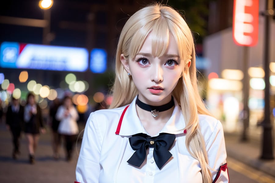 Tags: 21872187
<lora:mix4:0.67>, <lora:JapaneseDollLikeness_v15:0.55>, (russian:0.94), (school uniform:1.15), (large breasts:1.02), choker, busy street in urban city, <lora:skirtlift-v4:0.96 <lora:Addams:0.24>, cute, sexy lips, seductive smile, double eyelids, eyelashes, pale skin, perky breasts, 4K, RAW, best quality, tall, delicate and beautiful girl, 1girl
Negative prompt: drawings, anime, black and white, ugly, disfigured, (normal quality:2.08), (worst quality:2.06)
Steps: 32, Sampler: DPM++ 2M Karras, CFG scale: 6.97, Seed: 3054379973, Size: 768x512, Model hash: fc2511737a, Model: chilloutmix_NiPrunedFp32Fix, Seed resize from: -1x-1, Denoising strength: 0.4, Version: v1.2.1, Hires upscale: 2.0, Hires steps: 32, Hires upscaler: ESRGAN_4x